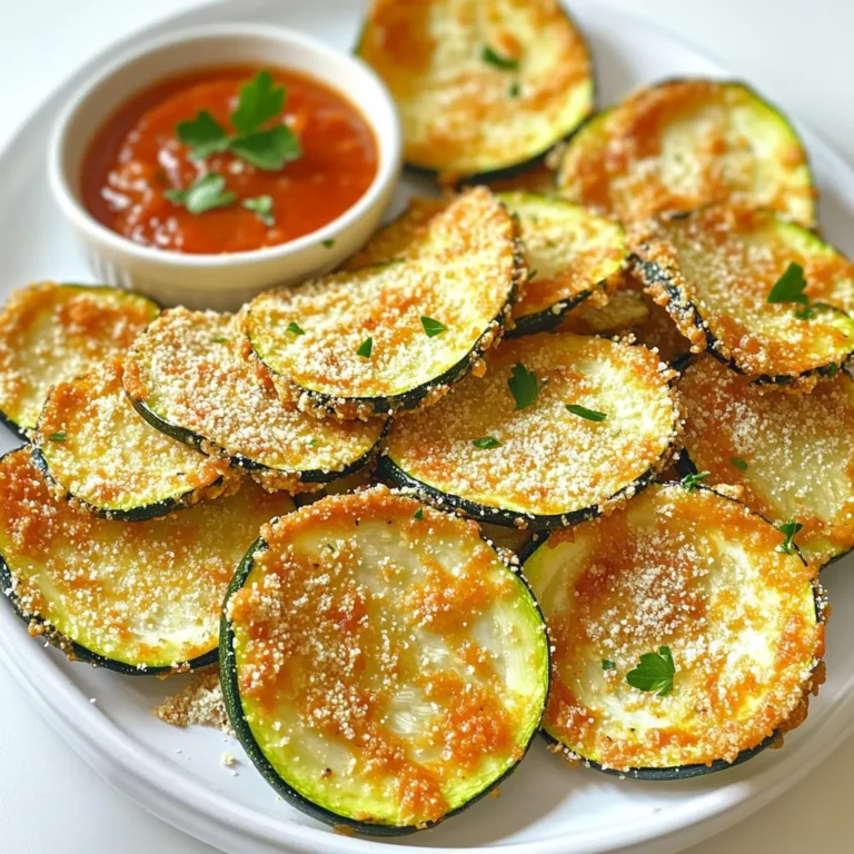 - 2 mittelgroße Zucchini, dünn aufgeschnitten - 1 Tasse geriebener Parmesan-Käse - 1 Tasse Mandelmehl oder Semmelbrösel - 1 Teelöffel Knoblauchpulver - 1 Teelöffel Zwiebelpulver - 1 Teelöffel getrockneter Oregano - Salz und Pfeffer nach Geschmack - Kochspray Die Auswahl der Zutaten ist entscheidend für den Geschmack. Ich empfehle, frische Zucchini zu wählen. Diese sorgen für eine knackige Textur. Parmesan-Käse bringt einen herzhaften Geschmack. Mandelmehl oder Semmelbrösel geben den Chips die perfekte Panade. Die Gewürze sind einfach, aber wirkungsvoll. Knoblauchpulver und Zwiebelpulver geben den Chips einen tollen Geschmack. Getrockneter Oregano fügt eine frische Note hinzu. Salz und Pfeffer sind wichtig. Sie heben die Aromen der anderen Zutaten hervor. Kochspray hilft, die Chips knusprig zu halten. So kleben sie nicht im Air Fryer. Mit diesen Zutaten bereitest du einfach und schnell leckere Zucchini-Chips zu. Sie sind perfekt als Snack oder Beilage. Heize deinen Air Fryer auf 200°C (400°F) vor. Das ist wichtig. Ein vorgeheizter Air Fryer hilft, die Zucchini-Chips gleichmäßig knusprig zu machen. Ohne diese Vorbereitung wird es schwer, die richtige Konsistenz zu erreichen. In einer großen Schüssel mische die Zutaten. Du benötigst 1 Tasse geriebenen Parmesan, 1 Tasse Mandelmehl, 1 Teelöffel Knoblauchpulver, 1 Teelöffel Zwiebelpulver und 1 Teelöffel getrockneten Oregano. Füge Salz und Pfeffer nach Geschmack hinzu. Rühre alles gut um. Achte darauf, dass die Mischung gut vermischt ist. Diese Panade gibt den Chips ihren tollen Geschmack. Tupfe die Zucchini-Scheiben mit einem Papiertuch trocken. Dies entfernt überschüssige Feuchtigkeit. Feuchte Scheiben werden nicht knusprig. Danach tauche jede Zucchini-Scheibe in die Käsemischung. Achte darauf, dass beide Seiten gut bedeckt sind. Die Panade sorgt für den Crunch und das Aroma. Sprühe den Korb des Air Fryers leicht mit Kochspray ein. So kleben die Chips nicht fest. Lege die Zucchini-Chips in einer einzigen Schicht hinein. Du kannst in Chargen arbeiten, wenn der Platz nicht reicht. Gare die Chips für 8-10 Minuten. Wende sie nach der Hälfte der Garzeit, damit sie gleichmäßig garen. Achte darauf, dass sie goldbraun und knusprig sind. Nimm die Chips vorsichtig heraus und lass sie ein paar Minuten abkühlen, bevor du sie servierst. Um die perfekte Knusprigkeit zu erreichen, ist es wichtig, die Feuchtigkeit der Zucchini zu entfernen. Zucchini hat viel Wasser. Wenn du sie nicht trocken tupfst, werden die Chips matschig. Nutze ein Papiertuch, um die Scheiben gut abzutrocknen. Die optimale Garzeit im Air Fryer liegt zwischen 8 und 10 Minuten. Wende die Chips nach der Hälfte der Zeit. So werden sie gleichmäßig goldbraun und knusprig. Die Wahl des Parmesans hat großen Einfluss auf den Geschmack. Frischer Parmesan hat eine tiefere, reichhaltigere Note als geriebener Parmesan aus der Packung. Wenn du die Möglichkeit hast, frischen Parmesan zu nutzen, wirst du den Unterschied schmecken! Geriebener Parmesan kann jedoch praktischer sein. Er schmilzt schneller und lässt sich gut auf die Zucchini auftragen. Kochspray ist ein einfacher Trick, um ein Festkleben der Chips zu verhindern. Sprühe den Korb des Air Fryers leicht ein, bevor du die Zucchini-Chips hineinlegst. Dies sorgt dafür, dass die Chips leicht herauskommen. So bleibt die knusprige Textur erhalten und du hast weniger Arbeit beim Saubermachen. {{image_4}} Um deinen Zucchini-Chips mehr Geschmack zu geben, kannst du zusätzliche Gewürze verwenden. Petersilie bringt frische Aromen. Paprika fügt eine süße Note hinzu. Cayennepfeffer gibt einen scharfen Kick. Probiere verschiedene Kombinationen, um deinen Lieblingsgeschmack zu finden. Wenn du kein Mandelmehl hast, gibt es tolle Alternativen. Hafermehl ist eine gute Option. Es gibt deinen Chips eine besondere Textur. Kokosmehl ist eine weitere Wahl und bringt einen Hauch von Süße. Beide Mehle funktionieren gut für die Panade. Zucchini ist nicht die einzige Wahl. Du kannst auch Auberginen verwenden. Sie haben eine ähnliche Textur und sind lecker. Süßkartoffeln sind eine weitere tolle Option. Sie geben den Chips eine süße, herzhafte Note. Experimentiere mit verschiedenen Gemüsesorten für neue Geschmäcker. Bewahre die Zucchini-Chips in einem luftdichten Behälter auf. So bleiben sie knusprig und frisch. Stelle sicher, dass der Behälter gut verschlossen ist. Wenn die Chips der Luft ausgesetzt sind, werden sie schnell weich. Um die Chips wieder warm und knusprig zu machen, nutze deinen Air Fryer oder Ofen. Stelle den Air Fryer auf 180°C (350°F) ein und erwärme die Chips für etwa 3-5 Minuten. Bei der Ofenmethode lege die Chips auf ein Backblech und erwärme sie bei 180°C (350°F) für etwa 5-7 Minuten. So schmecken die Chips fast wie frisch zubereitet. Die Chips bleiben frisch für ein paar Tage. Du kannst sie bis zu 3 Tage lang im Kühlschrank aufbewahren. Achte darauf, dass sie gut verpackt sind. Nach ein paar Tagen können sie weich werden, aber das Wiederaufwärmen hilft, ihre Knusprigkeit zurückzubringen. Um die Zucchini-Chips knuspriger zu machen, befolge diese Tipps: - Trocknen: Tupfe die Zucchini-Scheiben gut mit einem Papiertuch ab. Feuchtigkeit macht sie weich. - Dünn schneiden: Schneide die Zucchini in dünne Scheiben. Dünnere Chips werden knuspriger. - Kochspray: Verwende Kochspray, um eine gleichmäßige Schicht auf den Chips zu erhalten. Dies hilft beim Bräunen. - Luftzirkulation: Lege die Chips in einer einzigen Schicht in den Air Fryer. So kann die Luft gut zirkulieren. - Wenden: Wende die Chips nach der Hälfte der Garzeit. Dies sorgt für gleichmäßige Knusprigkeit. Ja, du kannst die Chips auch im Ofen machen. Hier sind die Schritte: 1. Heize den Ofen auf 200°C (400°F) vor. 2. Lege die panierten Zucchini-Chips auf ein mit Backpapier belegtes Blech. 3. Achte darauf, dass sie nicht überlappen. 4. Backe die Chips für 20-25 Minuten. Wende sie nach 10 Minuten. 5. Die Chips sind fertig, wenn sie goldbraun und knusprig sind. Zu Zucchini-Chips passen viele Dips. Hier sind einige Vorschläge: - Marinara-Sauce: Sie passt gut zu den herzhaften Chips. - Griechischer Joghurt: Er ist frisch und cremig. - Käse-Dip: Ein warmer Käse-Dip verstärkt den Geschmack. - Hummus: Er ist gesund und lecker. - Salsa: Sie bringt frische Aromen mit. Probier verschiedene Dips aus und finde deinen Favoriten! Zucchini-Chips sind ein gesunder Snack, der einfach zu machen ist. Du hast die Hauptzutaten, wie Zucchini und Parmesan, und die Gewürze kennengelernt. Ich habe dir erklärt, wie man die Chips zubereitet und knusprig macht. Denke auch daran, dass es Variationen gibt, um die Chips spannend zu halten. Bewahre sie richtig auf, damit sie frisch bleiben. Egal, ob mit Dips oder alleine, sie sind ein toller Snack für jeden Tag! Probier sie einfach aus und genieße!