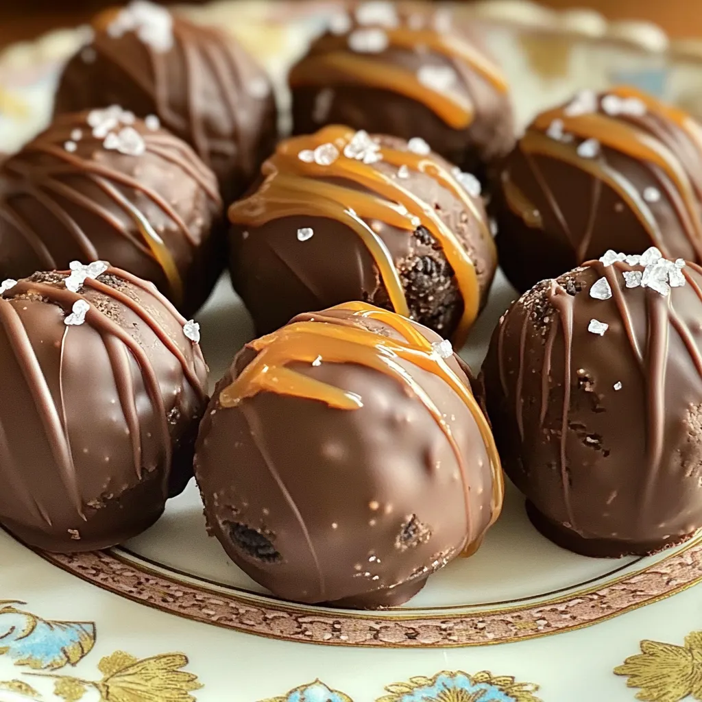 Für die No-Bake Salted Caramel Oreo Truffles brauchst du folgende Hauptzutaten: - 1 Paket (15,25 oz) Oreo-Kekse - 8 oz Frischkäse, weich und auf Zimmertemperatur - 1 Tasse Karamellsauce (plus extra zum Beträufeln) - 1 Tasse Schokoladenstückchen (halb-süß) - Meersalz, zum Bestreuen Die Oreo-Kekse sind die Basis. Sie geben den Trüffeln einen tollen Geschmack und eine knusprige Textur. Der Frischkäse macht die Masse cremig und leicht zu formen. Die Karamellsauce sorgt für eine süße Note. Die Schokoladenstückchen werden für das Überziehen verwendet. Meersalz hilft, die Süße der Trüffel auszugleichen. Du kannst die Trüffel noch schöner machen. Hier sind einige Ideen: - Zusätzliche Karamellsauce zum Beträufeln - Geraspelte Schokolade für den Look - Bunte Streusel für mehr Farbe - Frische Minzblätter für einen frischen Touch Diese Dekorationen machen die Trüffel noch ansprechender. Du kannst sie nach deinem Stil anpassen. Du kannst Karamellsauce selbst machen oder eine fertige Sauce kaufen. Wenn du sie selbst machen möchtest, brauchst du: - 1 Tasse Zucker - 6 Esslöffel Butter - 1/2 Tasse Sahne - Eine Prise Salz Karamell zu machen ist einfach. Schmelze den Zucker in einem Topf, bis er karamellisiert. Dann füge die Butter hinzu und rühre gut um. Gieße die Sahne langsam dazu und rühre weiter. Lass die Sauce abkühlen, bevor du sie verwendest. Wenn du Zeit sparen willst, kaufe eine gute Karamellsauce. Achte darauf, dass sie von hoher Qualität ist. So sparst du Zeit und bekommst dennoch einen tollen Geschmack. Zuerst zermahle die Oreo-Kekse in einer Küchenmaschine. Mach dir keine Sorgen, wenn es ein wenig laut ist. Du willst feine Krümel, also achte darauf, dass sie gleichmäßig sind. Das gibt den Trüffeln eine tolle Textur. Danach nimm eine große Schüssel und gib die Krümel hinein. Füge den weichen Frischkäse hinzu. Mische alles mit einem Handmixer oder einer Gabel. Es sollte cremig und gut vermischt sein. Jetzt kommt der spannende Teil! Nimm eine Tasse Karamellsauce und gieße sie in die Schüssel. Rühre die Sauce gut unter die Mischung. Sie sollte gleichmäßig verteilt sein und eine homogene Textur haben. Der Karamell gibt den Trüffeln einen süßen, reichen Geschmack. Nimm dir jetzt einen Esslöffel der Mischung. Rolle ihn mit deinen Händen zu kleinen Kugeln. Leg die Kugeln auf ein mit Backpapier ausgelegtes Backblech. Wenn du alle Trüffel geformt hast, lege das Blech für etwa 30 Minuten in den Gefrierschrank. Das hilft den Trüffeln, fest zu werden. Während die Trüffel kühlen, schmelze die Schokoladenstückchen in einer mikrowellengeeigneten Schüssel. Erhitze sie in 30-Sekunden-Intervallen. Rühre zwischendurch gut um, bis die Schokolade glatt ist. Sobald die Trüffel fest geworden sind, tauche jede einzelne in die geschmolzene Schokolade. Achte darauf, dass sie gleichmäßig überzogen ist. Lege die schokolierten Trüffel wieder auf das Backblech. Jetzt wird es kreativ! Beträufle jede Trüffel mit zusätzlicher Karamellsauce. Dann streue ein wenig Meersalz darüber. Das Salz bringt den süßen Karamellgeschmack perfekt zur Geltung. Kühle die Trüffel für weitere 15-20 Minuten, damit die Schokolade fest wird. Das ist der letzte Schritt, und du wirst für deine Mühe belohnt! Um die beste Textur für Ihre Trüffel zu erreichen, verwenden Sie weichen Frischkäse. Er sollte Zimmertemperatur haben, damit er sich gut mit den Oreo-Keksen vermischt. Achten Sie darauf, die Oreo-Kekse gleichmäßig zu zermahlen. Wenn die Krümel zu grob sind, wird die Trüffel bröckelig. Eine feine Konsistenz sorgt für eine cremige und glatte Masse. Um das Brechen der Schokolade zu verhindern, schmelzen Sie sie langsam. Nutzen Sie die Mikrowelle in 30-Sekunden-Intervallen. Rühren Sie die Schokolade nach jeder Runde um. Wenn sie zu heiß wird, kann sie klumpig werden. Verwenden Sie auch hochwertige Schokoladenstückchen, da diese besser schmelzen und eine schöne glänzende Oberfläche bieten. Sie können die Trüffel nach Ihrem Geschmack variieren. Statt Karamellsauce könnten Sie Erdnussbutter verwenden. Für einen schokoladigen Kick fügen Sie Schokoladenstückchen in die Oreo-Mischung hinzu. Auch verschiedene Keksarten sind möglich. Probieren Sie zum Beispiel Schokoladenkekse oder Eiswaffeln für einen neuen Twist. {{image_4}} Wenn Sie vegane No-Bake Trüffel machen möchten, können Sie einige einfache Änderungen vornehmen. Ersetzen Sie den Frischkäse durch einen veganen Frischkäse. Verwenden Sie pflanzliche Karamellsauce, die ohne Milchprodukte auskommt. Für die Schokolade wählen Sie eine vegane Schokolade ohne tierische Produkte. So haben Sie eine köstliche, pflanzliche Variante. Die Kombination von Schokolade und Karamell ist einfach himmlisch. Um den Geschmack zu intensivieren, können Sie die Trüffel mit einer Mischung aus Karamellsauce und geschmolzener Schokolade überziehen. Für zusätzlichen Crunch mischen Sie einige Karamellstückchen in die Trüffelmasse. Dieser Mix macht jeden Bissen aufregend und schmackhaft. Oreo-Kekse sind großartig, aber probieren Sie andere Keksarten aus! Schokoladenkekse, Butterkekse oder sogar Vollkornkekse funktionieren gut. Jede Keksart bringt ihren eigenen Geschmack und Textur. Experimentieren Sie mit verschiedenen Kombinationen, um Ihre perfekte Trüffel zu finden. Es macht Spaß, neue Geschmäcker zu entdecken! Um Ihre No-Bake Salted Caramel Oreo Truffles frisch zu halten, lagern Sie sie im Kühlschrank. Der Kühlschrank hält die Trüffel fest und lecker. Stellen Sie sicher, dass Sie die Trüffel in einem luftdichten Behälter aufbewahren. So vermeiden Sie, dass sie Gerüche von anderen Lebensmitteln aufnehmen. Im Kühlschrank sind die Trüffel etwa eine Woche haltbar. Wenn Sie sie länger aufbewahren möchten, können Sie sie im Gefrierer lagern. Im Gefrierer halten sie bis zu drei Monate. Achten Sie darauf, die Trüffel in einem gefrierfesten Behälter zu lagern. So bleibt die Qualität erhalten. Um die Trüffel einzufrieren, legen Sie sie zuerst auf ein Backblech. Frieren Sie sie für etwa zwei Stunden ein, bis sie fest sind. Danach können Sie die Trüffel in einen Behälter umfüllen. Zum Auftauen legen Sie die Trüffel einfach in den Kühlschrank. Das Auftauen dauert mehrere Stunden, also planen Sie im Voraus. Vermeiden Sie es, die Trüffel bei Raumtemperatur aufzutauen. So bleibt die Textur perfekt. Die No-Bake Trüffel halten im Kühlschrank etwa eine Woche. Lagern Sie sie in einem luftdichten Behälter. Wenn Sie sie im Gefrierer aufbewahren, bleiben sie bis zu drei Monate frisch. Achten Sie darauf, sie gut zu verpacken, damit sie nicht gefrieren. Ja, Sie können die Schokolade anpassen! Probieren Sie weiße Schokolade oder Zartbitterschokolade. Sie können auch spezielle Schokoladen mit Geschmacksrichtungen verwenden. Dies gibt den Trüffeln eine eigene Note. Experimentieren Sie mit verschiedenen Schokoladen, um Ihren perfekten Geschmack zu finden. Die Präsentation macht einen großen Unterschied! Arrangieren Sie die Trüffel auf einem schönen Teller. Beträufeln Sie sie mit zusätzlicher Karamellsauce und streuen Sie etwas Meersalz darüber. Fügen Sie frische Minzblätter hinzu, um das Ganze abzurunden. So sehen die Trüffel nicht nur lecker aus, sie schmecken auch fantastisch! Für Allergiker gibt es viele Optionen. Verwenden Sie glutenfreie Kekse für eine glutenfreie Variante. Wenn Sie Milchprodukte vermeiden, können Sie veganen Frischkäse nutzen. Auch die Schokolade kann ohne Milchprodukte gewählt werden. Achten Sie stets auf die Zutaten, um sicherzustellen, dass sie allergiefreundlich sind. Die Herstellung von No-Bake Trüffeln ist einfach und macht Spaß. Wir haben die wichtigsten Zutaten und Schritte durchgenommen. Sie können auch die Textur und den Geschmack nach Belieben anpassen. Denken Sie an die Lagerung, um die Frische zu bewahren. Diese Trüffel eignen sich hervorragend als Geschenk oder zum Knabbern. Lassen Sie Ihrer Kreativität freien Lauf und genießen Sie Ihr selbstgemachtes Leckerli. Probieren Sie verschiedene Variationen aus und machen Sie es zu Ihrem eigenen.
