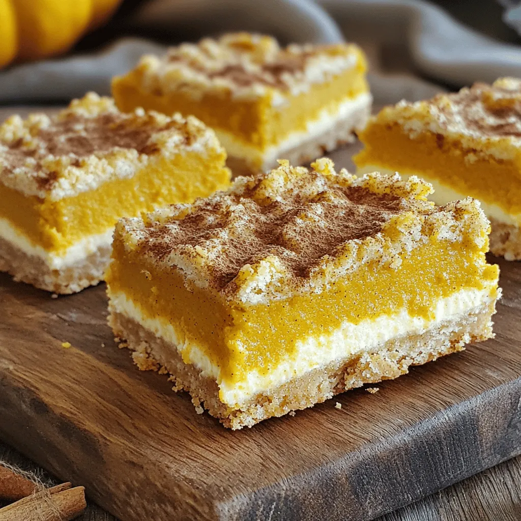 Um Kürbis-Käsekuchen-Kekse-Riegel zu machen, benötigst du folgende Zutaten: - 1 Tasse ungesalzene Butter, geschmolzen - 1 Tasse brauner Zucker, fest gepackt - 1/2 Tasse kristalliner Zucker - 2 große Eier - 2 Teelöffel Vanilleextrakt - 2 1/2 Tassen Weizenmehl - 1 Teelöffel Natron - 1 Teelöffel gemahlener Zimt - 1/2 Teelöffel gemahlene Muskatnuss - 1/4 Teelöffel gemahlener Ingwer - 1/2 Teelöffel Salz - 1 Tasse Kürbispüree aus der Dose - 250 g Frischkäse, erweicht - 1/2 Tasse Puderzucker - 1 Teelöffel Kürbiskreuzgewürz (optional) Wenn du auf spezielle Diäten achtest, gibt es einige Alternativen: - Nutze vegane Butter anstelle von ungesalzener Butter. - Ersetze die Eier durch Apfelmus oder Leinsamen. - Verwende glutenfreies Mehl, um die Riegel glutenfrei zu machen. - Statt Frischkäse kannst du Tofu oder pflanzlichen Frischkäse verwenden. Die Qualität deiner Zutaten macht einen großen Unterschied. Hier sind einige Tipps: - Wähle frisches Kürbispüree für mehr Geschmack. - Achte auf frische Gewürze, um den besten Aroma zu bekommen. - Kaufe hochwertige, ungesalzene Butter, um die beste Textur zu erreichen. - Verwende frische Eier, da diese besser schmecken und die Riegel fluffiger machen. - Wenn möglich, kaufe Bio-Zutaten, um gesunde und nachhaltige Optionen zu wählen. Zuerst heize deinen Ofen auf 175°C vor. Das ist wichtig für das Backen. Fette eine Backform von 23 x 33 cm mit etwas Butter ein. Lege die Form mit Backpapier aus. Das macht das Herausnehmen der Riegel später einfacher. In einer großen Schüssel vermenge die geschmolzene Butter mit braunem und kristallinem Zucker. Rühre gut, bis die Mischung glatt ist. Jetzt füge die Eier und den Vanilleextrakt hinzu. Schlage die Mischung, bis sie cremig wird. In einer anderen Schüssel mische das Weizenmehl, Natron, Zimt, Muskatnuss, Ingwer und Salz. Füge die trockenen Zutaten nach und nach zur feuchten Mischung hinzu. Sei vorsichtig, um nicht zu übermixen. Bewahre etwa eine Tasse des Keks-Teigs auf und verteile den Rest gleichmäßig in der Backform. Nimm eine neue Schüssel und schlage den erweichten Frischkäse, bis er glatt ist. Füge das Kürbispüree, den Puderzucker und das Kürbiskreuzgewürz hinzu, falls du es verwendest. Mische alles gut, bis die Füllung cremig ist. Verteile die Kürbis-Käsekuchen-Mischung gleichmäßig über den Keks-Teig in der Backform. Krümle dann den reservierten Keks-Teig großzügig über die Füllung. Das gibt eine schöne, rustikale Oberfläche. Backe die Riegel im vorgeheizten Ofen für 30-35 Minuten. Sie sind fertig, wenn die Ränder goldbraun sind und ein Zahnstocher in der Mitte mit feuchten Krümeln herauskommt. Lass die Riegel mindestens 20 Minuten in der Form abkühlen. Dann hebe sie mit Hilfe des Backpapiers heraus und schneide sie in Quadrate. Übermischung kann Ihre Riegel zäh machen. Mischen Sie die trockenen und feuchten Zutaten nur, bis alles leicht vermengt ist. Klumpen sind okay. Achten Sie darauf, den Teig nicht zu lange zu rühren. Dies hilft, die perfekte Textur zu erreichen. Backen Sie die Riegel bei 175°C (350°F) für 30-35 Minuten. Achten Sie darauf, dass die Ränder goldbraun werden. Überprüfen Sie die Mitte mit einem Zahnstocher. Er sollte mit feuchten Krümeln herauskommen, aber nicht nass sein. Lassen Sie die Riegel danach kurz abkühlen, damit sie fest werden. Ein häufiger Fehler ist, die Backform nicht richtig vorzubereiten. Fetten Sie die Form und verwenden Sie Backpapier. So lassen sich die Riegel leicht entfernen. Ein weiterer Fehler ist, den Frischkäse nicht richtig zu schlagen. Er sollte glatt sein, bevor Sie die anderen Zutaten hinzufügen. {{image_4}} Wenn Sie eine glutenfreie Diät haben, können Sie die Riegel leicht anpassen. Verwenden Sie einfach glutenfreies Mehl. Es gibt viele Marken, die sich gut in Rezepten verhalten. Achten Sie darauf, eine Mischung zu wählen, die auch gut bindet. Diese Mehle geben den Riegeln die richtige Textur, ohne den Geschmack zu beeinträchtigen. Sie möchten die Riegel interessanter machen? Fügen Sie Schokoladenstückchen hinzu! Etwa eine Tasse dunkle oder weiße Schokolade passt perfekt. Für einen knackigen Biss können Sie auch Nüsse wie Walnüsse oder Pekannüsse einmischen. Hacken Sie sie grob und fügen Sie sie in den Keks-Teig. Diese zusätzlichen Zutaten bringen neue Aromen in die Riegel. Für eine vegane Version können Sie die Eier durch Apfelmus oder Chia-Samen ersetzen. Nutzen Sie etwa 1/4 Tasse Apfelmus für jedes Ei. Für die Butter verwenden Sie vegane Margarine oder Kokosöl. Auch der Frischkäse kann durch eine pflanzliche Creme ersetzt werden. Viele Marken bieten leckere vegane Alternativen an. So bleibt der Geschmack wunderbar, und die Riegel sind für alle geeignet. Um die Kürbis-Käsekuchen-Kekse-Riegel frisch zu halten, lagere ich sie in einem luftdichten Behälter. So bleiben die Riegel weich und lecker. Stelle sicher, dass die Riegel vollständig abgekühlt sind, bevor du sie verpackst. Du kannst sie auch mit Folie umwickeln, um die Frische zu bewahren. Um die Haltbarkeit der Riegel zu verlängern, bewahre sie im Kühlschrank auf. Dort halten sie sich bis zu einer Woche. Wenn du sie länger aufbewahren möchtest, lege ein Stück Brot in den Behälter. Das Brot hilft, die Feuchtigkeit zu erhalten, und verhindert, dass die Riegel austrocknen. Wenn du die Riegel einfrieren möchtest, schneide sie zuerst in Stücke. Lege sie dann in einen Gefrierbeutel oder einen luftdichten Behälter. Achte darauf, so viel Luft wie möglich zu entfernen. Im Gefrierschrank halten sie sich bis zu drei Monate. Zum Auftauen lege die Riegel einfach für einige Stunden in den Kühlschrank oder lasse sie bei Raumtemperatur auftauen. Kürbis-Käsekuchen-Kekse-Riegel haben gesunde Elemente. Kürbis ist reich an Ballaststoffen und Vitaminen. Er enthält Vitamin A, das gut für die Augen ist. Die Riegel enthalten auch Zucker und Butter, was sie süß macht. In Maßen sind sie ein leckerer Snack. Sie sind jedoch nicht die beste Wahl für eine Diät. Für einen gesünderen Snack können Sie weniger Zucker verwenden. Um die Riegel schmackhafter zu machen, probiere Gewürze aus. Füge mehr Zimt oder Ingwer hinzu. Du kannst auch Schokoladenstückchen oder Nüsse einmischen. Eine Prise Salz hebt den Geschmack hervor. Serviere die Riegel warm mit Schlagsahne. Ein Hauch von Zimt-Zucker oben drauf ist eine tolle Idee. Experimentiere mit verschiedenen Toppings für neue Geschmäcker. Ja, du kannst die Riegel im Voraus zubereiten. Bereite den Teig und die Füllung einen Tag vorher vor. Backe die Riegel und lasse sie abkühlen. Lagere sie in einem luftdichten Behälter. Du kannst sie auch einfrieren. So bleiben sie frisch und lecker. Erwärme sie kurz im Ofen, bevor du sie servierst. Die Zutaten und Schritte für die Kürbis-Käsekuchen-Riegel sind einfach und klar. Du hast gelernt, wie du Zutaten auswählst und alternative Optionen für Diäten findest. Wir haben die Zubereitung und die besten Tipps besprochen. Auch Variationen für jeden Geschmack waren ein Thema. Abschließend, diese Riegel sind nicht nur lecker, sondern auch anpassbar. Experimentiere mit verschiedenen Aromen und lagere sie richtig. So hast du immer einen süßen Snack parat!