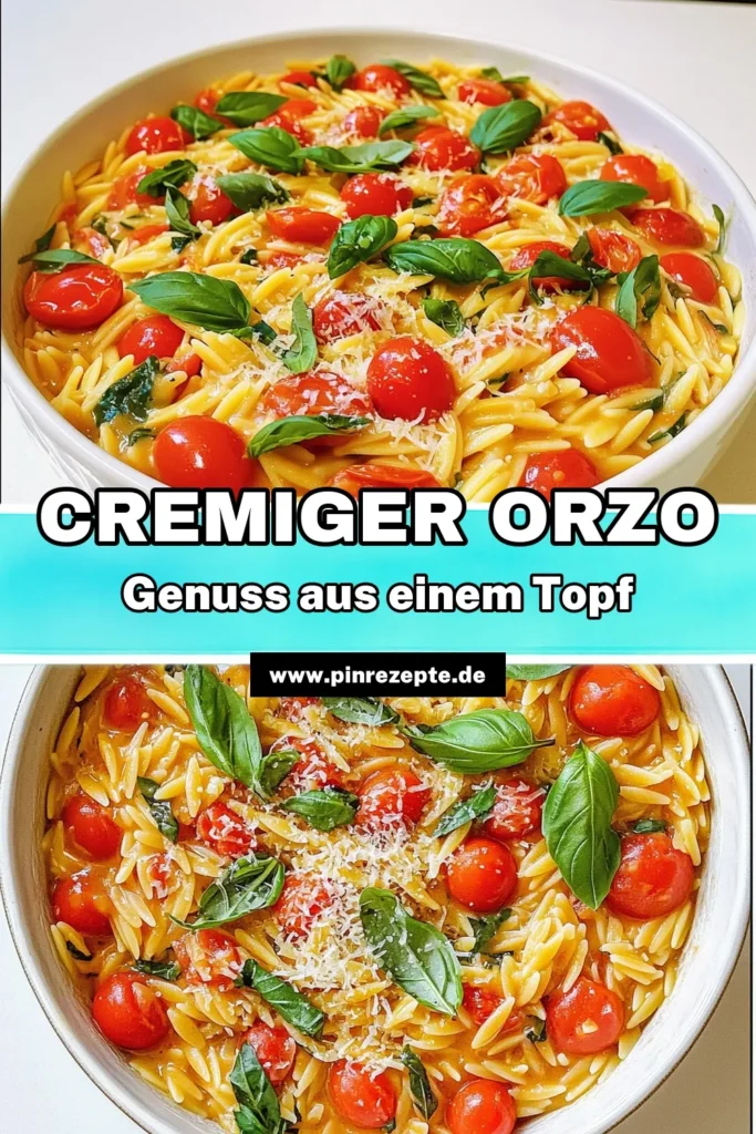 Entdecke dieses cremige Tomaten-Basilikum-Orzo aus einem Topf, das in nur 25 Minuten zubereitet ist! Mit köstlichen Cherrytomaten, frischem Basilikum und einer samtigen Sauce ist dieses Rezept perfekt für ein schnelles Abendessen. Klicke jetzt, um die einfache Anleitung und tolle Tipps für die Zubereitung zu entdecken und deine Familie zu beeindrucken! #Orzo #CremigeRezepte #TomatenBasilikum #SchnelleRezepte