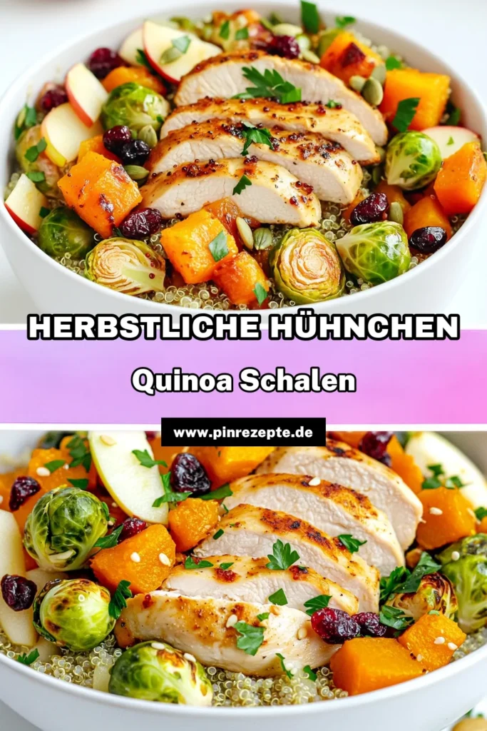 Entdecken Sie ein köstliches Rezept für Ernte-Hühnchen-Getreide-Schalen, das gesund und einfach zuzubereiten ist! Saftige Hähnchenbrust, aromatische Quinoa und geröstetes Gemüse vereinen sich mit süßem Apfel und knackigen Kürbiskernen zu einer perfekten Mahlzeit für die kühle Jahreszeit. Klicken Sie jetzt, um die vollständigen Schritte und Zutaten zu erfahren! #Ernte #Hühnchen #Getreide #Schalen