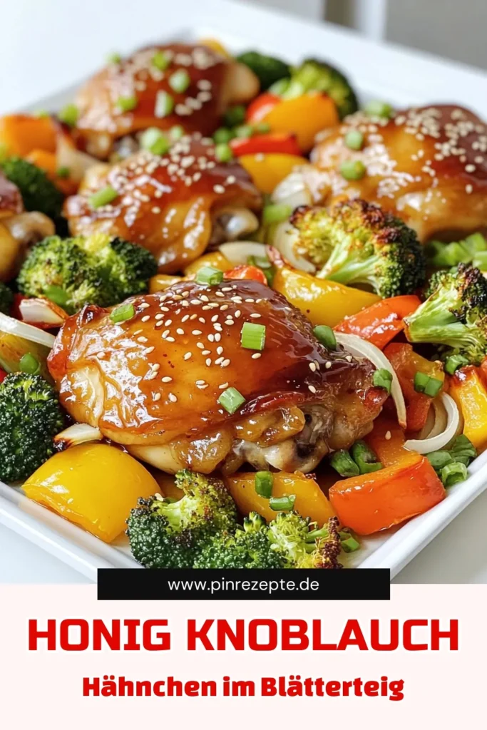 Entdecke das perfekte Rezept für Blätterteig würziges Honig Knoblauch Hähnchen, das nicht nur köstlich ist, sondern auch schnell zubereitet werden kann! Mit knackigem Gemüse und einer aromatischen Marinade aus Honig, Knoblauch und Sriracha ist dieses Gericht ein Hit für jedes Abendessen. Hol dir die Anleitung und erreiche mit jedem Bissen einen Geschmackskick. Klicke jetzt und lasse dich inspirieren! #Blätterteig #würzigesHähnchen #Honig #Knoblauch