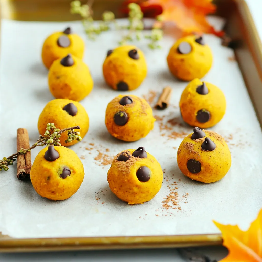 Um die perfekten No-Bake Kürbis-Keksteigbällchen zu machen, benötigst du: - 1 Tasse Mandelmehl - 1/2 Tasse Kürbispüree - 1/4 Tasse Ahornsirup - 1/4 Tasse Nussbutter (Mandel- oder Erdnussbutter) - 1 Teelöffel Vanilleextrakt - 1 Teelöffel Kürbiskuchengewürz - 1/2 Teelöffel Zimt - 1/4 Tasse Mini-Dunkle Schokoladenstückchen - Eine Prise Salz Diese Zutaten sind wichtig. Sie geben den Bällchen ihren tollen Geschmack und die richtige Textur. Jede Portion dieser Bällchen liefert dir eine gute Mischung aus Nährstoffen. Du bekommst gesunde Fette aus der Nussbutter und Ballaststoffe aus dem Kürbispüree. Einige Nährwerte sind: - Kalorien: 120 pro Bällchen - Fett: 7g - Kohlenhydrate: 10g - Eiweiß: 3g Diese Werte können je nach Marke und Maß leicht variieren. Achte beim Einkaufen auf die Qualität der Zutaten. - Nutze frisches Kürbispüree. Es schmeckt besser als aus der Dose. - Wähle hochwertiges Mandelmehl für einen feinen Geschmack. - Achte darauf, dass die Nussbutter ohne Zucker ist. So bleibt der Geschmack rein. - Wähle dunkle Schokolade mit hohem Kakaoanteil. Sie gibt einen tollen Kontrast zu den Süßigkeiten. Diese Tipps helfen, die besten No-Bake Kürbis-Keksteigbällchen zu kreieren. Achte auf die frischen Zutaten und genieße den Prozess! Die Zubereitung der No Bake Kürbis-Keksteigbällchen ist einfach und schnell. Du brauchst nur etwa 10 Minuten. Für das Rezept benötigst du: - Eine große Schüssel - Einen Löffel oder Teigschaber - Ein Backblech - Backpapier - Ein Kühlschrank Diese Geräte helfen dir, den Teig gut zu mischen und die Bällchen zu formen. 1. Mischung der Basis In einer großen Schüssel kombinierst du das Mandelmehl, das Kürbispüree, den Ahornsirup, die Nussbutter und den Vanilleextrakt. Rühre alles gut mit einem Löffel oder Teigschaber um, bis der Teig gleichmäßig ist. 2. Gewürze hinzufügen Jetzt füge das Kürbiskuchengewürz, den Zimt und eine Prise Salz hinzu. Rühre gründlich, damit die Gewürze gut verteilt sind. Das gibt den Bällchen ihren tollen Geschmack. 3. Schokoladenstückchen einmischen Hebe die Mini-Dunklen Schokoladenstückchen vorsichtig unter den Teig. Achte darauf, dass du sie gleichmäßig verteilst. So hat jeder Biss etwas Schokolade. 4. Kugeln formen Jetzt formst du mit deinen Händen kleine Kugeln, etwa 2,5 cm groß. Lege sie auf ein Backblech, das mit Backpapier ausgelegt ist. 5. Kühlen Stelle das Backblech für etwa 30 Minuten in den Kühlschrank. So werden die Bällchen fest und lecker. 6. Genießen Die Keksteigbällchen kannst du kalt genießen. Bewahre sie in einem luftdichten Behälter im Kühlschrank auf. Sie bleiben bis zu einer Woche frisch. Achte darauf, dass der Teig nicht zu trocken wird. Wenn er zu krümelig ist, füge etwas mehr Kürbispüree oder Nussbutter hinzu. Wenn der Teig zu feucht ist, kannst du mehr Mandelmehl verwenden. So erhältst du die perfekte Konsistenz. Ein häufiger Fehler ist, das Mandelmehl nicht gut zu vermischen. Achte darauf, dass alle Zutaten glatt sind. Ein weiterer Fehler ist, zu viel Kürbispüree hinzuzufügen. Das macht den Teig zu feucht. Halte dich an die Menge, die im Rezept steht. Wenn die Bällchen beim Formen zerfallen, füge etwas mehr Mandelmehl hinzu. Das hilft, die richtige Konsistenz zu erreichen. Du kannst die Bällchen anpassen, um neue Aromen zu entdecken. Probiere Kokosnussflocken oder gehackte Nüsse für mehr Textur. Du kannst auch Schokoladenstückchen durch getrocknete Früchte ersetzen. Für einen besonderen Kick füge etwas Ingwer oder Muskatnuss hinzu. Das Rezept ist flexibel und erlaubt viele Variationen. Um die Keksteigbällchen frisch zu halten, lege sie in einen luftdichten Behälter. Im Kühlschrank halten sie bis zu einer Woche. Für längere Lagerung kannst du sie einfrieren. Lege die Bällchen auf ein Backblech und friere sie ein, bevor du sie in einen Behälter legst. So bleiben sie formschön und lecker. {{image_4}} Du kannst viele Geschmäcker für diese Bällchen verwenden. Probiere Schokoladenstückchen oder Erdnussbutter aus. Auch Vanille oder Karamell passen gut. Wenn du etwas Fruchtiges magst, füge getrocknete Cranberries oder Rosinen hinzu. Diese Variationen machen das Rezept spannend und neu. Wenn du Allergien hast, kannst du das Rezept leicht anpassen. Verwende Kokosmehl statt Mandelmehl, wenn du Nüsse vermeiden musst. Für Veganer nimm eine pflanzliche Nussbutter. Achte darauf, dass dein Ahornsirup rein ist, falls du auf Zucker achtest. Diese Anpassungen helfen, das Rezept für jeden sicher zu machen. Zusätzliche Toppings können das Erlebnis verbessern. Streue gehackte Nüsse über die Bällchen für mehr Textur. Du kannst auch einen Hauch von Zimt oder Kakaopulver hinzufügen. Für eine süße Füllung probiere etwas dunkle Schokolade oder Erdnussbutter im Inneren. Diese Optionen machen die Bällchen noch leckerer und kreativer. Die Lagerung der No Bake Pumpkin Cookie Dough Bites ist einfach und wichtig. Bewahre die Bällchen in einem luftdichten Behälter auf. So bleiben sie frisch und lecker. Stelle sicher, dass der Behälter gut verschlossen ist. Lagere die Bällchen im Kühlschrank, um ihre Konsistenz zu bewahren und sie kühl zu halten. Im Kühlschrank halten sich die Keksteigbällchen bis zu einer Woche. Achte darauf, sie nicht zu lange stehen zu lassen. Der Geschmack und die Textur bleiben am besten, wenn du sie innerhalb von fünf Tagen isst. Wenn du sie länger aufbewahren möchtest, überlege, sie einzufrieren. Das Einfrieren der Keksteigbällchen ist eine tolle Option. Du kannst sie bis zu drei Monate einfrieren. Forme die Bällchen und lege sie auf ein Backblech. Stelle sicher, dass sie sich nicht berühren. Friere sie für etwa 1-2 Stunden ein. Danach kannst du die gefrorenen Bällchen in einen luftdichten Behälter oder einen Gefrierbeutel umfüllen. So hast du immer einen leckeren Snack bereit! Die No Bake Pumpkin Cookie Dough Bites halten sich bis zu einer Woche im Kühlschrank. Lagern Sie die Bällchen in einem luftdichten Behälter. So bleiben sie frisch und lecker. Nach einer Woche können sie an Geschmack verlieren. Ich empfehle, sie innerhalb dieser Zeit zu genießen. Ja, Sie können andere Nussbutter verwenden. Erdnussbutter oder Cashewbutter sind gute Alternativen. Jede Nussbutter bringt ihren eigenen Geschmack. Wählen Sie eine, die Ihnen gefällt. Achten Sie auf die Konsistenz. Manche Nussbutter sind dicker als andere. Ja, diese Kekse sind vegan und glutenfrei. Sie enthalten kein Fleisch oder Milchprodukte. Mandelmehl ist eine gute glutenfreie Option. So können viele Menschen diese Bällchen genießen. Prüfen Sie die Nussbutter, um sicherzugehen, dass sie ebenfalls vegan ist. Zusammenfassend haben wir die besten Zutaten und deren Nährwerte für No Bake Pumpkin Cookie Dough Bites besprochen. Ich habe dir eine klare Anleitung für die Zubereitung gegeben. Außerdem haben wir häufige Fehler betrachtet und Variationen für jeden Geschmack vorgestellt. Mit diesen Tipps kannst du leckere Keksteigbällchen zubereiten und speichern. Das macht das Backen einfach und Spaß. Viel Freude beim Ausprobieren!