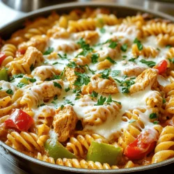 - 450g gewürfelte Hähnchenbrustfilets, entbeint und ohne Haut - 225g ungekochte Penne-Pasta - 480ml Hühnerbrühe - 1 Esslöffel Cajun-Gewürz - 1 mittelgroße Zwiebel, gehackt - 3 Knoblauchzehen, fein gehackt - 1 rote Paprika, gewürfelt - 1 grüne Paprika, gewürfelt - 1 Dose (425g) gewürfelte Tomaten, unverdünnt - 240ml Sahne - 100g geriebener Mozzarella-Käse - 50g geriebener Parmesan-Käse - 2 Esslöffel Olivenöl - Salz und Pfeffer nach Geschmack - Frische Petersilie, gehackt, zur Garnitur Die Hauptzutaten sind wichtig für den Geschmack. Hähnchenbrustfilets bringen Protein. Pasta macht das Gericht sättigend. Hühnerbrühe gibt Aroma. Cajun-Gewürz sorgt für den besonderen Kick. Frisches Gemüse, wie Zwiebel und Paprika, bringt Farbe und Vitamine. - Mozzarella und Parmesan - Alternative Käseoptionen: Cheddar oder Gouda Käse ist der Schlüssel zu einer cremigen Konsistenz. Mozzarella schmilzt gut und wird schön goldbraun. Parmesan fügt Tiefe hinzu. Du kannst auch andere Käsesorten verwenden. Cheddar bringt einen anderen Geschmack ins Spiel. Gouda hat eine süßliche Note. - Cajun-Gewürz - Weitere Gewürzempfehlungen: Paprika, Oregano, oder Thymian Cajun-Gewürz ist das Herzstück. Es gibt dem Gericht seine scharfe Note. Du kannst Paprika für zusätzliche Süße verwenden. Oregano und Thymian bringen einen mediterranen Touch. Experimentiere mit den Gewürzen, um deinen Geschmack zu treffen. - Zuerst erhitze 2 Esslöffel Olivenöl in einer großen Pfanne. - Füge 450g gewürfelte Hähnchenbrust hinzu. - Streue 1 Esslöffel Cajun-Gewürz über das Hähnchen. - Brate das Hähnchen 5-7 Minuten lang, bis es schön braun ist. - Nimm das Hähnchen aus der Pfanne und lege es beiseite. - In die gleiche Pfanne gebe 1 gehackte Zwiebel. - Füge 3 fein gehackte Knoblauchzehen hinzu. - Jetzt kommen 1 gewürfelte rote und 1 gewürfelte grüne Paprika dazu. - Brate alles für 4-5 Minuten, bis das Gemüse weich wird. - Gib 1 Dose gewürfelte Tomaten und 480ml Hühnerbrühe in die Pfanne. - Lass die Mischung aufkochen. - Füge 225g ungekochte Penne-Pasta hinzu und rühre gut um. - Reduziere die Hitze, decke die Pfanne ab und koche für 10-12 Minuten. - Wenn die Pasta fertig ist, gib das Hähnchen zurück in die Pfanne. - Gieße 240ml Sahne darüber und rühre alles gut um. - Schmecke mit Salz und Pfeffer ab. - Heize den Ofen auf 190°C vor. - Streue 100g geriebenen Mozzarella und 50g geriebenen Parmesan über die Pasta. - Backe das Gericht 15-20 Minuten, bis der Käse goldbraun blubbert. - Lass es kurz abkühlen und garniere mit frischer Petersilie. Um eine cremige Sauce zu erhalten, nutzen Sie frische Sahne. Dadurch wird die Sauce reichhaltiger und glatter. Achten Sie darauf, die Sahne erst am Ende hinzuzufügen. So bleibt die Konsistenz perfekt. Küchenzeit ist wichtig. Braten Sie das Gemüse, bis es weich ist, bevor Sie die Pasta hinzufügen. Dadurch entfalten sich die Aromen besser. Kochen Sie die Pasta nicht zu lange. Sie sollte al dente sein. Das verhindert, dass sie matschig wird. Ein häufiger Fehler ist, die Kochzeit zu überschreiten. Wenn das Hähnchen zu lange kocht, trocknet es aus. Überprüfen Sie es nach 5-7 Minuten. Es sollte goldbraun und durchgegart sein. Achten Sie darauf, die Sauce nicht anbrennen zu lassen. Rühren Sie regelmäßig um, besonders wenn Sie die Pasta hinzufügen. Verwenden Sie einen schweren Topf für gleichmäßige Hitzeverteilung. Für dieses Gericht empfehle ich einen großen, tiefen Topf. Ein ofenfester Topf eignet sich auch gut. So sparen Sie sich Geschirr. Nützliche Utensilien sind ein Holzlöffel und ein scharfes Messer. Mit einem Holzlöffel können Sie die Sauce gut umrühren. Ein scharfes Messer hilft beim Schneiden des Gemüses. {{image_4}} Du kannst die Gemüse in diesem Gericht leicht anpassen. Füge andere Sorten hinzu, um mehr Farbe und Geschmack zu bekommen. Zum Beispiel: - Zucchini, gewürfelt - Spinat, frisch oder gefroren - Brokkoli, in kleine Röschen geschnitten Wenn du eine Veggie-Option wählst, lasse das Hähnchen weg. Ersetze es durch mehr Gemüse oder sogar Tofu. So bleibt das Gericht leicht und lecker. Du hast viele Optionen, wenn es um das Protein geht. Anstelle von Hähnchen kannst du: - Putenbrust verwenden - Garnelen oder Scampi hinzufügen Für Vegetarier oder Veganer gibt es tolle Alternativen. Probiere: - Kichererbsen für mehr Protein - Tempeh oder Seitan für einen herzhaften Geschmack Die Schärfe kannst du nach deinem Geschmack anpassen. Verwende mehr oder weniger Cajun-Gewürz. Wenn du es milder magst, probiere: - Paprikapulver für einen süßen Geschmack - Italienische Gewürze für eine andere Note Entdecke auch regionale Gewürzmischungen. Ras el Hanout oder Garam Masala können interessante Aromen hinzufügen. Experimentiere und finde deinen Favoriten! Resten von One Pot Creamy Cajun Chicken Pasta Bake können bis zu drei Tage im Kühlschrank bleiben. Lagere sie in einem luftdichten Behälter, um die Frische zu bewahren. Achte darauf, die Reste gut abzukühlen, bevor du sie in den Kühlschrank stellst. Du kannst Portionen von diesem Gericht auch einfrieren. Teile die Reste in kleine, gefrierfreundliche Behälter auf. Stelle sicher, dass du genug Platz oben lässt, um die Ausdehnung beim Gefrieren zu berücksichtigen. Um die Pasta später zu genießen, lasse sie im Kühlschrank über Nacht auftauen. Du kannst sie dann in einer Pfanne oder Mikrowelle aufwärmen, bis sie heiß ist. Die Reste bieten viele kreative Möglichkeiten. Mische die Pasta in einen Auflauf oder verwandele sie in eine köstliche Suppe. Du kannst auch frisches Gemüse hinzufügen, um Farbe und Nährstoffe zu steigern. So bleibt das Gericht spannend und lecker, auch beim zweiten Mal. Die Zubereitung dauert insgesamt 40 Minuten. Davon sind 15 Minuten für die Vorbereitung. Die Kochzeit beträgt etwa 25 Minuten. Dies umfasst das Anbraten des Hähnchens und das Backen im Ofen. Ja, du kannst die Pasta vorkochen. Das hat Vor- und Nachteile. Vorteile: - Du sparst Zeit beim Kochen. - Die Pasta hat eine gleichmäßige Konsistenz. Nachteile: - Die Sauce kann weniger gut einziehen. - Die Pasta kann matschig werden, wenn sie zu lange kocht. Du kannst das Gericht leicht abwandeln. Hier sind einige häufige Anpassungen: - Gemüse: Füge mehr Gemüse wie Spinat oder Zucchini hinzu. - Protein: Nutze statt Hähnchen Garnelen oder Tofu. - Gewürze: Variiere mit anderen Gewürzen wie Paprika oder italienischen Kräutern. Diese Anpassungen geben deinem Gericht eine neue Note. In diesem Artikel haben wir die Schlüsselzutaten für dein Gericht betrachtet, darunter Hähnchen, Pasta und frisches Gemüse. Wir haben auch die besten Käsevariationen und Gewürze behandelt, um deinen Geschmack zu verbessern. Deine Zubereitungsschritte sind einfach: Hähnchen anbraten, Gemüse hinzufügen und alles schließlich kombinieren. Mit den Tipps und Variationen kannst du dein Gericht ganz nach deinem Wunsch anpassen. Denke daran, Reste gut zu lagern oder kreativ zu verwerten. Mit dieser Anleitung zauberst du ein schmackhaftes Gericht, das jeden begeistert.