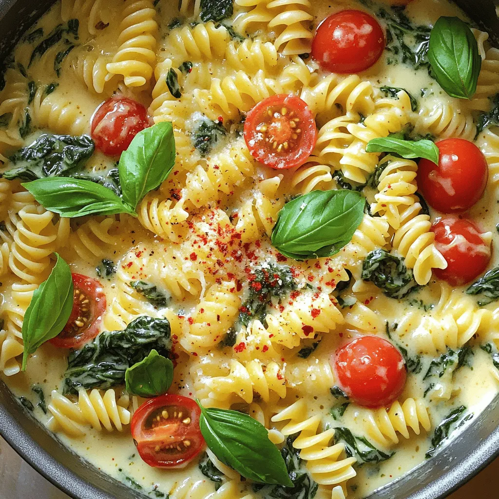 Für dieses einfache Gericht brauchst du nur ein paar frische Zutaten. Die Hauptzutaten sind: - 340 g Spaghetti oder deine Lieblingspasta - 3 Tassen frischer Babyspinat, grob gehackt - 1 Tasse Kirschtomaten, halbiert - 3 Knoblauchzehen, fein gehackt - 4 Tassen Gemüsebrühe - 1 Tasse geriebener Parmesan - 1 Esslöffel Olivenöl - 1 Teelöffel rote Pfefferflocken (optional) - Salz und Pfeffer nach Geschmack - Frische Basilikumblätter zur Garnitur (optional) Diese Zutaten sind leicht zu finden und machen die Zubereitung schnell und einfach. Du kannst auch andere Pastasorten verwenden, wenn du magst. Hier sind ein paar Vorschläge: - Fusilli - Penne - Farfalle - Vollkornpasta Jede dieser Sorten bringt einen eigenen Geschmack und eine eigene Textur mit. Probiere sie aus und finde deine Lieblingsvariante. Frische Zutaten machen einen großen Unterschied in diesem Gericht. Achte besonders auf: - Frischer Babyspinat: Er gibt dem Gericht eine schöne Farbe und gesunde Nährstoffe. - Reife Kirschtomaten: Diese sind süß und saftig und sorgen für einen frischen Geschmack. - Frischer Knoblauch: Dieser gibt dem Gericht ein starkes Aroma. Wenn du frische Zutaten verwendest, wird deine One-Pot Pasta noch besser schmecken. Zuerst musst du alle Zutaten bereitstellen. Das macht das Kochen einfach. Nimm 340 g deine Lieblingspasta, wie Spaghetti. Dann brauchst du 3 Tassen frischen Babyspinat. Hacke den Spinat grob, damit er gut kocht. Halbiere 1 Tasse Kirschtomaten für die frische Note. Hacke 3 Knoblauchzehen fein. Das gibt Geschmack. Bereite 4 Tassen Gemüsebrühe vor. Du kannst auch mehr verwenden, wenn es nötig ist. Stelle 1 Tasse geriebenen Parmesan bereit. Er wird das Gericht cremig machen. Und nicht vergessen: 1 Esslöffel Olivenöl und 1 Teelöffel rote Pfefferflocken, falls du es scharf magst. Halte auch Salz und Pfeffer bereit. Erhitze in einem großen Topf das Olivenöl bei mittlerer Hitze. Gib den gehackten Knoblauch hinein und brate ihn 1 Minute an. Achte darauf, dass er nicht bräunt. Das wäre nicht gut. Jetzt füge die Gemüsebrühe hinzu und bringe sie zum Kochen. Wenn die Brühe kocht, gebe die Pasta hinein. Koche sie laut Packungsanweisung, normalerweise 8 bis 10 Minuten. Rühre gelegentlich um, damit die Pasta nicht zusammenklebt. Wenn die Pasta fast gar ist, füge den gehackten Spinat und die halbierten Kirschtomaten hinzu. Koche alles für 2 bis 3 Minuten, bis der Spinat verwelkt und die Tomaten weich sind. Nimm den Topf dann vom Herd. Jetzt ist es Zeit, die cremige Note hinzuzufügen. Rühre die 1 Tasse geriebenen Parmesan ein. Er schmilzt und macht die Pasta cremig. Wenn du es scharf magst, füge jetzt die roten Pfefferflocken hinzu. Mische alles gut. Schmecke mit Salz und Pfeffer ab. Ist die Pasta zu trocken? Füge einfach einen Schuss mehr Gemüsebrühe hinzu. Serviere die Pasta heiß. Garniere sie nach Wunsch mit frischen Basilikumblättern. Um die One-Pot Spinach Parmesan Pasta noch cremiger zu machen, füge mehr Parmesan hinzu. Der Käse schmilzt und macht die Sauce dick und reichhaltig. Eine weitere Möglichkeit ist, etwas Frischkäse oder Sahne hinzuzufügen. Diese Zutaten geben der Pasta eine tolle, samtige Textur. Du kannst auch ein wenig Nudelwasser, das beim Kochen der Pasta entsteht, verwenden. Dieses Wasser enthält Stärke und bindet die Sauce besser. Das richtige Würzen ist der Schlüssel zu einem schmackhaften Gericht. Beginne mit einer guten Menge Salz in der Brühe. Du kannst auch Knoblauchpulver oder Zwiebelpulver verwenden, um den Geschmack zu intensivieren. Frische Kräuter wie Basilikum oder Oregano bringen zusätzlichen Geschmack. Probiere auch, rote Pfefferflocken hinzuzufügen, um etwas Schärfe zu erzeugen. Taste die Pasta am Ende ab und passe die Gewürze nach deinem Wunsch an. Ein häufiger Fehler ist, die Pasta zu lange zu kochen. Achte darauf, dass sie al dente bleibt. Wenn die Pasta zu weich wird, verliert sie ihren Biss. Ein weiterer Fehler ist, die Brühe nicht richtig zu würzen. Ohne Salz schmeckt die Pasta fad. Auch das Hinzufügen von Spinat zu früh kann dazu führen, dass er matschig wird. Warte bis die Pasta fast fertig ist, bevor du ihn hinzufügst. So bleibt er frisch und grün. {{image_4}} Du kannst die One-Pot Pasta leicht vegan machen. Ersetze den Parmesan durch einen veganen Käse oder nutritional yeast. Diese Optionen geben einen ähnlichen Geschmack. Du kannst auch eine Mischung aus Nüssen und Hefeflocken verwenden, um mehr Tiefe zu erreichen. Die One-Pot Pasta ist sehr flexibel. Du kannst viele Gemüsesorten hinzufügen. Probiere Zucchini, Brokkoli oder Paprika. Diese Gemüsesorten bringen mehr Farbe und Nährstoffe. Achte darauf, sie in kleine Stücke zu schneiden. So garen sie gleichmäßig mit der Pasta. Um die Pasta noch nahrhafter zu machen, füge Proteinquellen hinzu. Kichererbsen oder Linsen sind tolle Optionen. Du kannst auch Tofu oder Tempeh verwenden. Diese Lebensmittel machen das Gericht sättigender. Sie sind auch eine gute Wahl für Vegetarier und Veganer. Um die Reste der One-Pot Spinach Parmesan Pasta richtig zu lagern, lasse die Pasta zuerst abkühlen. Danach fülle sie in einen luftdichten Behälter. Achte darauf, dass kein Wasser in den Behälter gelangt. So bleibt die Pasta frisch und lecker. Du kannst die Reste bis zu drei Tage im Kühlschrank aufbewahren. Beim Aufwärmen der Pasta ist es wichtig, sie nicht zu trocken werden zu lassen. Gib die Pasta in einen Topf und füge einen Spritzer Gemüsebrühe oder etwas Wasser hinzu. Erhitze sie bei mittlerer Hitze. Rühre oft um, damit alles gleichmäßig warm wird. Du kannst auch einen kleinen Schuss Olivenöl hinzufügen, um den Geschmack zu verbessern. Im Kühlschrank bleibt die One-Pot Pasta etwa drei Tage frisch. Wenn du die Pasta länger aufbewahren möchtest, friere sie ein. Fülle die abgekühlte Pasta in gefriergeeignete Behälter. Sie hält sich so bis zu drei Monate. Zum Auftauen lege die Pasta über Nacht in den Kühlschrank. Dann kannst du sie wie gewohnt aufwärmen. Das Kochen der Pasta dauert etwa 8 bis 10 Minuten. Wenn du die Pasta in die kochende Brühe gibst, achte auf die Packungsanweisung. Die Zeit kann je nach Pasta variieren. Du willst die Pasta al dente kochen. Das bedeutet, sie soll weich, aber noch einen leichten Biss haben. Ja, du kannst andere Käsesorten verwenden. Mozzarella oder Feta sind gute Alternativen. Mozzarella gibt eine schöne, cremige Konsistenz. Feta bringt einen salzigen Geschmack. Du kannst auch eine Mischung aus verschiedenen Käsesorten ausprobieren. So findest du den Geschmack, der dir am besten gefällt. Ja, du kannst die Pasta im Voraus zubereiten. Koche die Pasta ganz normal und lasse sie abkühlen. Danach kannst du sie in einem luftdichten Behälter aufbewahren. Sie bleibt im Kühlschrank etwa 3 Tage frisch. Wenn du sie essen willst, erwärme sie einfach in einer Pfanne mit etwas Brühe. Die One-Pot Spinach Parmesan Pasta ist einfach und schnell. Du hast gelernt, welche Zutaten wichtig sind und wie du sie zubereitest. Die Tipps und Tricks helfen dir, das Gericht perfekt zu machen. Variationen zeigen dir, wie du die Pasta anpassen kannst. Reste lassen sich gut lagern und aufwärmen, was Zeit spart. Kochen soll Freude machen. Probiere die Schritte aus. Finde deinen Stil und genieße jede Portion. Guten Appetit!