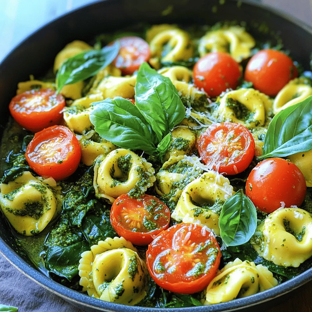 Für die Eintopf Pesto Tortellini Pfanne brauchst du: - 340 g Käse-Tortellini (frisch oder gefroren) - 240 ml Kirschtomaten, halbiert - 240 ml Babyspinat - 120 ml Basilikum-Pesto (gekauft oder selbstgemacht) - 480 ml Gemüsebrühe - 1 Esslöffel Olivenöl - 1/4 Teelöffel rote Pfefferflocken (optional) - Salz und Pfeffer nach Geschmack - Geriebener Parmesan zum Servieren (optional) - Frische Basilikumblätter zur Garnitur Diese Zutaten bilden die Basis für ein schnelles und schmackhaftes Gericht. Du kannst frische oder gefrorene Tortellini verwenden. Frische Tortellini sind oft zarter und haben mehr Geschmack. Sie brauchen weniger Zeit zum Kochen. Gefrorene Tortellini sind eine praktische Option. Sie sind länger haltbar und du kannst sie jederzeit nutzen. Basilikum-Pesto gibt deinem Gericht den besonderen Kick. Du kannst es kaufen oder selbst machen. Gemüsebrühe gibt Geschmack und macht das Gericht saftig. Achte darauf, eine gute Qualität zu wählen. Rote Pfefferflocken bringen etwas Schärfe, sind aber optional. Salz und Pfeffer solltest du nach deinem Geschmack hinzufügen. Zuerst nimmst du eine große Pfanne. Erhitze das Olivenöl bei mittlerer Hitze. Das Öl braucht nur ein paar Minuten. Du willst, dass es schön warm ist, aber nicht raucht. Jetzt kommen die Kirschtomaten. Halbiere sie und gib sie in die Pfanne. Brate sie für etwa 2 bis 3 Minuten. Sie sollten weich werden und ihren Saft abgeben. Das gibt viel Geschmack in dein Gericht. Gieße die Gemüsebrühe in die Pfanne. Bringe alles zum Kochen. Dann gib die Käse-Tortellini dazu. Decke die Pfanne ab und reduziere die Hitze. Koche die Tortellini gemäß den Anweisungen auf der Verpackung, normalerweise 6 bis 8 Minuten. Sobald die Tortellini gar sind, rühre den Babyspinat und das Pesto ein. Der Spinat sinkt zusammen und alles wird schön grün. Schmecke das Gericht mit Salz, Pfeffer und roten Pfefferflocken ab, falls du etwas Schärfe magst. Serviere das Gericht sofort. Garniere es mit geriebenem Parmesan und frischen Basilikumblättern. Guten Appetit! Um die perfekten Tortellini zu machen, achte auf die Kochzeit. Frische Tortellini brauchen meist nur 3–5 Minuten. Gefrorene benötigen 6–8 Minuten. Probiere sie einfach kurz, um den richtigen Biss zu finden. Sie sollten weich, aber nicht matschig sein. Wenn sie fertig sind, achte darauf, sie nicht zu lange zu kochen. Das macht sie gummiartig. Du kannst die Aromen leicht ändern. Füge mehr rote Pfefferflocken hinzu, wenn du es schärfer magst. Magst du es würziger? Probiere etwas Knoblauchpulver oder Zwiebelpulver. Auch frische Kräuter können einen tollen Geschmack geben. Ein Spritzer Zitrone fügt Frische hinzu. Experimentiere ruhig mit verschiedenen Gewürzen. So wird das Gericht immer wieder neu. Wenn du Zeit sparen möchtest, koche die Tortellini vorher. Du kannst sie schon einen Tag vorher zubereiten. Kühle sie ab und bewahre sie im Kühlschrank auf. Wenn du bereit bist zu kochen, füge sie einfach in die Pfanne. Das spart Zeit und du hast ein schnelles Abendessen. So kannst du auch Reste verwenden, die du vielleicht schon hast. {{image_4}} Wenn Sie eine vegetarische Option suchen, sind Sie hier genau richtig. Sie können die Tortellini durch Gemüse-Tortellini ersetzen. Diese sind meist aus Spinat oder anderen Gemüsesorten gemacht. Auch der Babyspinat kann durch Grünkohl oder Mangold ersetzt werden. Diese grünen Blätter bringen viele Nährstoffe und einen tollen Geschmack. Möchten Sie mehr Protein? Fügen Sie gekochtes Hähnchen hinzu. Es passt gut zu den Aromen des Pestos. Geben Sie das Hähnchen einfach während des Kochens der Tortellini in die Pfanne. Auch Zucchini macht sich gut in diesem Gericht. Schneiden Sie sie in kleine Stücke und braten Sie sie mit den Kirschtomaten an. So erhalten Sie eine bunte und gesunde Mahlzeit. Für eine glutenfreie Version gibt es Tortellini aus Reis oder Mais. Diese sind in den meisten Supermärkten erhältlich. Achten Sie darauf, dass die Gemüsebrühe ebenfalls glutenfrei ist. So bleibt das gesamte Gericht für alle Genussfreunde geeignet. Auch die Garzeiten können sich leicht ändern, also prüfen Sie die Packungsanweisungen. Nach dem Kochen bleibt oft etwas Pesto Tortellini übrig. Um die Reste gut zu lagern, lege sie in einen luftdichten Behälter. Stelle sicher, dass der Behälter gut verschlossen ist. So bleibt der Geschmack frisch. Lagere die Reste im Kühlschrank. Sie sind bis zu drei Tage haltbar. Wenn du die Reste aufwärmen möchtest, mache das langsam. Du kannst die Tortellini in einer Pfanne bei mittlerer Hitze aufwärmen. Füge etwas Gemüsebrühe hinzu, um sie feucht zu halten. Rühre regelmäßig um, damit nichts anbrennt. Alternativ kannst du die Reste auch in der Mikrowelle aufwärmen. Stelle die Mikrowelle auf mittlere Leistung und decke die Schüssel ab. So bleibt der Dampf drin. Im Kühlschrank hält sich das Gericht drei Tage. Wenn du die Tortellini länger aufbewahren möchtest, friere sie ein. Fülle sie in einen gefrierfesten Behälter oder einen Gefrierbeutel. Im Gefrierschrank bleiben sie bis zu drei Monate frisch. Achte darauf, die Luft aus dem Beutel zu drücken, bevor du ihn schließt. So verhinderst du Gefrierbrand und bewahrst den Geschmack. Um Basilikum-Pesto zu machen, brauchst du frisches Basilikum, Olivenöl, Knoblauch, Pinienkerne und Parmesan. Zuerst wäschst du die Basilikumblätter. Dann gibst du sie in einen Mixer. Füge eine kleine Menge Knoblauch und Pinienkerne hinzu. Jetzt gieße langsam Olivenöl dazu, während der Mixer läuft. Schließlich streue geriebenen Parmesan hinein. Mixe alles, bis die Mischung glatt ist. Du kannst das Pesto nach Geschmack mit Salz und Pfeffer würzen. Es ist einfach und schmeckt frisch! Ja, du kannst andere Gemüsesorten verwenden. Zum Beispiel sind Zucchini, Paprika oder Erbsen tolle Optionen. Sie passen gut zu Tortellini und Pesto. Wenn du mehr Gemüse magst, füge einfach mehr Spinat oder andere grüne Blätter hinzu. Du kannst auch gebratene Pilze oder Brokkoli probieren. So bleibt das Gericht gesund und bunt! Die Zubereitung der Eintopf Pesto Tortellini Pfanne dauert insgesamt etwa 20 Minuten. Du brauchst 5 Minuten, um alles vorzubereiten. Dann kochst du die Tortellini in der Pfanne für etwa 6-8 Minuten. Das Anbraten der Tomaten dauert nur 2-3 Minuten. Es ist ein schnelles und einfaches Rezept, ideal für eine Woche! Diese Eintopf Pesto Tortellini Pfanne ist einfach und lecker. Wir haben die Hauptzutaten, die Schritt-für-Schritt-Anleitung und viele Tipps besprochen. Außerdem kannst du das Rezept nach deinem Geschmack anpassen und variieren. Denke daran, Reste richtig zu lagern, damit du sie später genießen kannst. Kochen muss nicht kompliziert sein. Mit diesen einfachen Schritten gelingt dir ein tolles Gericht. Iss gesund und genieße deine Zeit in der Küche!