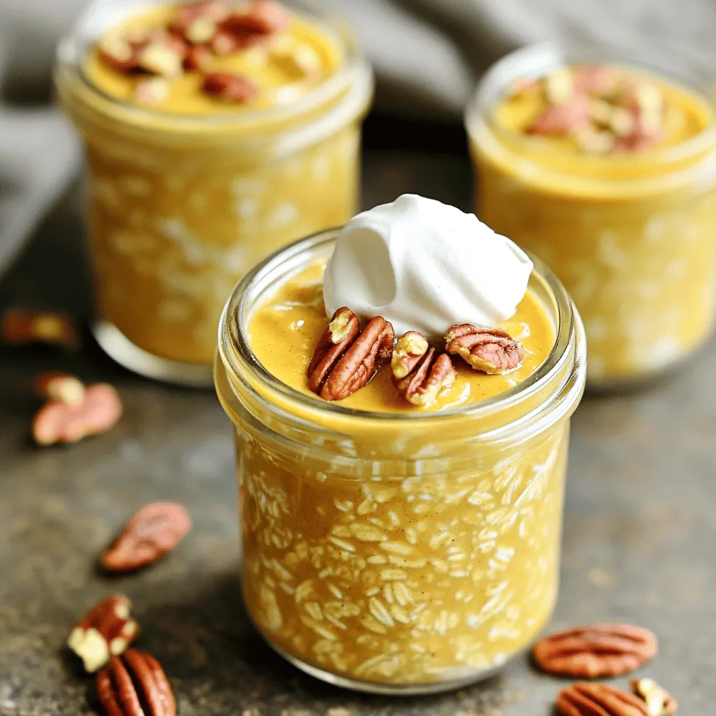 Für dieses Rezept benötigst du die folgenden Zutaten: - 1 Tasse Haferflocken (gerollt) - 1 Tasse Mandelmilch (oder Milch nach Wahl) - 1/2 Tasse Kürbis-Püree aus der Dose - 1 Esslöffel Ahornsirup (oder Honig) - 1 Teelöffel Kürbiskuchengewürz - 1/2 Teelöffel Vanilleextrakt - Eine Prise Salz Diese Zutaten bilden die Basis für deine köstlichen Kürbis-Pie Über-Nacht-Haferflocken. Die Haferflocken bieten Ballaststoffe. Das Kürbis-Püree gibt Geschmack und Farbe. Der Ahornsirup sorgt für Süße, während das Gewürz eine warme Note hinzufügt. Wenn du deine Haferflocken besonders cremig haben möchtest, kannst du diese Zutat hinzufügen: - 1/4 Tasse griechischer Joghurt (optional) Der griechische Joghurt macht die Mischung noch reichhaltiger. Er fügt auch einen tollen Proteinboost hinzu. Wenn du ihn nicht hast, kannst du auch eine andere Joghurt-Variante verwenden. Um dein Frühstück noch besser zu machen, kannst du folgende Toppings verwenden: - Gehackte Pekannüsse oder Walnüsse zum Garnieren - Schlagsahne oder Kokoscreme zum Servieren (optional) Die Nüsse geben einen tollen Crunch. Die Schlagsahne oder Kokoscreme sorgt für einen extra Hauch von Luxus. Du kannst kreativ sein und andere Toppings ausprobieren, wie frische Früchte oder Samen. Zuerst nimmst du eine große Rührschüssel. Gib die Haferflocken hinein. Füge die Mandelmilch dazu. Dann kommt das Kürbis-Püree. Nimm jetzt den Ahornsirup und das Kürbiskuchengewürz. Das Vanilleextrakt und eine Prise Salz folgen. Wenn du magst, füge den griechischen Joghurt hinzu. Rühre alles gut um. Achte darauf, dass keine trockenen Haferflocken mehr sichtbar sind. Jetzt ist es Zeit, die Mischung aufzuteilen. Nimm zwei Gläser oder luftdichte Behälter. Teile die Haferflockenmasse gleichmäßig auf. Jedes Glas sollte die gleiche Menge haben. Es ist wichtig, dass du die Behälter gut schließt, damit nichts ausläuft. Die vorbereiteten Gläser kommen jetzt in den Kühlschrank. Lass sie dort über Nacht stehen oder mindestens vier Stunden. So können die Aromen gut durchziehen. Am Morgen nimmst du die Gläser heraus. Rühre die Mischung gut um. Wenn sie zu dick ist, füge einen Schuss Mandelmilch hinzu. Jetzt kannst du sie nach Belieben garnieren! Um die perfekte Konsistenz für deine Kürbis-Pie Über-Nacht-Haferflocken zu erreichen, achte auf das Mischverhältnis. Verwende eine Tasse Haferflocken und eine Tasse Mandelmilch. Wenn du es cremiger magst, füge griechischen Joghurt hinzu. Rühre alles gut, bis keine trockenen Haferflocken mehr sichtbar sind. Wenn die Mischung am Morgen zu dick ist, gib einen Schuss Mandelmilch dazu. Das macht sie schön geschmeidig. Du kannst den Geschmack leicht anpassen. Wenn du es süßer magst, füge mehr Ahornsirup oder Honig hinzu. Für einen stärkeren Gewürzgeschmack kannst du das Kürbiskuchengewürz erhöhen. Probiere auch andere Gewürze wie Zimt oder Muskatnuss. Du kannst sogar verschiedene Arten von Nüssen oder Früchten als Topping verwenden, um neue Geschmäcker zu entdecken. Um Zeit zu sparen, kannst du die Über-Nacht-Haferflocken am Abend vorher machen. So hast du am Morgen ein schnelles und gesundes Frühstück. Du kannst die Zutaten auch schon am Vortag abmessen. Das macht die Zubereitung viel schneller. Bereite gleich eine doppelte Menge zu, damit du zwei Portionen hast. So sparst du Zeit und kannst am nächsten Tag gleich wieder genießen. {{image_4}} Du kannst diese Haferflocken ganz einfach vegan machen. Ersetze die Milch mit einer pflanzlichen Milch, wie Hafer- oder Sojamilch. Lass den griechischen Joghurt weg oder benutze ein pflanzliches Joghurt. Verwende auch Agavendicksaft statt Ahornsirup. So bleibt der Genuss ganz ohne tierische Produkte. Probiere, verschiedene Gewürze hinzuzufügen. Zimt oder Muskatnuss geben einen warmen Geschmack. Du kannst auch eine Prise Kakaopulver für einen schokoladigen Kick verwenden. Wenn du magst, mische auch Nüsse oder getrocknete Früchte wie Cranberries oder Rosinen unter. Diese Zutaten machen das Frühstück noch interessanter. Im Herbst ist Kürbis der Star. Im Winter kannst du jedoch Äpfel oder Birnen verwenden. Im Frühling probiere frische Beeren. Diese saisonalen Früchte bringen frische Farben und Geschmäcker. So bleibt das Rezept das ganze Jahr über spannend und lecker. Um die Haltbarkeit deiner Kürbis-Pie Über-Nacht-Haferflocken zu maximieren, lagere sie im Kühlschrank. Achte darauf, die Gläser oder Behälter gut zu verschließen. So bleibt die Frische erhalten. Diese Haferflocken bleiben bis zu fünf Tage im Kühlschrank gut. Überprüfe sie vor dem Essen auf Geruch oder Konsistenz. Möchtest du mehr von diesen leckeren Haferflocken? Du kannst sie auch einfrieren! Teile die Mischung in Portionsgrößen auf und fülle sie in gefriergeeignete Behälter. Achte darauf, etwas Platz im Behälter zu lassen, da sich die Mischung beim Einfrieren ausdehnt. Im Gefrierschrank halten sie bis zu drei Monate. Zum Essen einfach über Nacht im Kühlschrank auftauen lassen. Hast du Reste? Bewahre sie in einem luftdichten Behälter auf. Du kannst sie am nächsten Tag erneut genießen. Wenn die Mischung zu dick ist, füge einfach etwas Mandelmilch hinzu. So bleibt der Geschmack frisch und köstlich. Experimentiere mit verschiedenen Toppings, um deine Reste aufzupeppen. Ja, du kannst andere Milchsorten verwenden. Ich empfehle Mandelmilch, Hafermilch oder Sojamilch. Diese Milchalternativen passen gut zum Kürbis-Geschmack. Du kannst auch Vollmilch oder fettarme Milch nehmen, wenn du das magst. Achte darauf, dass die Milch ungesüßt ist, wenn du den Zuckergehalt niedrig halten möchtest. Die Über-Nacht-Haferflocken halten sich im Kühlschrank bis zu fünf Tage. Du kannst sie also gut im Voraus zubereiten. Stelle sicher, dass du sie in einem luftdichten Behälter aufbewahrst. So bleiben sie frisch und lecker. Wenn du sie länger aufbewahrst, kann sich die Konsistenz verändern, also genieße sie am besten innerhalb von drei Tagen. Ja, du kannst frische Kürbisstücke verwenden. Koche sie zuerst, bis sie weich sind, und püriere sie dann. Frischer Kürbis hat einen tollen Geschmack. Beachte jedoch, dass die Textur etwas anders sein kann. Das Püree aus der Dose ist oft cremiger und einfacher zu verwenden. Experimentiere und finde heraus, was dir besser schmeckt! Kürbis-Pie Über-Nacht-Haferflocken sind einfach zu machen und lecker. Wir haben die Hauptzutaten und optionale Zutaten besprochen, um die Cremigkeit zu steigern. Tipps zur perfekten Konsistenz helfen dir, das Gericht anzupassen. Variationen und Lagerhinweise geben dir noch mehr Ideen. Egal, ob du mit neuen Aromen spielst oder Reste lagerst, die Möglichkeiten sind groß. Probiere es aus und finde deinen eigenen Lieblingsgeschmack!