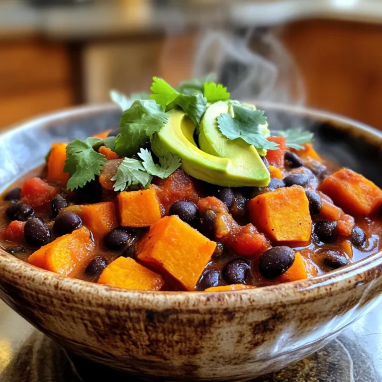 Hier sind die Zutaten für mein leckeres Süßkartoffel Schwarze Bohnen Chili. Sie sind einfach zu finden und machen das Gericht sehr schmackhaft. - 2 mittelgroße Süßkartoffeln, geschält und gewürfelt - 1 Dose (425 g) schwarze Bohnen, abgetropft und abgespült - 1 Dose (410 g) gewürfelte Tomaten mit grünen Chilis - 1 mittelgroße Zwiebel, gehackt - 2 Knoblauchzehen, fein gehackt - 1 Paprika (rot oder grün), gewürfelt - 240 ml Gemüsebrühe - 1 Esslöffel Chilipulver - 1 Teelöffel Kreuzkümmel - 1 Teelöffel Paprika - 1/2 Teelöffel Cayennepfeffer (nach Schärfewunsch anpassen) - Salz und Pfeffer nach Geschmack - Frischer Koriander zur Garnierung (optional) - Avocadoscheiben zum Servieren (optional) Diese Zutaten helfen, ein warmes und herzhaftes Chili zu kreieren. Süßkartoffeln sorgen für Süße und die schwarzen Bohnen für Protein. Gewürfelte Tomaten geben viel Geschmack. Zwiebeln und Knoblauch bringen Aroma. Die Paprika fügt eine schöne Farbe hinzu. Die Gemüsebrühe macht das Chili saftig. Gewürze wie Chilipulver und Kreuzkümmel bringen eine tolle Schärfe. Das Chili ist nicht nur gesund, sondern auch sehr sättigend. Ich liebe es, frischen Koriander und Avocadoscheiben hinzuzufügen. Das gibt dem Gericht den letzten Schliff! Zuerst schälen Sie die Süßkartoffeln. Nehmen Sie zwei mittelgroße Süßkartoffeln. Schneiden Sie sie in kleine, gleichmäßige Würfel. So garen sie gleichmäßig. Danach kümmern Sie sich um das Gemüse. Hacken Sie eine Zwiebel in kleine Stücke. Nehmen Sie zwei Knoblauchzehen und hacken Sie sie fein. Wählen Sie eine Paprika, rot oder grün, und würfeln Sie sie ebenfalls. Jetzt geben Sie alle Zutaten in den Slow Cooker. Beginnen Sie mit den gewürfelten Süßkartoffeln. Fügen Sie die abgetropften schwarzen Bohnen hinzu. Danach kommen die gehackte Zwiebel, der Knoblauch und die gewürfelte Paprika. Gießen Sie die Dose gewürfelte Tomaten mit grünen Chilis darüber. Danach folgt die Gemüsebrühe. Rühren Sie alles gut um, damit sich die Zutaten vermengen. Streuen Sie das Chilipulver, Kreuzkümmel, Paprika und Cayennepfeffer darüber. Vergessen Sie nicht, mit Salz und Pfeffer abzuschmecken. Mischen Sie alles gründlich. Decken Sie den Slow Cooker mit dem Deckel ab. Stellen Sie ihn auf die niedrige Stufe für 6-8 Stunden oder die hohe Stufe für 3-4 Stunden. Kochen Sie, bis die Süßkartoffeln zart sind. Nach dem Kochen können Sie einige Süßkartoffeln mit einem Kartoffelstampfer leicht zerdrücken. So wird das Chili dicker. Kosten Sie das Chili und passen Sie die Würzung nach Bedarf an. Servieren Sie das Chili heiß mit frischem Koriander und Avocadoscheiben, wenn Sie möchten. Du kannst den Cayennepfeffer nach Geschmack verwenden. Wenn du es schärfer magst, füge mehr hinzu. Wenn du es milder magst, lass ihn ganz weg. Weitere Gewürze, die gut passen, sind Oregano und Thymian. Diese geben deinem Chili eine schöne Tiefe. Möchtest du eine dickere Konsistenz? Nimm einen Kartoffelstampfer und zerdrücke einige Süßkartoffeln. Das macht das Chili cremiger. Serviere das Chili in tiefen Schalen. Ein Spritzer Limettensaft oben drauf bringt frische Aromen. Du kannst das Chili gut im Voraus zubereiten. Bereite es einfach vor und friere es dann ein. So hast du immer eine schnelle Mahlzeit parat. Wenn du es wieder auftauen möchtest, lasse es über Nacht im Kühlschrank. Erwärme es dann einfach in einem Topf oder in der Mikrowelle. {{image_4}} Für eine vegetarische oder vegane Version kann man die Brühe durch Wasser ersetzen. Dies macht das Chili leichter und weniger salzig. Du kannst auch mehr Gemüse hinzufügen. Zucchini oder Karotten passen gut dazu und bringen zusätzliche Vitamine. Wenn du mehr Protein willst, füge Linsen oder Tofu hinzu. Linsen kochen schnell und geben guten Geschmack. Tofu kann in kleine Würfel geschnitten werden. So wird dein Chili noch nahrhafter. Alternativ kannst du eine Fleischalternative verwenden. Diese geben dem Gericht eine ähnliche Textur wie Fleisch. Möchtest du dein Chili mild oder scharf? Die Wahl des Chili-Pulvers kann den Grad stark beeinflussen. Für mildes Chili wähle mildes Chili-Pulver. Wenn du es schärfer magst, benutze scharfes Chili-Pulver oder mehr Cayennepfeffer. So kannst du die Schärfe ganz nach deinem Geschmack anpassen. - Kühlzeit und Behälterwahl: Bewahren Sie das Chili in einem luftdichten Behälter auf. Es bleibt bis zu fünf Tage frisch. Ein Glasbehälter oder ein Plastikbehälter mit Deckel ist ideal. - Tipps zur Frische: Lassen Sie das Chili zuerst abkühlen, bevor Sie es in den Kühlschrank stellen. So bleibt die Frische besser erhalten. - Richtiges Einfrieren und Auftauen: Füllen Sie das Chili in einen gefrierfesten Behälter oder einen Gefrierbeutel. Lassen Sie etwas Platz, damit es sich ausdehnen kann. Zum Auftauen stellen Sie es einfach über Nacht in den Kühlschrank. - Haltbarkeit im Gefrierschrank: Im Gefrierschrank bleibt das Chili bis zu drei Monate haltbar. So haben Sie immer ein schnelles Gericht bereit. - Methoden zum Erwärmen: Sie können das Chili in der Mikrowelle oder auf dem Herd erwärmen. Auf dem Herd erhitzen Sie es bei mittlerer Hitze und rühren gelegentlich um. - Tipps zur Wiederherstellung der Konsistenz: Wenn das Chili beim Erwärmen zu dick ist, fügen Sie etwas Gemüsebrühe oder Wasser hinzu. So wird es wieder samtig und lecker. Das Chili hält sich gut im Kühlschrank für bis zu 5 Tage. Achten Sie darauf, es in einem luftdichten Behälter zu lagern. Wenn Sie das Chili länger aufbewahren möchten, können Sie es einfrieren. Im Gefrierschrank bleibt es bis zu 3 Monate frisch. Lassen Sie es vor dem Servieren im Kühlschrank auftauen. Erwärmen Sie es dann in der Mikrowelle oder auf dem Herd. Ja, Sie können viele andere Gemüse hinzufügen. Zum Beispiel eignen sich Karotten, Zucchini oder Mais gut. Diese Gemüse geben dem Chili mehr Geschmack und Textur. Schneiden Sie sie klein, damit sie gleichmäßig garen. Experimentieren Sie ruhig mit verschiedenen Kombinationen. Es ist eine tolle Möglichkeit, Reste zu nutzen. Auf jeden Fall! Das Chili ist nahrhaft und einfach zuzubereiten. Sie können die Schärfe leicht anpassen. Verwenden Sie weniger Cayennepfeffer oder lassen Sie ihn ganz weg. Fügen Sie zusätzlich etwas Käse oder saure Sahne hinzu, um es für Kinder schmackhafter zu machen. Servieren Sie es mit Nachos oder Reis für eine kinderfreundliche Mahlzeit. Das Chili schmeckt hervorragend mit verschiedenen Beilagen. Servieren Sie es mit frischem Brot oder Tortillas. Auch ein grüner Salat passt gut dazu. Für einen frischen Kick können Sie Limettensaft darüber träufeln. Avocadoscheiben sind eine tolle Ergänzung. Sie bringen Cremigkeit und Geschmack ins Spiel. Das Rezept für Chili mit Süßkartoffeln und schwarzen Bohnen ist einfach und lecker. Du benötigst frische Zutaten wie Gemüse und Gewürze. Die Schritt-für-Schritt-Anleitung zeigt dir, wie du alles richtig vorbereitest und kochst. Variationen ermöglichen dir, das Chili nach deinem Geschmack anzupassen. Gute Aufbewahrung ist wichtig für die Frische. Setze deine Kreativität ein, um dein Chili zu personalisieren. Es ist ein tolles Gericht, das viele Menschen erfreut. Ich hoffe, du probierst es bald aus!