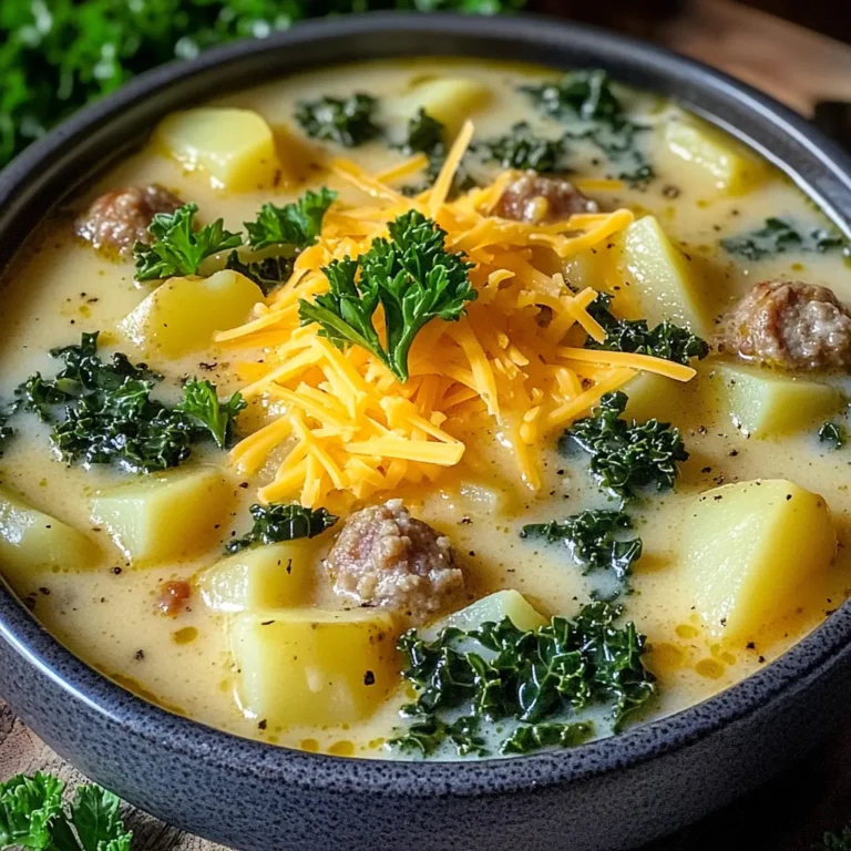 - 450 g italienische Wurst (mild oder scharf, je nach Vorliebe), Häute entfernt - 4 mittelgroße Kartoffeln, geschält und gewürfelt - 1 mittelgroße Zwiebel, fein gehackt - 3 Knoblauchzehen, gehackt Die italienische Wurst gibt der Suppe ihren herzhaften Geschmack. Du kannst milde oder scharfe Wurst wählen. Die Kartoffeln machen die Suppe sättigend. Sie geben der Suppe auch eine schöne Textur. Die Zwiebel und der Knoblauch bringen zusätzliches Aroma. Sie sorgen für einen tollen Duft, während die Suppe kocht. - 1 Liter Hühnerbrühe - 240 ml Schlagsahne - 2 Tassen frischer Grünkohl, grob gehackt Hühnerbrühe ist die Basis der Suppe. Sie verleiht Geschmack und Tiefe. Schlagsahne macht die Suppe cremig und reichhaltig. Der Grünkohl bringt eine gesunde Note. Er fügt Farbe und Nährstoffe hinzu. - 1 Teelöffel italienische Gewürzmischung - Salz und Pfeffer nach Geschmack - 1 Tasse geriebener Cheddarkäse (zum Servieren) Die italienische Gewürzmischung hebt den Geschmack hervor. Du kannst nach Belieben Salz und Pfeffer hinzufügen. Der Cheddarkäse ist die perfekte Garnitur. Er schmilzt und macht die Suppe noch leckerer. Frische Petersilie ist eine tolle Ergänzung, um das Gericht zu dekorieren. Zuerst erhitze ich das Olivenöl in einer großen Pfanne. Ich nutze mittlere Hitze, um die Wurst gleichmäßig zu braten. Ich füge die italienische Wurst hinzu und brate sie, bis sie goldbraun ist. Dabei zerbreche ich die Wurst mit einem Holzlöffel in kleine Stücke. Dies dauert etwa 5 bis 7 Minuten. Sobald die Wurst fertig ist, übertrage ich sie in den Slow Cooker. Jetzt füge ich die gewürfelten Kartoffeln in den Slow Cooker. Dann kommen die fein gehackte Zwiebel und der gehackte Knoblauch dazu. Ich mische alles gut durch. Danach gieße ich die Hühnerbrühe hinein und streue die italienische Gewürzmischung darüber. Alles sollte gleichmäßig verteilt sein, damit jeder Bissen gut schmeckt. Ich decke den Slow Cooker ab und stelle ihn auf niedrige Hitze. Die Suppe köchelt jetzt für etwa 6 Stunden. In dieser Zeit werden die Kartoffeln schön zart. Nach 6 Stunden ist es Zeit für die nächsten Zutaten. Ich füge die Schlagsahne und den gehackten Grünkohl hinzu. Dann würze ich die Suppe mit Salz und Pfeffer nach Geschmack. Ich decke den Slow Cooker erneut ab und lasse die Suppe für weitere 30 Minuten kochen. Jetzt ist der Grünkohl verwelkt und die Suppe ist gut durchgewärmt. - Richtiges Würzen: Die richtige Mischung von Gewürzen macht die Suppe besonders. Ich empfehle, mit einem Teelöffel italienischer Gewürzmischung zu starten. Schmecke die Suppe während des Kochens ab. So kannst du sicherstellen, dass der Geschmack stimmt. Füge bei Bedarf mehr Salz und Pfeffer hinzu, um die Aromen zu verstärken. - Alternative zur Schlagsahne: Wenn du die Schlagsahne meiden möchtest, gibt es Alternativen. Du kannst auch griechischen Joghurt verwenden. Er gibt der Suppe eine cremige Note und ist leichter. Eine andere Option ist pflanzliche Sahne, die gut zu diesem Rezept passt. - Vorbereitungszeit optimieren: Um die Zubereitung zu beschleunigen, schneide alle Zutaten vorher. Wenn du die Kartoffeln und Zwiebeln am Morgen vorbereitest, kannst du die Suppe schnell in den Slow Cooker geben. Das spart Zeit und macht das Kochen stressfreier. - Verwendung von gefrorenem Grünkohl: Gefrorener Grünkohl ist eine tolle Option. Er ist bereits gewaschen und geschnitten. So sparst du Zeit bei der Zubereitung. Füge ihn einfach in den letzten 30 Minuten des Kochens hinzu. Dies sorgt dafür, dass der Grünkohl zart bleibt. - Beste Beilagen: Zu dieser herzhaften Suppe passen frisches Brot oder Brötchen sehr gut. Sie helfen, die leckere Brühe aufzunehmen. Ein einfacher grüner Salat ist auch eine gute Ergänzung. Er bringt Frische und Balance. - Anrichten für Gäste: Um die Suppe schön zu präsentieren, serviere sie in tiefen Schalen. Garniere jede Portion mit etwas geriebenem Cheddarkäse und frischer Petersilie. Das sieht nicht nur gut aus, sondern zieht auch die Gäste an. {{image_4}} Wenn du eine vegane Version der Suppe machen möchtest, gibt es einfache Wege. - Ersetzen der Wurst: Nutze vegane Wurst oder eine Mischung aus Linsen und Pilzen. Diese geben dir den herzhaften Geschmack. - Pflanzenbasierte Sahne: Ersetze die Schlagsahne durch eine pflanzliche Sahne. Kokos- oder Sojasahne sind gute Optionen. Diese Anpassungen machen die Suppe ebenso lecker und nahrhaft. Um deiner Suppe mehr Geschmack zu geben, probiere ein paar zusätzliche Zutaten. - Zutaten für zusätzlichen Geschmack: Füge geräucherte Paprika oder frischen Thymian hinzu. Diese Gewürze bringen Tiefe. - Variationen mit anderen Gemüsesorten: Du kannst auch Karotten, Sellerie oder Spinat hinzufügen. Diese Gemüsesorten passen gut dazu und machen die Suppe bunter. Experimentiere mit verschiedenen Zutaten. Es macht Spaß und bringt neue Geschmäcker. Eine mexikanische Note verleiht der Suppe einen neuen Twist. - Verwendung von Tortilla-Chips: Streue knusprige Tortilla-Chips oben drauf. Sie geben einen tollen Crunch. - Gewürze für einen würzigen Kick: Nutze Chili-Pulver oder Kreuzkümmel. Diese Gewürze bringen Schärfe und Wärme in die Suppe. Diese Anpassungen machen die Suppe besonders und aufregend. Probiere es aus! - Kühlung und Haltbarkeit: Du solltest die Suppe nach dem Abkühlen in einen luftdichten Behälter füllen. Im Kühlschrank hält sie sich bis zu fünf Tage. Achte darauf, sie gut zu verschließen, damit sie frisch bleibt. - Wiedererwärmen: Um die Suppe erneut zu erwärmen, kannst du sie einfach in einem Topf oder in der Mikrowelle aufwärmen. Rühre sie gut um, damit die Hitze gleichmäßig verteilt wird. - Gefriergeeignet oder nicht?: Ja, die Suppe ist gefriergeeignet. Sie lässt sich gut einfrieren. Achte darauf, sie in Portionen zu verpacken. So kannst du nur das auftauen, was du brauchst. - Tipps zur Portionierung: Verwende Gefrierbeutel oder kleine Behälter. Lass Platz für die Ausdehnung der Suppe, wenn sie gefriert. Beschrifte die Behälter mit dem Datum, damit du weißt, wie lange sie im Gefrierschrank sind. - Neue Rezepte mit übrig gebliebener Suppe: Du kannst die Reste in einen Eintopf verwandeln. Füge einfach etwas Gemüse und Nudeln hinzu. Eine andere Idee ist, die Suppe als Soße für Pasta zu verwenden. - Kreative Möglichkeiten: Nutze die Suppe als Basis für einen Auflauf. Gib sie in eine Auflaufform, füge Käse und Brotkrumen hinzu und backe sie bis sie goldbraun ist. So hast du eine leckere neue Mahlzeit! Die Zubereitung der Suppe dauert etwa 15 Minuten. Dies ist die Zeit, die du brauchst, um die Wurst zu braten und die anderen Zutaten vorzubereiten. Danach kommt die Suppe in den Slow Cooker. Dort kocht sie für etwa 6 Stunden auf niedriger Hitze. Nach dieser Zeit sind die Kartoffeln weich und die Aromen gut vermischt. Wenn du die Schlagsahne und den Grünkohl hinzufügst, koche die Suppe für weitere 30 Minuten. Ingesamt benötigt die Suppe also etwa 6 Stunden und 45 Minuten. Das ist perfekt, um einen langen Tag zu genießen. Ja, du kannst die Wurst ersetzen. Wenn du eine andere Art von Wurst verwenden möchtest, funktioniert das gut. Du kannst Hähnchenwurst oder vegetarische Wurst nehmen. Jede Wurst bringt ihren eigenen Geschmack mit. Wenn du die Wurst weglässt, kannst du auch Bohnen als Proteinquelle nutzen. Das gibt der Suppe auch eine gute Textur. Achte darauf, die Gewürze anzupassen, um den neuen Geschmack zu ergänzen. Ja, die Suppe ist einfrierbar. Du kannst sie in einem luftdichten Behälter aufbewahren. So bleibt sie frisch und lecker. Lass die Suppe zuerst abkühlen, bevor du sie einfrierst. Sie hält sich bis zu drei Monate im Gefrierfach. Um die Suppe aufzutauen, lege sie einfach über Nacht in den Kühlschrank. Du kannst sie auch in der Mikrowelle aufwärmen, aber achte darauf, sie gleichmäßig zu erhitzen. So bleibt der Geschmack erhalten und die Konsistenz bleibt gut. Diese Suppe ist einfach zuzubereiten und köstlich. Wir haben die Hauptzutaten wie italienische Wurst, Kartoffeln und Grünkohl besprochen. Die Schritt-für-Schritt-Anleitung hilft dir, jede Phase zu meistern. Mit unseren Tipps und Variationen kannst du die Suppe anpassen und perfekt machen. Denke daran, Reste kreativ zu nutzen. Diese Suppe wird sicher zu deinem neuen Favoriten. Probiere sie aus und genieße, was du gemacht hast!