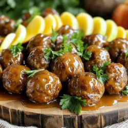 Für die Fleischbällchen benötigst du: - 500 g Rinderhackfleisch - 500 g Schweinehackfleisch (oder 500 g Putenhackfleisch für eine leichtere Variante) - 125 g Semmelbrösel - 60 g geriebener Parmesan - 60 g frische Petersilie, fein gehackt - 1 großes Ei - 1 Teelöffel Knoblauchpulver - 1 Teelöffel Zwiebelpulver - Salz und Pfeffer nach Geschmack Diese Zutaten sorgen für eine leckere und saftige Grundlage. Das Rinderhackfleisch und das Schweinehackfleisch geben viel Geschmack. Parmesan und Petersilie machen die Fleischbällchen besonders. Für die köstliche Glasur brauchst du: - 240 ml Apfelwein - 120 ml Apfelmus - 50 g brauner Zucker - 30 ml Sojasauce (oder Tamari für eine glutenfreie Option) - 1 Teelöffel gemahlener Zimt - 1/2 Teelöffel gemahlener Ingwer Diese Zutaten verleihen den Fleischbällchen eine süße und herzhafte Note. Der Apfelwein und das Apfelmus machen die Glasur frisch und fruchtig. Zimt und Ingwer geben eine warme Würze, perfekt für den Herbst. Wenn du eine leichtere Variante magst, kannst du das Schweinehackfleisch durch Putenhackfleisch ersetzen. Putenhackfleisch hat weniger Fett, bleibt aber saftig. Du kannst auch die Menge an braunem Zucker reduzieren, um die Glasur weniger süß zu machen. Diese Änderungen machen das Gericht leichter, ohne den tollen Geschmack zu verlieren. Zuerst nehme ich eine große Rührschüssel. Ich gebe das Rinderhackfleisch, das Schweinehackfleisch und die Semmelbrösel hinein. Dann füge ich den geriebenen Parmesan und die frisch gehackte Petersilie hinzu. Ich schlage ein großes Ei in die Schüssel. Danach streue ich das Knoblauchpulver und das Zwiebelpulver hinein. Zum Schluss würze ich mit Salz und Pfeffer. Ich vermenge alles gut, bis eine einheitliche Masse entsteht. Jetzt forme ich kleine Fleischbällchen. Sie sollten etwa 2,5 cm groß sein. Ich lege die geformten Fleischbällchen auf ein Backblech. So kann ich sie später einfach in den Slow Cooker geben. In einer separaten Schüssel bereite ich die Glasur vor. Ich gieße den Apfelwein und das Apfelmus hinein. Dann füge ich den braunen Zucker und die Sojasauce hinzu. Ich streue den gemahlenen Zimt und den gemahlenen Ingwer dazu. Jetzt verquirle ich alles gut, bis die Zutaten gut vermischt sind. Die Glasur hat einen tollen, süßen und würzigen Geschmack. Sie wird die Fleischbällchen perfekt ergänzen. Ich gebe die geformten Fleischbällchen in den Slow Cooker. Dann gießen ich die Apfelwein-Glasur gleichmäßig darüber. So sind die Fleischbällchen gut bedeckt. Ich decke den Slow Cooker ab. Jetzt lasse ich die Fleischbällchen garen. Ich stelle den Slow Cooker auf niedrige Stufe für 4 bis 5 Stunden ein. Alternativ kann ich ihn auch auf hohe Stufe für 2 bis 3 Stunden einstellen. Die Fleischbällchen sind fertig, wenn sie durchgegart und zart sind. Nach dem Garen nehme ich die Fleischbällchen vorsichtig aus dem Slow Cooker. Ich serviere sie warm, eventuell mit zusätzlicher Glasur. Um die besten Fleischbällchen zu machen, gibt es häufige Fehler, die du vermeiden kannst. - Zu viel oder zu wenig Salz: Achte darauf, das Fleisch gut zu würzen. - Übermischen: Mische die Zutaten nur so lange, bis sie gut vermengt sind. - Zu große Fleischbällchen: Halte die Größe bei etwa 2,5 cm für gleichmäßiges Garen. Die Kunst der Fleischbällchen liegt in der richtigen Mischung. - Fleischwahl: Kombiniere Rinder- und Schweinehack für besten Geschmack. - Semmelbrösel: Diese helfen, die Bällchen zusammenzuhalten und die Textur zu verbessern. - Frische Kräuter: Petersilie bringt eine frische Note und Farbe. - Ei als Bindemittel: Es sorgt dafür, dass die Bällchen nicht auseinanderfallen. Die Präsentation macht einen großen Unterschied. - Platte garnieren: Lege die Fleischbällchen auf eine große Platte. - Frische Kräuter: Verwende gehackte Petersilie zur Dekoration. - Apfelspalten: Dünn geschnittene Äpfel machen die Platte ansprechend. - Zahnstocher: Diese sind perfekt für Partys und einfaches Servieren. - Beilagen: Serviere die Fleischbällchen mit Reis oder pürierten Kartoffeln für eine vollwertige Mahlzeit. {{image_4}} Wenn Sie glutenfrei kochen möchten, gibt es einfache Lösungen. Verwenden Sie glutenfreie Semmelbrösel. Diese sind leicht erhältlich und bieten die gleiche Textur. Auch die Sojasauce kann durch Tamari ersetzt werden. So bleibt der Geschmack gleich, ohne Gluten. Für eine vegetarische oder vegane Variante nutzen Sie pflanzliches Hackfleisch. Es gibt viele Marken, die dies anbieten. Ersetzen Sie das Ei durch einen Leinsamen-Ersatz. Mischen Sie dazu einen Esslöffel Leinsamen mit drei Esslöffeln Wasser. Lassen Sie die Mischung kurz stehen, bis sie geliert. Experimentieren Sie mit verschiedenen Gewürzen und Zutaten. Fügen Sie frische Kräuter wie Thymian oder Rosmarin hinzu. Für etwas Schärfe können Sie rote Paprika oder Chili verwenden. Auch eine kleine Menge Apfelstückchen in die Mischung gibt ein tolles Aroma. So wird Ihr Gericht noch interessanter und leckerer. Um die Reste der Apfelwein-glasierten Fleischbällchen richtig zu lagern, lassen Sie sie zuerst abkühlen. Legen Sie die Fleischbällchen in einen luftdichten Behälter. Decken Sie den Behälter gut ab, um Luft zu vermeiden. Sie können die Fleischbällchen auch in Portionen aufteilen. So ist es einfacher, sie später zu nutzen. Um die Fleischbällchen wieder aufzuwärmen, nutzen Sie am besten die Mikrowelle oder den Herd. In der Mikrowelle stellen Sie die Fleischbällchen in eine Schüssel. Decken Sie die Schüssel mit einem feuchten Tuch ab. Erwärmen Sie sie für 1-2 Minuten, bis sie warm sind. Auf dem Herd geben Sie die Fleischbällchen in eine Pfanne. Fügen Sie etwas Wasser oder Brühe hinzu, um sie saftig zu halten. Erwärmen Sie sie bei mittlerer Hitze, bis sie heiß sind. Im Kühlschrank halten sich die Fleischbällchen etwa 3-4 Tage. Wenn Sie sie länger aufbewahren möchten, können Sie sie einfrieren. Im Gefrierschrank sind die Fleischbällchen bis zu 3 Monate haltbar. Achten Sie darauf, sie in einem gefriergeeigneten Behälter zu lagern. Beschriften Sie den Behälter mit dem Datum, damit Sie wissen, wie lange sie schon eingefroren sind. Die Fleischbällchen müssen im Slow Cooker auf niedriger Stufe 4-5 Stunden garen. Auf hoher Stufe sind 2-3 Stunden genug. Es ist wichtig, dass sie gut durchgegart und zart sind. So entfalten sich die Aromen der Apfelwein-Glasur. Du kannst die Garzeit anpassen, je nach deiner Zeitplanung. Ja, du kannst die Fleischbällchen auch im Ofen zubereiten. Forme die Bällchen und lege sie auf ein Backblech. Heize den Ofen auf 200 Grad Celsius vor. Backe die Fleischbällchen für etwa 20-25 Minuten. Achte darauf, dass sie innen gut durch sind. Du kannst die Glasur während des Backens mehrmals darüber geben. Es gibt viele leckere Beilagen für die Fleischbällchen. Hier sind einige Ideen: - Reis oder Quinoa - Pürierte Kartoffeln - Frischer Salat - Gebratenes Gemüse - Knuspriges Brot Diese Beilagen passen gut zu den süßen und herzhaften Aromen der Fleischbällchen. Sie runden das Gericht perfekt ab und sorgen für ein tolles Geschmackserlebnis. In diesem Blogbeitrag haben wir die wichtigsten Zutaten für leckere Fleischbällchen besprochen. Wir haben die Schritte zur Zubereitung der Glasur und das Garen im Slow Cooker erklärt. Zudem gab es Tipps, um häufige Fehler zu vermeiden und perfekte Fleischbällchen zu kreieren. Ich habe auch Variationen wie glutenfreie und vegetarische Optionen vorgestellt. Achten Sie auf die richtigen Lagerungshinweise für Reste. Kochen kann Spaß machen und einfach sein. Experimentieren Sie mit neuen Rezepten und machen Sie Ihre Mahlzeiten noch besser!