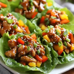 Für die Teriyaki-Hühnchen-Wraps benötigen Sie folgende Hauptzutaten: - 500 g Hähnchenschenkel, ohne Haut und Knochen, fein gewürfelt - 60 ml Sojasauce (niedriger Salzgehalt) - 60 ml Honig - 15 ml Reisessig - 15 g frischer Ingwer, fein gehackt - 15 g Knoblauch, fein gehackt - 125 g Frühlingszwiebeln, in Ringe geschnitten - 125 g Paprika, fein gewürfelt - 125 g Karotten, gerieben - 15 ml Sesamöl - Salz und Pfeffer nach Geschmack - 1 Kopf Eisberg- oder Buttersalat, Blätter abgetrennt - Sesamsamen zum Garnieren Diese Zutaten ergeben eine leckere und gesunde Mahlzeit. Sie sind einfach zu finden und bieten frischen Geschmack. Wenn Sie frische Zutaten suchen, gibt es viele Optionen. Besuchen Sie Ihren lokalen Markt oder Supermarkt. Achten Sie auf die Qualität des Hähnchens. Frisches Hähnchen hat eine rosige Farbe und keinen unangenehmen Geruch. Für Gemüse wählen Sie knackige Paprika und frische Karotten. Diese geben den Wraps Textur und Geschmack. Sie können auch Bio-Zutaten wählen, um die Frische zu erhöhen. Sie sind oft gesünder und geschmackvoller. Die Gewürze und Aromen machen die Wraps besonders lecker. Sojasauce bringt einen salzigen Geschmack. Honig fügt Süße hinzu und balanciert die Aromen aus. Ingwer und Knoblauch geben Frische und Tiefe. Sesamöl verleiht den Wraps ein nussiges Aroma. Es ist wichtig, die richtige Menge an Salz und Pfeffer hinzuzufügen. Dies hebt den Geschmack des Hähnchens und des Gemüses hervor. Experimentieren Sie mit den Aromen, um Ihren eigenen Twist zu finden. {{ingredient_image_2}} Zuerst müssen wir die Marinade machen. Nimm eine mittelgroße Schüssel. Gib 60 ml Sojasauce, 60 ml Honig, 15 ml Reisessig, 15 g gehackten Ingwer und 15 g gehackten Knoblauch hinein. Rühre alles gut um. Diese Marinade gibt dem Hähnchen viel Geschmack. Lass sie ein paar Minuten stehen, damit sich die Aromen verbinden. Jetzt kommt das Hähnchen. Nimm eine große Pfanne und erhitze 15 ml Sesamöl bei mittelhoher Hitze. Füge die 500 g gewürfelten Hähnchenschenkel hinzu. Würze das Hähnchen mit Salz und Pfeffer. Brate das Hähnchen 5 bis 7 Minuten lang an. Rühre dabei oft um, bis es goldbraun und durchgegart ist. Gieße dann die Marinade über das Hähnchen. Rühre gut um und lasse es 3 bis 4 Minuten köcheln. So dickt die Sauce leicht ein und umhüllt das Hähnchen. Jetzt kommt das Gemüse. Füge 125 g gewürfelte Paprika und 125 g geriebene Karotten in die Pfanne. Vermenge alles gut und koche es 2 Minuten lang. Das Gemüse sollte zart, aber noch knackig sein. Zum Schluss rühre 125 g geschnittene Frühlingszwiebeln unter. Um die Wraps zu machen, nimm ein Salatblatt. Fülle es mit der Teriyaki-Hühnchen-Mischung. Bestreue es mit Sesamsamen für zusätzlichen Crunch. Wiederhole dies, bis die Füllung aufgebraucht ist. Jetzt sind deine Teriyaki Chicken Lettuce Wraps bereit zum Genießen! Um saftiges Hähnchen zu erhalten, verwende frische Hähnchenschenkel. Diese haben mehr Fett und Geschmack. Mariniere das Hähnchen mindestens 30 Minuten. So zieht die Sojasauce und der Honig gut ein. Brate das Hähnchen bei mittelhoher Hitze an. Dadurch erhält es eine goldbraune Kruste. Rühre das Hähnchen oft um, damit es gleichmäßig gart. Das gibt dir die perfekte Textur. Hygiene ist sehr wichtig in der Küche. Wasche deine Hände gut, bevor du anfängst. Nutze separate Schneidebretter für Hähnchen und Gemüse. So verhinderst du Kreuzkontamination. Lagere das Hähnchen im Kühlschrank, bis du es brauchst. Koche das Hähnchen immer gut durch, um Bakterien abzutöten. Überprüfe die Kerntemperatur mit einem Fleischthermometer. Sie sollte mindestens 75 Grad Celsius betragen. Die Präsentation macht viel aus. Lege die Wraps auf einem großen, schönen Teller. Stelle zusätzliche Salatblätter daneben. So können Gäste ihre Wraps nach Belieben füllen. Garniere die Wraps mit geschnittenen Frühlingszwiebeln und Sesamsamen. Das sieht nicht nur gut aus, sondern bringt auch Geschmack. Achte darauf, die Wraps gleichmäßig zu füllen. So bleibt alles beim Essen an seinem Platz. Pro Tipps Marinade vorbereiten: Bereiten Sie die Marinade im Voraus zu und lassen Sie das Hähnchen mindestens 30 Minuten lang marinieren, um den Geschmack zu intensivieren. Gemüse variieren: Fügen Sie zusätzliches Gemüse wie Gurken oder Avocado hinzu, um die Wraps noch frischer und bunter zu gestalten. Wraps frisch servieren: Servieren Sie die Wraps sofort nach dem Füllen, damit die Salatblätter knackig bleiben. Sesamsamen rösten: Rösten Sie die Sesamsamen leicht in einer trockenen Pfanne, um ihren Geschmack zu intensivieren und einen zusätzlichen Crunch zu bieten. {{image_4}} Für eine vegetarische Variante der Teriyaki-Hühnchen-Wraps kannst du Tofu verwenden. Wähle festen Tofu, schneide ihn in Würfel und mariniere ihn mit der gleichen Teriyaki-Sauce. Brate den Tofu wie das Hühnchen an. Du kannst auch Tempeh oder Seitan nutzen. Beide sind proteinreich und geben einen tollen Biss. Du kannst die Füllung nach deinem Geschmack erweitern. Probiere Avocado für eine cremige Textur. Mungobohnensprossen bringen einen frischen Crunch. Füge auch geröstete Erdnüsse oder Cashews hinzu, um mehr Geschmack zu geben. Für einen scharfen Kick sind frische Chilis oder Sriracha perfekt. Nutze saisonales Gemüse für mehr Abwechslung. Im Sommer sind Zucchini und Kürbis toll. Im Herbst kannst du Rote Bete oder Kürbis für eine süßere Note probieren. Im Winter passen Rosenkohl und Grünkohl gut. Alle diese Zutaten bringen Farbe und Nährstoffe in deine Wraps. Um die Wraps frisch zu halten, lagere sie im Kühlschrank. Lege sie in einen luftdichten Behälter. Sie bleiben so für etwa zwei Tage genießbar. Achte darauf, die Wraps nicht zu stapeln, um Druckstellen zu vermeiden. Wenn du sie länger aufbewahren möchtest, lagere die Füllung separat. Die Hühnchenfüllung kann gut eingefroren werden. Lass sie zuerst auf Raumtemperatur abkühlen. Fülle die Mischung in einen gefrierfesten Behälter oder einen Beutel. So bleibt die Füllung bis zu drei Monate frisch. Achte darauf, die Luft aus dem Beutel zu drücken. So vermeidest du Gefrierbrand. Die Haltbarkeit der Wraps hängt von der Lagerung ab. Bei richtiger Lagerung im Kühlschrank sind sie zwei Tage sicher. Die gefrorene Hühnchenfüllung bleibt bis zu drei Monate gut. Um die Qualität zu bewahren, erwärme die Füllung langsam in der Mikrowelle oder in einer Pfanne. So bleibt der Geschmack frisch. Die Teriyaki-Hühnchen-Wraps ergeben vier Portionen. Diese Menge reicht gut für eine kleine Gruppe. Wenn du mehr Gäste hast, kannst du die Zutaten einfach verdoppeln. So hast du genug für alle. Ja, du kannst die Wraps glutenfrei machen. Verwende glutenfreie Sojasauce. Achte darauf, dass auch der Honig und die anderen Zutaten glutenfrei sind. So bleibt der Geschmack gleich, und alle können genießen. Zu den Teriyaki-Hühnchen-Wraps passen viele Beilagen. Hier sind ein paar Ideen: - Reis oder Quinoa für mehr Fülle - Ein einfacher grüner Salat für Frische - Edamame für einen proteinreichen Snack All diese Beilagen ergänzen die Wraps perfekt und machen dein Essen komplett. Du hast jetzt alle Schritte für leckere Teriyaki-Hühnchen-Wraps. Wir haben die besten Zutaten, die Zubereitung und wichtige Tipps besprochen. Denke daran, frische Zutaten machen einen großen Unterschied. Experimentiere mit Variationen, um deinem Wrap deinen eigenen Stil zu geben. Mit der richtigen Lagerung bleiben deine Wraps frisch und lecker. Diese Teriyaki-Hühnchen-Wraps sind eine tolle Mahlzeit, die einfach zuzubereiten ist und Spaß macht. Verliere nicht die Lust am Kochen!