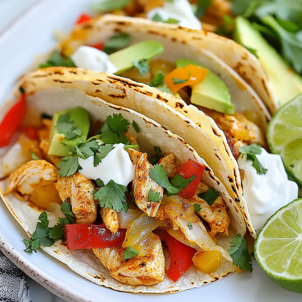 Für Cajun Chicken Tacos benötigst du: - 2 Hähnchenbrüste, gewürfelt - 2 Esslöffel Cajun-Gewürzmischung - 1 Esslöffel Olivenöl - 1 Tasse rote Paprika, in Streifen geschnitten - 1 Tasse gelbe Zwiebel, in Streifen geschnitten - 4 kleine Weizentortillas - 1 Avocado, in Scheiben geschnitten - 1 Tasse fein gehobelter Kohl - 1/4 Tasse frischer Koriander, gehackt - 1 Limette, in Spalten geschnitten - Sauerrahm oder griechischer Joghurt, zum Verfeinern Die Cajun-Gewürzmischung gibt dem Hähnchen seinen besonderen Kick. Diese Mischung enthält oft Paprika, Knoblauchpulver, Zwiebelpulver, Oregano und Pfeffer. Du kannst auch etwas Cayennepfeffer hinzufügen, wenn du es schärfer magst. Das Olivenöl hilft, die Gewürze am Hähnchen zu haften. Marinieren ist wichtig, da es den Geschmack vertieft. Lass das Hähnchen mindestens 15 Minuten in der Marinade ruhen, damit die Aromen gut einziehen können. Zu den Tacos passen viele frische Zutaten. Die Avocado bringt Cremigkeit, während der Kohl für einen knackigen Biss sorgt. Der gehackte Koriander verleiht einen frischen Geschmack. Limettensaft bringt die Aromen zum Leuchten. Du kannst auch zusätzliche Beilagen wie Salsa oder Guacamole anbieten. Diese sorgen für mehr Vielfalt und machen das Essen noch interessanter. {{ingredient_image_2}} Zuerst nehmen Sie zwei Hähnchenbrüste und würfeln sie. Geben Sie die Würfel in eine Schüssel. Fügen Sie zwei Esslöffel Cajun-Gewürzmischung und einen Esslöffel Olivenöl hinzu. Rühren Sie gut um, damit das Hähnchen gleichmäßig bedeckt ist. Lassen Sie die Mischung für etwa 15 Minuten stehen. So können die Aromen gut einziehen. Erhitzen Sie eine große Pfanne bei mittlerer Hitze. Geben Sie das marinierte Hähnchen in die Pfanne. Braten Sie es für etwa 5-7 Minuten. Warten Sie, bis es goldbraun ist und gut durchgegart. Nehmen Sie das Hähnchen dann aus der Pfanne und legen Sie es beiseite. In der gleichen Pfanne fügen Sie die geschnittenen roten Paprika und die Zwiebeln hinzu. Sautieren Sie das Gemüse für etwa 4-5 Minuten. Es sollte weich und leicht angebräunt sein. So erhält es einen tollen Geschmack. Nehmen Sie eine separate Pfanne. Wärmen Sie die Weizentortillas bei mittlerer Hitze jeweils etwa 30 Sekunden auf jeder Seite auf. Sie sollten weich und biegsam sein. So lassen sie sich gut füllen. Legen Sie eine Tortilla auf einen Teller. Geben Sie eine Schicht des gebratenen Hähnchens darauf. Fügen Sie die sautierten Paprika und Zwiebeln hinzu. Dann kommen die Avocadoscheiben und der gehobelte Kohl. Diese Schichten machen die Tacos lecker und bunt. Streuen Sie frischen Koriander über die Tacos. Geben Sie einen Löffel Sauerrahm oder griechischen Joghurt dazu. Dies macht die Tacos cremig. Träufeln Sie frischen Limettensaft darüber für einen Frischekick. Servieren Sie die Tacos auf einem schönen Teller mit Limettenspalten. Um die Cajun Chicken Tacos richtig zu würzen, ist die Cajun-Gewürzmischung wichtig. Diese Mischung bringt den typischen Geschmack. Sie besteht meist aus Paprika, Pfeffer, Zwiebel- und Knoblauchpulver. Wenn du mehr Schärfe magst, füge etwas Cayennepfeffer hinzu. Lasse das Hähnchen mindestens 15 Minuten marinieren. So zieht der Geschmack gut ein. Beim Anbraten des Hähnchens ist die Hitze entscheidend. Verwende mittlere Hitze, damit das Hähnchen gleichmäßig gar wird. Zu hohe Hitze kann das Fleisch außen verbrennen, während es innen roh bleibt. Rühre das Hähnchen regelmäßig um, um ein Ankleben zu vermeiden. Nach dem Braten solltest du das Hähnchen für einige Minuten ruhen lassen. Das macht es saftiger. Zu den Cajun Chicken Tacos passen viele Beilagen. Eine frische Guacamole oder Salsa bringt mehr Geschmack. Auch ein einfacher grüner Salat ist eine gute Wahl. Du kannst die Tacos mit Limettensaft und frischem Koriander garnieren. Das gibt einen tollen Frischekick. Serviere die Tacos auf bunten Tellern, um sie schön zu präsentieren. Pro Tipps Hähnchen marinieren: Lassen Sie das Hähnchen mindestens 15 Minuten in der Cajun-Gewürzmischung marinieren, um den vollen Geschmack zu entfalten. Gemüse richtig anbraten: Achten Sie darauf, dass das Gemüse nicht zu lange brät, damit es knackig bleibt und nicht matschig wird. Tortillas erwärmen: Erwärmen Sie die Tortillas sanft, um ihre Flexibilität zu erhöhen und ein Reißen beim Füllen zu vermeiden. Frische Garnierung: Fügen Sie vor dem Servieren frischen Koriander und Limettensaft hinzu, um die Aromen aufzufrischen und zu intensivieren. {{image_4}} Wenn du eine vegetarische Version von Cajun Chicken Tacos möchtest, kannst du das Hähnchen leicht ersetzen. Verwende stattdessen gewürfelten Tofu oder Jackfruit. Marinier sie mit der gleichen Cajun-Gewürzmischung. So bekommst du den gleichen tollen Geschmack! Du kannst auch gebratene Auberginen oder Zucchini verwenden. Diese Gemüse sind lecker und nehmen die Gewürze gut auf. Die Cajun-Gewürzmischung ist wichtig, aber du kannst sie anpassen. Füge etwas Paprika für mehr Süße hinzu. Ein Hauch von Cayennepfeffer bringt mehr Schärfe. Magst du es milder? Nimm weniger Cajun-Gewürz oder mische es mit etwas Oregano. Du kannst auch andere Kräuter wie Thymian oder Basilikum hinzufügen. Jede Mischung gibt den Tacos einen neuen Twist! Die Toppings machen die Tacos spannend! Du kannst sie mit verschiedenen Zutaten anpassen. Hier sind einige Ideen: - Feta-Käse für einen salzigen Kick. - Jalapeños für extra Schärfe. - Mango-Salsa für eine frische, süße Note. - Guacamole, wenn du es cremig magst. Experimentiere mit den Toppings, um deine perfekten Tacos zu finden! Wenn Sie Reste von Ihren Cajun Chicken Tacos haben, lagern Sie sie in einem luftdichten Behälter. Stellen Sie sicher, dass das Hähnchen und das Gemüse nicht mit den Tortillas in Kontakt kommen. So bleiben sie frisch. Lagern Sie die Reste im Kühlschrank. Sie sind bis zu drei Tage haltbar. Um die Tacos einzufrieren, trennen Sie die Zutaten. Wickeln Sie das Hähnchen, das Gemüse und die Tortillas jeweils in Frischhaltefolie. Legen Sie alles in einen Gefrierbeutel. So bleiben die Aromen erhalten. Cajun Chicken kann bis zu drei Monate eingefroren werden. Um die Reste aufzuwärmen, nutzen Sie eine Pfanne. Erhitzen Sie das Hähnchen und das Gemüse bei mittlerer Hitze. Rühren Sie gelegentlich um, bis alles heiß ist. Erwärmen Sie die Tortillas separat in einer Pfanne. So bleiben sie weich. Genießen Sie Ihre Tacos frisch und lecker! Cajun Chicken Tacos sind frisch am besten. Sie halten sich im Kühlschrank etwa 2-3 Tage. Lagern Sie die Zutaten getrennt, um die Frische zu bewahren. Die Tortillas und das Hähnchen verlieren schnell ihre Textur. Erwärmen Sie die Reste sanft in der Pfanne oder Mikrowelle. Ja, das ist einfach! Mischen Sie folgende Gewürze in einer Schüssel: - 1 Esslöffel Paprika - 1 Teelöffel Cayennepfeffer - 1 Teelöffel Knoblauchpulver - 1 Teelöffel Zwiebelpulver - 1 Teelöffel Thymian - 1 Teelöffel Oregano - 1 Teelöffel schwarzer Pfeffer - 1 Teelöffel Salz Diese Mischung bringt den vollen Cajun-Geschmack in Ihre Tacos. Sie können die Schärfe nach Ihrem Geschmack anpassen. Zu Cajun Chicken Tacos passen viele Beilagen. Hier sind einige Ideen: - Reis oder Quinoa für eine sättigende Option - Frischer Salat mit Limetten-Dressing - Guacamole oder Salsa für zusätzlichen Geschmack - Maiskolben oder gebratene Bohnen Diese Beilagen ergänzen die Aromen perfekt und machen das Essen noch leckerer! In diesem Artikel haben wir die Zutaten für Cajun Chicken Tacos, die Schritt-für-Schritt-Anleitung und nützliche Tipps besprochen. Die verschiedenen Variationen und Aufbewahrungshinweise helfen dir, das Beste aus deinem Gericht herauszuholen. Denke daran, dass du die Tacos an deinen Geschmack anpassen kannst. Probiere verschiedene Gewürze und Toppings aus. So bleibt das Gericht spannend. Genieße deine Cajun Chicken Tacos und teile sie mit Familie und Freunden!