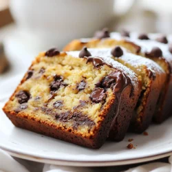 - 3 reife Bananen, zerdrückt - 1/3 Tasse geschmolzenes Kokosöl - 1/2 Tasse brauner Zucker - 1/4 Tasse Kristallzucker Die Hauptzutaten sind einfach und lecker. Die reifen Bananen geben dem Brot viel Feuchtigkeit. Kokosöl sorgt für einen feinen Geschmack und eine zarte Textur. Brauner Zucker fügt einen tiefen, karamelligen Geschmack hinzu. Kristallzucker sorgt für die richtige Süße und ein schönes Aroma. - 1 Teelöffel Vanilleextrakt - 2 große Eier, geschlagen - 1 Teelöffel Natron - 1/2 Teelöffel Salz - 1 1/2 Tassen Weizenmehl - 1/2 Tasse Zartbitterschokoladenstückchen - 1/2 Tasse Walnüsse, gehackt (optional) Die weiteren Zutaten sind genau so wichtig. Vanilleextrakt bringt einen tollen Duft und Geschmack. Eier helfen, das Brot zu binden und machen es fluffig. Natron sorgt dafür, dass das Brot aufgeht und leicht wird. Salz hebt den Geschmack aller Zutaten. Mehl gibt dem Teig Struktur. Die Schokoladenstückchen bringen Freude in jeden Bissen. Walnüsse sind optional, aber sie fügen einen schönen Crunch hinzu. {{ingredient_image_2}} Heize deinen Ofen auf 175 °C vor. Nimm eine Kastenform und fette sie gut ein. Du kannst auch Backpapier verwenden, um die Form auszulegen. Nimm drei reife Bananen und zerdrücke sie in einer großen Schüssel. Füge 1/3 Tasse geschmolzenes Kokosöl hinzu. Rühre, bis die Mischung glatt und cremig ist. Dann gib 1/2 Tasse braunen Zucker und 1/4 Tasse Kristallzucker dazu. Mische alles gut, bis es gleichmäßig aussieht. Füge zwei große, geschlagene Eier und 1 Teelöffel Vanilleextrakt hinzu. Rühre erneut, bis alles gut vermischt ist. Bestäube die Bananenmischung mit 1 Teelöffel Natron und 1/2 Teelöffel Salz. Vermenge diese Zutaten gut. Sie werden wichtige Aromen und Textur bringen. Jetzt ist es Zeit, 1 1/2 Tassen Weizenmehl hinzuzufügen. Hebe das Mehl vorsichtig unter. Rühre nicht zu stark, ein paar Klumpen sind in Ordnung. Füge 1/2 Tasse Zartbitterschokoladenstückchen und optional 1/2 Tasse gehackte Walnüsse hinzu. Hebe diese sanft unter. Gieße den Teig in die vorbereitete Kastenform. Glätte die Oberfläche mit einem Spatel. Jetzt kommt der beste Teil: Backe das Brot für 60-65 Minuten. Prüfe mit einem Zahnstocher, ob es durch ist. Wenn er sauber herauskommt, ist das Brot fertig. Lass es 10 Minuten in der Form abkühlen. Danach lege es auf ein Kuchengitter zum vollständigen Abkühlen. Um das perfekte Bananenbrot zu backen, gibt es ein paar einfache Tipps. - Verwende reife Bananen: Je reifer, desto besser. Sie geben mehr Geschmack. - Rühre nicht zu viel: Mische die Zutaten nur so lange, bis alles gerade vermischt ist. Klumpen sind okay. - Kokosöl verwenden: Es macht das Brot feucht und gibt einen tollen Geschmack. - Ofen richtig vorheizen: Stelle sicher, dass der Ofen auf 175 °C ist, bevor du das Brot backst. Manche Fehler sind leicht zu machen. Hier sind die häufigsten. - Zu wenig Zucker: Das Brot wird nicht süß genug. Halte dich an die Zuckermenge im Rezept. - Backform nicht vorbereiten: Fette die Form ein oder benutze Backpapier. So bleibt das Brot nicht kleben. - Zu frühes Herausnehmen: Lass das Brot nach dem Backen immer 10 Minuten in der Form. So bleibt es saftig. - Nicht genug abkühlen lassen: Warte, bis das Brot auf einem Gitter vollständig abgekühlt ist. Es schmeckt besser. Das Servieren macht Spaß und macht das Brot noch leckerer. - In Scheiben schneiden: Serviere das Brot in schönen, gleichmäßigen Scheiben. - Wärmer Genuss: Serviere es warm, das macht es noch köstlicher. - Schokoladensauce hinzufügen: Ein Schuss geschmolzene Schokolade oben drauf sorgt für einen süßen Akzent. - Mit Puderzucker bestreuen: Eine Prise Puderzucker macht das Brot noch ansprechender. Pro Tipps Bananen richtig wählen: Verwenden Sie überreife Bananen, die braune Flecken haben, um den besten Geschmack und die richtige Süße zu erreichen. Teig nicht übermixen: Mischen Sie den Teig nur so lange, bis die Zutaten gerade so kombiniert sind. Ein paar Klumpen sind in Ordnung und sorgen für ein luftigeres Brot. Variationen ausprobieren: Fügen Sie andere Nüsse, wie Mandeln oder Pekannüsse, hinzu oder ersetzen Sie die Schokolade durch weiße Schokolade für einen anderen Geschmack. Richtige Abkühlzeit: Lassen Sie das Bananenbrot nach dem Backen in der Form abkühlen, um sicherzustellen, dass es nicht bricht, wenn Sie es auf ein Gitter übertragen. {{image_4}} Du kannst dein Schokoladenstückchen-Bananenbrot ganz leicht anpassen. Probiere verschiedene Nussarten wie Mandeln oder Pekannüsse. Diese Nüsse geben dem Brot einen tollen Crunch. Wenn du es süßer magst, wähle Milchschokolade oder weiße Schokolade. Diese Sorten schmecken leicht anders und passen perfekt zu Bananen. Für eine besondere Note füge Zimt oder Muskatnuss hinzu. Diese Gewürze bringen Wärme und Tiefe in den Geschmack. Du kannst auch frische Früchte wie Himbeeren oder Blaubeeren in den Teig geben. Diese Früchte geben dem Brot eine fruchtige Frische. So wird dein Bananenbrot immer wieder neu und spannend. Um dein Bananenbrot frisch zu halten, lege es in einen Behälter. Ein luftdichter Behälter ist am besten. Du kannst es auch in Frischhaltefolie einwickeln. Lagere es an einem kühlen, trockenen Ort. So bleibt das Brot weich und lecker. Vermeide es, es im Kühlschrank zu lagern. Kühlschrankluft macht das Brot schnell trocken. Um die Haltbarkeit zu verlängern, kannst du das Brot einfrieren. Lasse das Brot zuerst abkühlen. Schneide es in Scheiben, dann ist es einfacher zu verwenden. Wickele jede Scheibe in Frischhaltefolie. Lege die Scheiben in einen Gefrierbeutel. So bleibt es bis zu drei Monate frisch. Das Einfrieren ist sehr einfach. Stelle sicher, dass das Bananenbrot ganz abgekühlt ist. Du kannst es auch im Ganzen einfrieren, wenn du möchtest. Wenn du bereit bist, es zu essen, nimm eine Scheibe heraus. Lass es bei Raumtemperatur auftauen. Du kannst es auch im Ofen aufwärmen. So wird es wieder weich und lecker. Um dein Bananenbrot feucht zu halten, benutze reife Bananen. Je reifer, desto besser. Du kannst auch etwas mehr Kokosöl hinzufügen. Es hilft, die Feuchtigkeit zu bewahren. Lagere das Brot in einer luftdichten Box. So bleibt es frisch und saftig. Ja, du kannst die Zuckermenge anpassen. Wenn du es süßer magst, füge mehr braunen Zucker hinzu. Für weniger Süße reduziere den Kristallzucker. Achte darauf, dass die Konsistenz des Teigs nicht leidet. Zu viel Zucker kann das Brot trocken machen. Ja, du kannst das Bananenbrot vegan machen. Ersetze die Eier mit einem Apfelmus oder Leinsamen. Verwende pflanzliches Öl statt Kokosöl. Achte darauf, dass die Schokoladenstückchen vegan sind. So hast du ein leckeres, veganes Bananenbrot. Nach dem Backen lasse das Bananenbrot 10 Minuten in der Form abkühlen. Dann lege es auf ein Kuchengitter. Es dauert etwa 30 Minuten, bis es vollständig abgekühlt ist. Warte, bis es kühl ist, bevor du es anschneidest. So bleibt das Brot nicht krümelig. Zusammenfassend haben wir die besten Zutaten und Schritte für ein köstliches Bananenbrot besprochen. Von reifen Bananen bis hin zu den perfekten Backtipps – diese Anleitung hilft dir, Fehler zu vermeiden. Variationen und Lagerungstipps geben dir viele Optionen. Du kannst dein Bananenbrot nach Belieben anpassen und kreativ sein. Experimentiere und finde deinen eigenen Lieblingsgeschmack. Viel Spaß beim Backen!