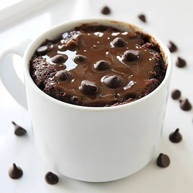 - 4 Esslöffel Weizenmehl - 4 Esslöffel Zucker - 2 Esslöffel ungesüßtes Kakaopulver Diese Zutaten sind die Basis für unseren Schokoladen-Erdnussbutter Mug Cake. Weizenmehl gibt dem Kuchen Struktur. Zucker sorgt für die nötige Süße. Kakaopulver bringt den vollen Schokoladengeschmack, der diesen Kuchen besonders macht. - 3 Esslöffel Milch (milchhaltig oder pflanzlich) - 2 Esslöffel Pflanzenöl - 1/4 Teelöffel Vanilleextrakt Die flüssigen Zutaten sind wichtig, um einen geschmeidigen Teig zu erhalten. Milch macht den Kuchen weich. Pflanzenöl sorgt für Feuchtigkeit. Vanilleextrakt gibt einen tollen Duft und verbessert den Geschmack. - 2 Esslöffel Erdnussbutter - Optional: Schokoladenstückchen Erdnussbutter ist der Star dieses Kuchens. Sie bringt einen nussigen, cremigen Geschmack. Wenn du Schokoladenstückchen hinzufügst, wird der Kuchen noch schokoladiger und leckerer. Experimentiere mit der Menge, um deinen perfekten Mug Cake zu finden. {{ingredient_image_2}} Nehmen Sie einen großen Becher. Fügen Sie das Weizenmehl, den Zucker, das Kakaopulver, das Backpulver und das Salz hinzu. Rühren Sie gut um. Achten Sie darauf, dass alle trockenen Zutaten gleichmäßig vermischt sind. Dies stellt sicher, dass Ihr Kuchen gleichmäßig aufgeht. Jetzt kommen die flüssigen Zutaten. Gießen Sie die Milch, die Erdnussbutter, das Pflanzenöl und den Vanilleextrakt in den Becher. Mischen Sie alles gründlich, bis ein glatter Teig entsteht. Schaben Sie die Seiten und den Boden des Bechers gut ab. Dies hilft, dass der Teig gleichmäßig wird. Stellen Sie den Becher in die Mikrowelle. Mikrowellen Sie den Kuchen bei voller Leistung für 1 Minute. Überprüfen Sie die Konsistenz nach dieser Zeit. Wenn der Kuchen noch nicht fest ist, erhitzen Sie ihn in 10-Sekunden-Intervallen weiter. Achten Sie darauf, dass er schön aufgeht und in der Mitte fest wird. Lassen Sie den Kuchen danach eine Minute abkühlen, bevor Sie ihn genießen. Um die beste Konsistenz für deinen Schokoladen-Erdnussbutter Mug Cake zu erzielen, ist die Mikrowellenleistung wichtig. Jede Mikrowelle hat eine andere Leistung. Wenn deine Mikrowelle stark ist, kann der Kuchen schnell kochen. Stelle die Leistung auf mittlere Stufe, um ein Überkochen zu vermeiden. Beginne mit einer Kochzeit von einer Minute. Wenn der Kuchen noch feucht aussieht, koche ihn in 10-Sekunden-Intervallen weiter. So bleibt der Kern schön saftig. Ein häufiger Fehler ist das Übercooking. Das passiert, wenn du den Mug Cake zu lange in der Mikrowelle lässt. Achte darauf, den Kuchen regelmäßig zu kontrollieren. Er sollte aufgegangen und fest in der Mitte sein. Wenn du merkst, dass er beginnt, über den Becher zu laufen, ist es Zeit, ihn auszuschalten. Ein gut gegarter Kuchen hat eine zarte Struktur und läuft nicht über. Um deinen Mug Cake zu garnieren, gibt es viele tolle Ideen. Ein Klecks Schlagsahne bringt eine schöne Süße. Du kannst auch Schokoladensirup darüber träufeln. Für einen besonderen Kick, streue ein paar Nüsse oder frische Früchte darüber. Diese sorgen für einen tollen Kontrast zu der Schokoladen-Erdnussbutter-Kombination. Pro Tipps Mehl-Sorte: Verwenden Sie für eine glutenfreie Variante Mandeln oder Kokosmehl anstelle von Weizenmehl. Schokoladenstückchen: Für intensiveren Schokoladengeschmack können Sie dunkle Schokoladenstückchen verwenden. Mikrowellenleistung: Die Mikrowellenleistung kann variieren, daher ist es wichtig, den Kuchen während des Backens im Auge zu behalten. Zusätzliche Toppings: Garnieren Sie den Mug-Kuchen mit Nüssen oder frischen Früchten für zusätzlichen Crunch und Geschmack. {{image_4}} Für einen gesünderen Schokoladen-Erdnussbutter Mug Cake kann man Vollkornmehl verwenden. Vollkornmehl gibt dem Kuchen mehr Ballaststoffe. So wird der Kuchen nahrhafter. Auch die Verwendung von Süßstoffen ist eine gute Idee. Anstelle von Zucker kannst du Honig oder Stevia nehmen. Diese Alternativen helfen, den Zuckergehalt zu senken. Eine tolle Möglichkeit, den Geschmack zu variieren, ist die Wahl anderer Nussbutter. Mandeln oder Cashewbutter bringen neue Aromen. Du kannst auch Mischungen versuchen, wie Erdnuss-Mandel. Diese neuen Nussbutter verleihen dem Kuchen eine andere Tiefe. So bleibt es spannend und abwechslungsreich. Um den Mug Cake interessanter zu gestalten, füge zusätzliche Zutaten hinzu. Früchte wie Bananen oder Himbeeren passen gut. Sie bringen Frische und Süße. Auch Nüsse, wie Walnüsse oder Pekannüsse, geben einen tollen Crunch. Du kannst auch Schokoladenstückchen oder Kokosraspel hinzufügen. Diese Mix-ins machen den Kuchen noch leckerer. Für den besten Geschmack genieße deinen Schokoladen-Erdnussbutter Mug Cake frisch. Er schmeckt am besten direkt nach dem Kochen. Der warme Kuchen hat eine lockere, schokoladige Textur. Ich empfehle, ihn sofort mit einem Klecks Schlagsahne zu servieren. So erhältst du eine perfekte Kombination aus warmem Kuchen und kalter Sahne. Falls du Reste hast, bewahre sie im Kühlschrank auf. Stelle den Becher mit dem Kuchen in einen luftdichten Behälter. So bleibt der Kuchen für bis zu zwei Tage frisch. Das hilft, die Feuchtigkeit zu halten und verhindert, dass der Kuchen austrocknet. Vor dem Essen kannst du ihn kurz in der Mikrowelle aufwärmen. Wenn du den Mug Cake aufwärmen möchtest, nutze die Mikrowelle. Wärm ihn in kurzen Intervallen von 10 Sekunden auf. Achte darauf, dass er nicht zu lange erhitzt wird. So bleibt der Kuchen saftig und fluffig. Wenn du ihn zu lange in der Mikrowelle lässt, wird er trocken und hart. Die Zubereitung des Schokoladen-Erdnussbutter-Mug-Kuchens dauert nur 5 Minuten. Die Kochzeit in der Mikrowelle beträgt etwa 1 bis 2 Minuten, je nach Leistung. Diese schnelle Zeit macht ihn perfekt für einen süßen Snack. Ja, du kannst den Mug-Kuchen auch im Ofen backen. Heize den Ofen auf 180 Grad Celsius vor. Fülle den Teig in eine ofenfeste Form. Backe den Kuchen etwa 15 bis 20 Minuten. Achte darauf, ihn regelmäßig zu überprüfen, damit er nicht überbackt. Um den Mug-Kuchen vegan zu machen, ersetze die Milch durch pflanzliche Milch. Du kannst auch Apfelmus oder eine Banane anstelle von Pflanzenöl verwenden. Verwende eine vegane Erdnussbutter und achte darauf, dass der Zucker vegan ist. So bleibt der Kuchen lecker und pflanzlich! Zusammenfassend lässt sich sagen, dass die Zubereitung eines Schokoladen-Erdnussbutter-Mug-Kuchens einfach und schnell ist. Wir haben alle wichtigen Zutaten und Schritte durchgenommen. Von den Hauptzutaten bis hin zu leckeren Variationen sind viele Optionen möglich. Vermeiden Sie häufige Fehler, um die perfekte Konsistenz zu erreichen. Experimentieren Sie mit verschiedenen Aromen, um Ihr Rezept zu personalisieren. Mit diesen Tipps können Sie einen köstlichen Mug-Kuchen genießen. Viel Spaß beim Backen und Genießen!