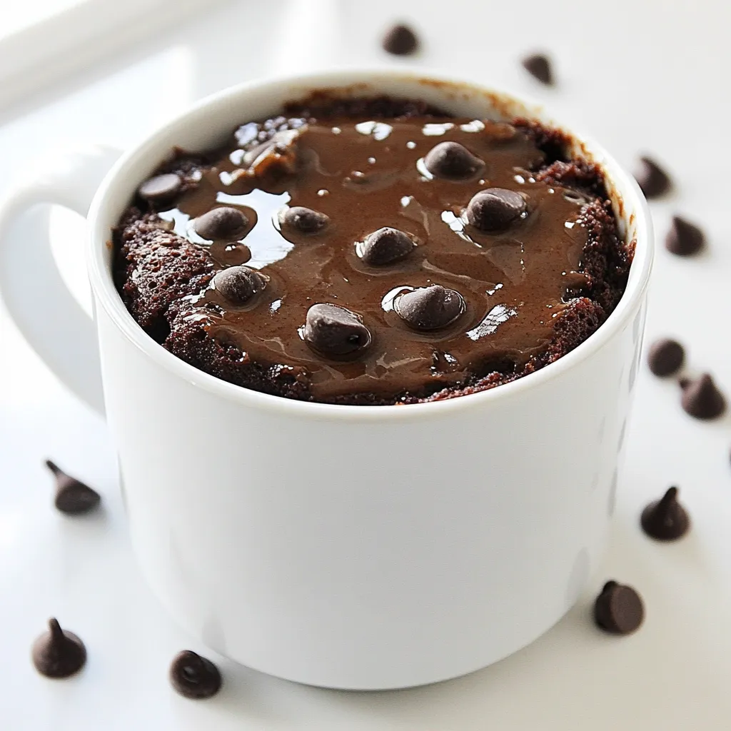 - 4 Esslöffel Weizenmehl - 4 Esslöffel Zucker - 2 Esslöffel ungesüßtes Kakaopulver Diese Zutaten sind die Basis für unseren Schokoladen-Erdnussbutter Mug Cake. Weizenmehl gibt dem Kuchen Struktur. Zucker sorgt für die nötige Süße. Kakaopulver bringt den vollen Schokoladengeschmack, der diesen Kuchen besonders macht. - 3 Esslöffel Milch (milchhaltig oder pflanzlich) - 2 Esslöffel Pflanzenöl - 1/4 Teelöffel Vanilleextrakt Die flüssigen Zutaten sind wichtig, um einen geschmeidigen Teig zu erhalten. Milch macht den Kuchen weich. Pflanzenöl sorgt für Feuchtigkeit. Vanilleextrakt gibt einen tollen Duft und verbessert den Geschmack. - 2 Esslöffel Erdnussbutter - Optional: Schokoladenstückchen Erdnussbutter ist der Star dieses Kuchens. Sie bringt einen nussigen, cremigen Geschmack. Wenn du Schokoladenstückchen hinzufügst, wird der Kuchen noch schokoladiger und leckerer. Experimentiere mit der Menge, um deinen perfekten Mug Cake zu finden. {{ingredient_image_2}} Nehmen Sie einen großen Becher. Fügen Sie das Weizenmehl, den Zucker, das Kakaopulver, das Backpulver und das Salz hinzu. Rühren Sie gut um. Achten Sie darauf, dass alle trockenen Zutaten gleichmäßig vermischt sind. Dies stellt sicher, dass Ihr Kuchen gleichmäßig aufgeht. Jetzt kommen die flüssigen Zutaten. Gießen Sie die Milch, die Erdnussbutter, das Pflanzenöl und den Vanilleextrakt in den Becher. Mischen Sie alles gründlich, bis ein glatter Teig entsteht. Schaben Sie die Seiten und den Boden des Bechers gut ab. Dies hilft, dass der Teig gleichmäßig wird. Stellen Sie den Becher in die Mikrowelle. Mikrowellen Sie den Kuchen bei voller Leistung für 1 Minute. Überprüfen Sie die Konsistenz nach dieser Zeit. Wenn der Kuchen noch nicht fest ist, erhitzen Sie ihn in 10-Sekunden-Intervallen weiter. Achten Sie darauf, dass er schön aufgeht und in der Mitte fest wird. Lassen Sie den Kuchen danach eine Minute abkühlen, bevor Sie ihn genießen. Um die beste Konsistenz für deinen Schokoladen-Erdnussbutter Mug Cake zu erzielen, ist die Mikrowellenleistung wichtig. Jede Mikrowelle hat eine andere Leistung. Wenn deine Mikrowelle stark ist, kann der Kuchen schnell kochen. Stelle die Leistung auf mittlere Stufe, um ein Überkochen zu vermeiden. Beginne mit einer Kochzeit von einer Minute. Wenn der Kuchen noch feucht aussieht, koche ihn in 10-Sekunden-Intervallen weiter. So bleibt der Kern schön saftig. Ein häufiger Fehler ist das Übercooking. Das passiert, wenn du den Mug Cake zu lange in der Mikrowelle lässt. Achte darauf, den Kuchen regelmäßig zu kontrollieren. Er sollte aufgegangen und fest in der Mitte sein. Wenn du merkst, dass er beginnt, über den Becher zu laufen, ist es Zeit, ihn auszuschalten. Ein gut gegarter Kuchen hat eine zarte Struktur und läuft nicht über. Um deinen Mug Cake zu garnieren, gibt es viele tolle Ideen. Ein Klecks Schlagsahne bringt eine schöne Süße. Du kannst auch Schokoladensirup darüber träufeln. Für einen besonderen Kick, streue ein paar Nüsse oder frische Früchte darüber. Diese sorgen für einen tollen Kontrast zu der Schokoladen-Erdnussbutter-Kombination. Pro Tipps Mehl-Sorte: Verwenden Sie für eine glutenfreie Variante Mandeln oder Kokosmehl anstelle von Weizenmehl. Schokoladenstückchen: Für intensiveren Schokoladengeschmack können Sie dunkle Schokoladenstückchen verwenden. Mikrowellenleistung: Die Mikrowellenleistung kann variieren, daher ist es wichtig, den Kuchen während des Backens im Auge zu behalten. Zusätzliche Toppings: Garnieren Sie den Mug-Kuchen mit Nüssen oder frischen Früchten für zusätzlichen Crunch und Geschmack. {{image_4}} Für einen gesünderen Schokoladen-Erdnussbutter Mug Cake kann man Vollkornmehl verwenden. Vollkornmehl gibt dem Kuchen mehr Ballaststoffe. So wird der Kuchen nahrhafter. Auch die Verwendung von Süßstoffen ist eine gute Idee. Anstelle von Zucker kannst du Honig oder Stevia nehmen. Diese Alternativen helfen, den Zuckergehalt zu senken. Eine tolle Möglichkeit, den Geschmack zu variieren, ist die Wahl anderer Nussbutter. Mandeln oder Cashewbutter bringen neue Aromen. Du kannst auch Mischungen versuchen, wie Erdnuss-Mandel. Diese neuen Nussbutter verleihen dem Kuchen eine andere Tiefe. So bleibt es spannend und abwechslungsreich. Um den Mug Cake interessanter zu gestalten, füge zusätzliche Zutaten hinzu. Früchte wie Bananen oder Himbeeren passen gut. Sie bringen Frische und Süße. Auch Nüsse, wie Walnüsse oder Pekannüsse, geben einen tollen Crunch. Du kannst auch Schokoladenstückchen oder Kokosraspel hinzufügen. Diese Mix-ins machen den Kuchen noch leckerer. Für den besten Geschmack genieße deinen Schokoladen-Erdnussbutter Mug Cake frisch. Er schmeckt am besten direkt nach dem Kochen. Der warme Kuchen hat eine lockere, schokoladige Textur. Ich empfehle, ihn sofort mit einem Klecks Schlagsahne zu servieren. So erhältst du eine perfekte Kombination aus warmem Kuchen und kalter Sahne. Falls du Reste hast, bewahre sie im Kühlschrank auf. Stelle den Becher mit dem Kuchen in einen luftdichten Behälter. So bleibt der Kuchen für bis zu zwei Tage frisch. Das hilft, die Feuchtigkeit zu halten und verhindert, dass der Kuchen austrocknet. Vor dem Essen kannst du ihn kurz in der Mikrowelle aufwärmen. Wenn du den Mug Cake aufwärmen möchtest, nutze die Mikrowelle. Wärm ihn in kurzen Intervallen von 10 Sekunden auf. Achte darauf, dass er nicht zu lange erhitzt wird. So bleibt der Kuchen saftig und fluffig. Wenn du ihn zu lange in der Mikrowelle lässt, wird er trocken und hart. Die Zubereitung des Schokoladen-Erdnussbutter-Mug-Kuchens dauert nur 5 Minuten. Die Kochzeit in der Mikrowelle beträgt etwa 1 bis 2 Minuten, je nach Leistung. Diese schnelle Zeit macht ihn perfekt für einen süßen Snack. Ja, du kannst den Mug-Kuchen auch im Ofen backen. Heize den Ofen auf 180 Grad Celsius vor. Fülle den Teig in eine ofenfeste Form. Backe den Kuchen etwa 15 bis 20 Minuten. Achte darauf, ihn regelmäßig zu überprüfen, damit er nicht überbackt. Um den Mug-Kuchen vegan zu machen, ersetze die Milch durch pflanzliche Milch. Du kannst auch Apfelmus oder eine Banane anstelle von Pflanzenöl verwenden. Verwende eine vegane Erdnussbutter und achte darauf, dass der Zucker vegan ist. So bleibt der Kuchen lecker und pflanzlich! Zusammenfassend lässt sich sagen, dass die Zubereitung eines Schokoladen-Erdnussbutter-Mug-Kuchens einfach und schnell ist. Wir haben alle wichtigen Zutaten und Schritte durchgenommen. Von den Hauptzutaten bis hin zu leckeren Variationen sind viele Optionen möglich. Vermeiden Sie häufige Fehler, um die perfekte Konsistenz zu erreichen. Experimentieren Sie mit verschiedenen Aromen, um Ihr Rezept zu personalisieren. Mit diesen Tipps können Sie einen köstlichen Mug-Kuchen genießen. Viel Spaß beim Backen und Genießen!