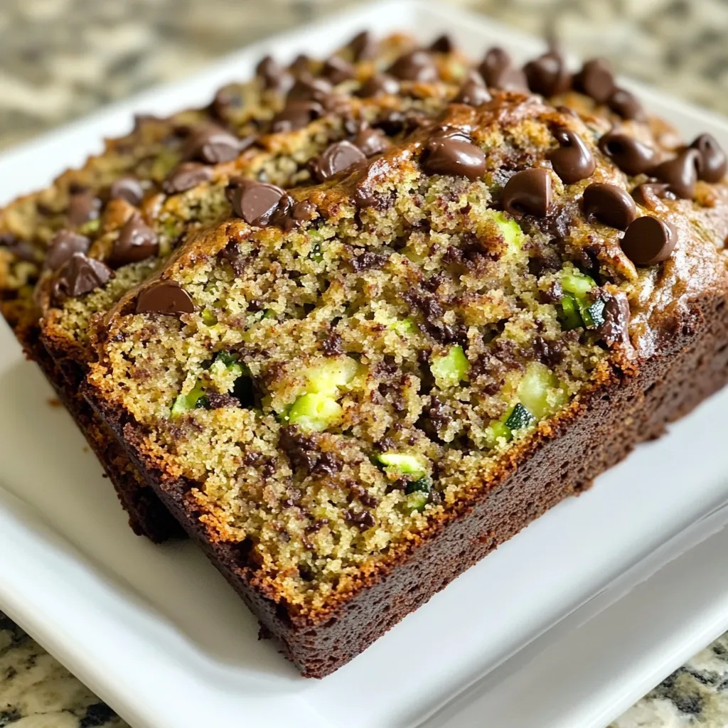 Für dieses Schokoladen-Zucchini-Brot brauchen wir: - 2 Tassen fein geriebene Zucchini (ca. 2 mittlere Zucchini) - 3/4 Tasse Kristallzucker - 1/4 Tasse brauner Zucker, gepackt - 1/2 Tasse Pflanzenöl (oder geschmolzenes Kokosöl) - 2 große Eier - 1 Teelöffel Vanilleextrakt - 1 1/2 Tassen Weizenmehl - 1 Teelöffel Natron - 1/4 Teelöffel Backpulver - 1/2 Teelöffel Salz - 1 Teelöffel gemahlener Zimt - 1/2 Teelöffel Muskatnuss (optional) - 1 Tasse Zartbitter-Schokoladenstückchen - 1/2 Tasse gehackte Walnüsse oder Pekannüsse (optional) Diese Zutaten geben dem Brot eine tolle Textur und einen reichen Geschmack. Du kannst dein Brot nach Wunsch anpassen. Hier sind einige Ideen: - Füge Nüsse wie Walnüsse oder Pekannüsse hinzu. - Verwende etwas Muskatnuss für einen anderen Geschmack. - Ersetze die Zartbitter-Schokoladenstückchen durch Milchschokolade oder weiße Schokolade. Jede Variante bringt ihren eigenen Reiz ins Brot. Achte darauf, die Zucchini gut abzutropfen, bevor du sie verwendest. Zucchini hat viel Wasser. Zu viel Feuchtigkeit kann das Brot matschig machen. Die Eier sollten Raumtemperatur haben. Das hilft, die Zutaten besser zu verbinden. Mische die trockenen Zutaten in einer separaten Schüssel. So vermeidest du Klumpen im Teig. Wenn du die Schokoladenstückchen und Nüsse hinzufügst, falte sie vorsichtig unter. So bleiben die Stückchen ganz und verteilen sich gleichmäßig. Jede Zutat spielt eine wichtige Rolle und macht dein Schokoladen-Zucchini-Brot besonders lecker. {{ingredient_image_2}} Heize deinen Ofen auf 175°C vor. Nimm eine Kastenform von 9x5 Zoll. Fette die Form gut ein oder lege sie mit Backpapier aus. So bleibt das Brot nach dem Backen nicht kleben. In einer großen Schüssel vermische die fein geriebene Zucchini, den Kristallzucker, den braunen Zucker und das Pflanzenöl. Rühre alles gut durch, bis die Mischung gleichmäßig aussieht. Füge die Eier und den Vanilleextrakt hinzu. Rühre weiter, bis alles gut verbunden ist. In einer anderen Schüssel vermische das Weizenmehl, Natron, Backpulver, Salz, Zimt und Muskatnuss. Mische alles gut, damit die trockenen Zutaten gleichmäßig verteilt sind. Jetzt füge die Mischung nach und nach zu den feuchten Zutaten hinzu. Rühre vorsichtig, bis alles feucht ist. Vermeide es, zu viel zu rühren, damit das Brot locker bleibt. Gieße den Teig in die vorbereitete Kastenform. Verwende einen Spatel, um die Oberfläche glatt zu streichen. Backe das Brot 50-60 Minuten lang. Überprüfe mit einem Zahnstocher, ob es fertig ist. Wenn er sauber herauskommt, ist das Brot bereit. Nehme das Brot aus dem Ofen und lasse es 10 Minuten in der Form abkühlen. Danach lege es auf ein Kuchengitter, damit es vollständig abkühlen kann. Schneide das Brot in Scheiben und serviere es warm oder bei Zimmertemperatur. Du kannst es pur genießen oder mit Frischkäse oder Butter bestreichen. Eine Prise Puderzucker obendrauf macht es noch besser! Um die beste Konsistenz für dein Schokoladen-Zucchini-Brot zu erreichen, beachte einige einfache Punkte: - Verwende frische Zucchini. Die Zucchini sollte fest und saftig sein. - Messen Sie die Zucchini nach dem Reiben. 2 Tassen geriebene Zucchini sind ideal. - Achte darauf, die Zucchini nicht zu stark auszupressen. Ein wenig Feuchtigkeit hilft beim Backen. - Mische die Zutaten sanft. Übermischen macht das Brot dicht und trocken. Ein paar häufige Fehler können das Ergebnis beeinträchtigen: - Verwende die richtige Temperatur. Heize den Ofen immer vor. - Messen Sie die Zutaten genau. Zu viel oder zu wenig kann das Brot ruinieren. - Lasse das Brot nach dem Backen ausreichend abkühlen. So bleibt es saftig und lässt sich besser schneiden. Die richtigen Utensilien machen das Backen einfacher: - Eine Kastenform (9x5 Zoll) ist perfekt für dieses Brot. - Ein großer Rührlöffel hilft, die Zutaten gut zu vermengen. - Ein feines Sieb kann nützlich sein, um trockene Zutaten zu mischen. - Eine Reibe ist wichtig, um die Zucchini fein zu raspeln. - Ein Zahnstocher dient zum Testen, ob das Brot durchgebacken ist. Mit diesen Tipps und Tricks wird dein Schokoladen-Zucchini-Brot ein voller Erfolg! Pro Tipps Richtiges Zucchini-Raspeln: Für die beste Textur verwenden Sie eine feine Reibe, um die Zucchini gleichmäßig zu raspeln. Dadurch wird das Brot feucht, ohne dass zu viel Wasser austritt. Variationen: Fügen Sie verschiedene Nüsse oder Trockenfrüchte hinzu, um dem Brot eine besondere Note zu verleihen. Mandeln oder Cranberries können eine köstliche Ergänzung sein. Aufbewahrung: Bewahren Sie das Brot in einem luftdichten Behälter auf, um die Frische zu erhalten. Es kann auch gut eingefroren werden – einfach in Scheiben schneiden und in Gefrierbeutel verpacken. Zuckermengen anpassen: Je nach Vorliebe können Sie die Zuckermenge reduzieren oder durch Honig oder Agavendicksaft ersetzen, um eine gesündere Variante zu erhalten. {{image_4}} Das Schokoladen-Zucchini-Brot ist sehr anpassbar. Sie können Nüsse oder Gewürze hinzufügen, um den Geschmack zu verändern. Walnüsse oder Pekannüsse geben einen schönen Crunch. Zimt und Muskatnuss bringen Wärme und Tiefe. Probieren Sie auch andere Gewürze wie Ingwer oder Kardamom. Diese können dem Brot eine besondere Note verleihen. Wenn Sie nach gesunden Alternativen suchen, gibt es viele Optionen. Für Eier können Sie Apfelmus oder Leinsamen verwenden. Diese machen das Brot feucht und lecker. Statt Pflanzenöl können Sie geschmolzenes Kokosöl oder sogar ungesüßtes Apfelmus verwenden. Diese Optionen reduzieren den Fettgehalt und erhöhen die Ballaststoffe. Für glutenfreie Varianten verwenden Sie einfach glutenfreies Mehl. Dies funktioniert gut mit der gleichen Menge wie Weizenmehl. Wenn Sie eine vegane Version wünschen, ersetzen Sie die Eier durch Leinsamen oder Chia-Samen. Achten Sie darauf, auch den Zucker zu überprüfen. Einige Zuckersorten sind nicht vegan. So können Sie sicherstellen, dass Ihr Brot allen Anforderungen entspricht. Um dein Schokoladen-Zucchini-Brot frisch zu halten, lagere es in einem luftdichten Behälter. So bleibt es weich und feucht. Du kannst das Brot auch in Frischhaltefolie einwickeln. Bewahre es bei Raumtemperatur auf, wenn du es in ein paar Tagen verbrauchst. Wenn du sicherstellen möchtest, dass es länger hält, stelle es in den Kühlschrank. Wenn du das Brot länger aufbewahren möchtest, friere es ein. Lass das Brot zuerst vollständig abkühlen. Schneide es dann in Scheiben. Wickel jede Scheibe in Frischhaltefolie und lege sie in einen Gefrierbeutel. So bleibt die Frische erhalten. Du kannst das Brot bis zu drei Monate einfrieren. Um das gefrorene Brot wieder aufzuwärmen, nimm eine Scheibe heraus und lass sie bei Raumtemperatur auftauen. Du kannst die Scheibe auch in der Mikrowelle für 10-15 Sekunden erwärmen. Wenn du es im Ofen aufwärmst, lege die Scheibe bei 175°C für etwa 5-10 Minuten hinein. So bleibt das Brot schön saftig und lecker. Das Schokoladen-Zucchini-Brot bleibt frisch für etwa 3 bis 5 Tage. Bewahren Sie es in einem luftdichten Behälter auf. So bleibt es saftig und lecker. Wenn Sie es länger aufbewahren möchten, können Sie es einfrieren. Ja, Sie können Zuckeralternativen wie Honig oder Agavensirup ausprobieren. Diese geben dem Brot einen anderen Geschmack. Beachten Sie, dass flüssige Süßstoffe die Konsistenz des Teigs leicht ändern können. Wenn Ihre Zucchini zu wässrig ist, drücken Sie sie zuerst in einem sauberen Küchentuch aus. So entfernen Sie überschüssige Feuchtigkeit. Dies hilft, die Textur des Brotes zu verbessern. Ja, Sie können glutenfreies Mehl verwenden, um das Brot glutenfrei zu machen. Achten Sie darauf, ein 1:1 glutenfreies Mehl zu nehmen. Es gibt spezielle Mischungen, die gut funktionieren. Für besondere Anlässe können Sie das Brot mit Puderzucker bestäuben. Eine Glasur aus Schokolade macht es noch köstlicher. Auch frische Früchte oder Nüsse oben drauf sehen hübsch aus. Schokoladen-Zucchini-Brot ist einfach zuzubereiten und vielseitig. Ich habe die besten Zutaten, die Zubereitung und nützliche Tipps geteilt. Variationen sind einfach umzusetzen, von gesunden Alternativen bis zu verschiedenen Geschmäckern. Achte auf die Lagerung, um Frische zu gewährleisten. Jetzt kannst du deine Familie oder Freunde mit diesem leckeren Brot begeistern. Fang an zu backen und experimentiere mit deinen Lieblingszutaten. Schokoladen-Zucchini-Brot wird sicher ein Hit!