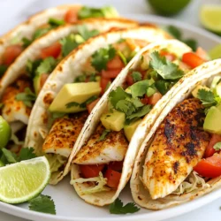 Um schmackhafte Blackened Cajun Fish Tacos zu machen, benötigen Sie die folgenden Zutaten: - 450 g weiße Fischfilets (wie Tilapia oder Mahi-Mahi) - 2 Esslöffel Cajun-Gewürzmischung - 2 Esslöffel Olivenöl - 8 kleine Mais-Tortillas - 1 Tasse fein gehobelter Weißkohl - 1 reife Avocado, in Scheiben geschnitten - ½ Tasse gewürfelte Tomaten - ¼ Tasse frischer Koriander, gehackt - 1 Limette, in Spalten geschnitten - Salz und Pfeffer nach Geschmack Ich empfehle, für diese Tacos weiße Fischfilets zu verwenden. Tilapia und Mahi-Mahi sind perfekt. Diese Fische sind mild im Geschmack und nehmen die Cajun-Gewürze gut auf. Sie sind auch leicht zu finden. Achten Sie darauf, frische Filets zu kaufen. Frische Fische garantieren den besten Geschmack in Ihren Tacos. Die Cajun-Gewürzmischung ist der Schlüssel zu diesem Rezept. Diese Mischung bringt den würzigen Kick, den Sie suchen. Sie können eine fertige Mischung kaufen oder Ihre eigene machen. Eine Mischung aus Paprika, Knoblauchpulver, Zwiebelpulver und Cayennepfeffer funktioniert gut. Wählen Sie eine Mischung, die nicht zu scharf ist, wenn Sie es milder mögen. Achten Sie darauf, die Gewürze gleichmäßig auf dem Fisch zu verteilen, damit jeder Bissen würzig und lecker ist. {{ingredient_image_2}} Zuerst nehme ich die Fischfilets. Ich tupfe sie mit Küchenpapier trocken. So entfernen wir die Feuchtigkeit. Das sorgt für eine knusprige Kruste. Dann bestreue ich die Filets mit Cajun-Gewürzmischung. Achte darauf, dass sie gut bedeckt sind. Nach dem Würzen lasse ich die Filets etwa zehn Minuten ruhen. Die Aromen ziehen in den Fisch ein. Ich erhitze eine gusseiserne Pfanne bei mittlerer bis hoher Hitze. Dann gebe ich das Olivenöl hinein. Wenn das Öl heiß ist, lege ich die gewürzten Fischfilets vorsichtig hinein. Ich brate sie drei bis vier Minuten pro Seite. Der Fisch sollte goldbraun und durchgegart sein. Wenn der Fisch leicht mit einer Gabel auseinanderfällt, ist er perfekt. Während der Fisch brät, erwärme ich die Mais-Tortillas. Ich benutze eine separate Pfanne und stelle die Hitze niedrig ein. Jede Tortilla erwärme ich etwa ein bis zwei Minuten auf jeder Seite. Sie sollten weich und biegsam sein. So lassen sie sich später gut rollen. Nachdem der Fisch fertig ist, nehme ich ihn aus der Pfanne. Ich lasse ihn eine Minute ruhen und zerteile ihn dann in mundgerechte Stücke. Jetzt kann ich die Tacos zusammenstellen. Ich lege eine großzügige Menge gehobelten Kohl auf jede warme Tortilla. Dann füge ich die Portion des zerkleinerten Fisches hinzu. Das Ganze garniere ich mit Avocadoscheiben und gewürfelten Tomaten. Frischer Koriander kommt oben drauf. Zum Schluss serviere ich die Tacos mit Limettenspalten. Der Limettensaft gibt den Tacos einen frischen Kick. Jetzt sind die Tacos bereit zum Genießen! Um eine perfekte Kruste auf dem Fisch zu erzielen, ist Vorbereitung wichtig. Beginne damit, die Fischfilets mit einem Küchentuch trocken zu tupfen. Dies entfernt Feuchtigkeit und hilft, die Kruste knusprig zu machen. Bestreue dann die Filets gleichmäßig mit der Cajun-Gewürzmischung. Achte darauf, dass beide Seiten gut bedeckt sind. Lass die Filets etwa 10 Minuten ruhen, damit die Aromen einziehen. Erhitze dann eine gusseiserne Pfanne, bis das Öl heiß ist. Brate den Fisch 3-4 Minuten pro Seite. Er sollte goldbraun und fest sein. So bekommst du die perfekte Kruste. Wenn du keine Mais-Tortillas magst, gibt es viele Alternativen. Du kannst Weizentortillas verwenden, die weicher sind. Sie sind einfach zu finden und passen gut zu den Tacos. Für eine glutenfreie Option, probiere Reispapier. Weiche das Papier kurz in Wasser ein, um es flexibel zu machen. Du kannst auch Salatblätter verwenden, um eine frische, kalorienarme Version zu kreieren. So hast du viele Möglichkeiten, deinen Taco nach deinem Geschmack zu gestalten. Das Anrichten der Tacos macht Spaß und ist einfach. Beginne mit einer Schicht von fein gehobeltem Weißkohl auf der warmen Tortilla. Er gibt Crunch und Frische. Füge dann die zerkleinerten Fischstücke hinzu. Garnieren kannst du die Tacos mit Avocadoscheiben und gewürfelten Tomaten. Streue frischen Koriander darüber für mehr Geschmack. Serviere die Tacos mit Limettenspalten. Der Limettensaft gibt den Tacos einen spritzigen Kick. Du wirst sehen, wie die Farben und Aromen zusammenkommen. Pro Tipps Fisch trocken tupfen: Stellen Sie sicher, dass die Fischfilets gut abgetrocknet sind, um eine knusprigere Kruste zu erzielen. Cajun-Gewürz einziehen lassen: Lassen Sie die Gewürze mindestens 10 Minuten einziehen, damit der Fisch den vollen Geschmack aufnehmen kann. Richtige Hitze einstellen: Achten Sie darauf, dass das Öl heiß genug ist, bevor Sie den Fisch hinzufügen, um ein optimales Bratergebnis zu erzielen. Tortillas warmhalten: Halten Sie die Tortillas warm, während Sie die Tacos zubereiten, damit sie frisch und flexibel bleiben. {{image_4}} Du kannst verschiedene Fischarten für deine Tacos verwenden. Tilapia und Mahi-Mahi sind großartig, aber versuche auch: - Rotbarsch - Kabeljau - Forelle Jede Fischart hat ihren eigenen Geschmack. Das macht deine Tacos spannend und neu. Wenn du eine vegetarische Option suchst, probiere diese Zutaten: - Gegrillte Zucchini - Geröstete Paprika - Würzige Tofuwürfel Diese Alternativen sind lecker und bieten einen tollen Biss. Sie passen gut zu den Cajun-Gewürzen. Verschönere deine Tacos mit weiteren Belägen und Saucen: - Frischer Limettensaft - Joghurt oder Sauerrahm - Salsa oder scharfe Sauce Die richtigen Beläge machen den Unterschied. Sie bringen frische Aromen und tolle Texturen. Experimentiere und finde deine Lieblingskombination! Bewahre die Reste der Tacos in einem luftdichten Behälter auf. Stelle sicher, dass der Behälter gut verschlossen ist, um die Frische zu erhalten. Die Reste sollten im Kühlschrank gelagert werden. So bleiben die Tacos für bis zu zwei Tage genießbar. Wenn du die Tacos aufwärmen möchtest, mache das vorsichtig. Lege die Tacos in eine Pfanne bei mittlerer Hitze. Erhitze sie für etwa 3-4 Minuten pro Seite. So bleibt die Tortilla knusprig. Du kannst auch den Fisch in der Mikrowelle aufwärmen. Achte darauf, ihn in kurzen Intervallen zu erhitzen, um ein Austrocknen zu vermeiden. Die Zutaten haben verschiedene Haltbarkeiten. Frischer Fisch sollte innerhalb von zwei Tagen nach dem Kauf verwendet werden. Die Tortillas bleiben bis zu zwei Wochen haltbar, wenn sie ungeöffnet sind. Geöffnete Tortillas sollten jedoch innerhalb von fünf Tagen verzehrt werden. Gemüse wie Avocado und Tomaten sind am frischesten, wenn sie am Tag der Zubereitung verwendet werden. Lagere sie an einem kühlen, trockenen Ort, um ihre Haltbarkeit zu verlängern. Um die besten schwarzen Cajun-Fisch-Tacos zu machen, achte auf die Fischqualität. Verwende frische Fischfilets, wie Tilapia oder Mahi-Mahi. Tupfe die Filets trocken, bevor du die Cajun-Gewürzmischung aufträgst. Lass die Gewürze etwa 10 Minuten einziehen. Erhitze dann das Olivenöl in einer Pfanne. Brate den Fisch bei mittlerer bis hoher Hitze für 3-4 Minuten pro Seite. Die richtige Hitze sorgt für eine schöne Kruste. Serviere den Fisch in warmen Tortillas mit frischem Gemüse. Ja, du kannst die Cajun-Gewürzmischung selbst machen. Mische gleiche Teile Paprika, Zwiebelpulver, Knoblauchpulver, und schwarzer Pfeffer. Füge etwas Cayennepfeffer für Schärfe hinzu. Du kannst auch Thymian und Oregano für mehr Geschmack hinzufügen. Diese Mischung ist frisch und genau nach deinem Geschmack. Die Reste der Tacos kannst du in einem luftdichten Behälter im Kühlschrank aufbewahren. Sie bleiben 2-3 Tage frisch. Wenn du die Tacos aufwärmst, mach das vorsichtig in der Pfanne. So bleibt der Fisch zart und die Tortillas knusprig. Du hast gelernt, wie man leckere Cajun-Fisch-Tacos zubereitet. Wir haben die Zutaten, die Zubereitung und nützliche Tipps besprochen. Du kannst verschiedene Fische und sogar vegetarische Varianten verwenden. Denke daran, die Reste richtig zu lagern. Mit diesen einfachen Schritten machst du großartige Tacos. Lass deiner Kreativität freien Lauf und genieße jede Biss!