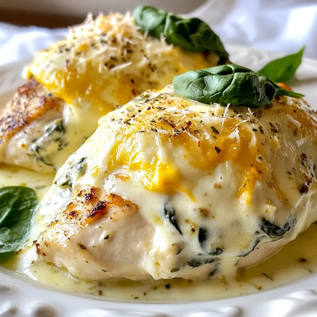 Für dieses Gericht brauchen Sie einige einfache, aber leckere Zutaten: - 4 knochenlose Hühnerbrustfilets ohne Haut - 1 Tasse frischer Spinat, gehackt - 1 Tasse eingelegte Artischockenherzen, abgetropft und grob gehackt - 1 Tasse Frischkäse, weich - 1/2 Tasse Sauerrahm - 1 Tasse geriebener Mozzarella-Käse - 1/2 Tasse geriebener Parmesan-Käse - 3 Knoblauchzehen, fein gehackt - 1 Esslöffel Olivenöl - 1 Teelöffel Paprika - Salz und Pfeffer nach Geschmack Diese Zutaten bringen Geschmack und eine cremige Textur. Um das Gericht noch besser zu machen, können Sie folgende Extras hinzufügen: - Eine Prise Muskatnuss für einen warmen Geschmack - Frische Kräuter wie Petersilie oder Basilikum zur Garnierung - Gegrilltes Gemüse als Beilage für mehr Farbe und Nährstoffe Diese Extras bringen Abwechslung und Frische. Das cremige Spinat-Artischocken-Hühnchen bietet viele Nährstoffe: - Protein: Die Hühnerbrust liefert hochwertiges Protein. - Kalzium: Der Käse gibt Ihnen eine gute Dosis Kalzium. - Eisen: Spinat ist reich an Eisen, was wichtig für die Blutbildung ist. - Vitamine: Artischocken sind voll von Ballaststoffen und Antioxidantien. Diese Nährstoffe unterstützen eine ausgewogene Ernährung und stärken Ihre Gesundheit. {{ingredient_image_2}} Zuerst heize deinen Ofen auf 190°C vor. Das sorgt für eine gleichmäßige Garung. Nimm dann die Hühnerbrustfilets und tupfe sie mit einem Papiertuch trocken. Würze beide Seiten mit Salz und Pfeffer. So erhält das Hähnchen mehr Geschmack. In einer großen Pfanne erhitze 1 Esslöffel Olivenöl bei mittlerer Hitze. Füge 3 fein gehackte Knoblauchzehen hinzu. Sauté den Knoblauch für etwa 1 Minute, bis er duftet. Dann gib 1 Tasse gehackten Spinat und 1 Tasse grob gehackte Artischockenherzen dazu. Koche alles für 2-3 Minuten, bis der Spinat zusammenfällt. In einer großen Schüssel vermische 1 Tasse weichen Frischkäse, 1/2 Tasse Sauerrahm, 1 Tasse geriebenen Mozzarella und 1/2 Tasse geriebenen Parmesan. Füge 1 Teelöffel Paprika, sowie weitere Salz und Pfeffer nach deinem Geschmack hinzu. Rühre, bis alles gut vermischt ist. Anschließend mische die Spinat-Artischocken-Mischung unter die Frischkäse-Mischung, bis alles gut kombiniert ist. Lege die gewürzten Hühnerbrustfilets in eine gefettete Auflaufform. Verteile die cremige Spinat-Artischocken-Mischung gleichmäßig auf jedem Filet. Achte darauf, dass jedes Stück gut bedeckt ist. Backe das Hähnchen im vorgeheizten Ofen 25-30 Minuten lang. Die Innentemperatur sollte 74°C erreichen. Für eine knusprige Oberfläche stelle den Grill für 2-3 Minuten an. Behalte das Hähnchen im Auge, damit es nicht verbrennt. Um die perfekte Konsistenz für cremiges Spinat-Artischocken-Hühnchen zu erreichen, achte auf die Menge des Frischkäses. Verwende einen weichen Frischkäse, damit er sich leicht vermengen lässt. Wenn die Mischung zu dick ist, füge einen Esslöffel Sauerrahm hinzu. Du kannst auch etwas Milch oder Gemüsebrühe verwenden, um die Konsistenz zu verbessern. Achte darauf, dass der Spinat gut zusammengefallen ist, bevor du ihn mit der Käsemischung vermengst. Falls dein Hähnchen zu trocken wird, kann das an der Backzeit liegen. Überprüfe die Innentemperatur regelmäßig. Wenn das Hähnchen zu lange im Ofen ist, wird es trocken. Wenn die Käsemischung nicht gut haftet, kann das an zu wenig Frischkäse liegen. Mische die Zutaten gründlich, um eine gleichmäßige Textur zu erreichen. Wenn du beim Backen eine zu dunkle Oberfläche bemerkst, decke das Gericht mit Alufolie ab. Serviere das Hähnchen auf einer großen Platte, um es festlich aussehen zu lassen. Garniere es mit frischem Spinat und geriebenem Parmesan. Dies bringt Farbe und macht das Gericht einladender. Eine Beilage aus geröstetem Gemüse oder knusprigem Knoblauchbrot passt perfekt dazu. Stelle auch etwas extra Sauerrahm für die Gäste bereit, damit sie nach Belieben nachlegen können. Pro Tipps Hühnchen marinieren: Marinieren Sie das Hühnerfleisch einige Stunden oder über Nacht, um den Geschmack zu intensivieren und das Fleisch zarter zu machen. Frischkäse auf Zimmertemperatur bringen: Lassen Sie den Frischkäse vor der Verwendung auf Zimmertemperatur kommen, damit er sich leichter mit den anderen Zutaten vermischen lässt. Variationen hinzufügen: Experimentieren Sie mit anderen Käsesorten wie Gouda oder Feta für unterschiedliche Geschmäcker in Ihrer cremigen Mischung. Kräuter verwenden: Frische Kräuter wie Basilikum oder Petersilie können das Gericht noch aromatischer machen und eine frische Note hinzufügen. {{image_4}} Wenn du einige Zutaten nicht hast, gibt es viele Alternativen. Du kannst zum Beispiel den Frischkäse durch Ricotta ersetzen. Das gibt dem Gericht eine andere, aber leckere Textur. Auch der Mozzarella kann durch Cheddar ersetzt werden. Das sorgt für einen stärkeren Käsegeschmack. Statt Artischocken kannst du auch schwarze Oliven verwenden. Diese bringen eine salzige Note, die gut passt. Für eine glutenfreie Version verwende einfach glutenfreies Brot, um das Gericht zu servieren. Wenn du eine milchfreie Option suchst, nutze pflanzliche Käsealternativen. Kokoscreme kann auch den Frischkäse ersetzen und gibt eine tolle Cremigkeit. Veganer können das Hähnchen durch Tofu oder Tempeh ersetzen. Diese Proteinquellen nehmen die Aromen gut auf. Zu cremigem Spinat-Artischocken-Hühnchen passen viele Beilagen. Geröstetes Gemüse wie Brokkoli oder Karotten bringt Farbe auf den Teller. Knoblauchbrot ist eine weitere wunderbare Wahl. Es passt perfekt zu der cremigen Sauce. Du kannst auch Reis oder Quinoa servieren. Diese Beilagen machen das Gericht noch sättigender. Nach dem Kochen ist es wichtig, das cremige Spinat-Artischocken-Hühnchen richtig zu lagern. Lassen Sie das Hähnchen zuerst auf Raumtemperatur abkühlen. Danach legen Sie es in einem luftdichten Behälter in den Kühlschrank. So bleibt es frisch. Im Kühlschrank hält es sich bis zu drei Tage. Achten Sie darauf, es gut abzudecken, damit keine Gerüche eindringen. Wenn Sie mehr gemacht haben, als Sie essen können, frieren Sie die Reste ein. Teilen Sie das Hühnchen in Portionen und legen Sie es in Gefrierbeutel oder -behälter. Vergessen Sie nicht, das Datum darauf zu notieren. Im Gefrierfach bleibt das Hähnchen bis zu drei Monate haltbar. So haben Sie immer eine leckere Mahlzeit zur Hand. Um das Hähnchen aufzuwärmen, verwenden Sie den Ofen oder die Mikrowelle. Im Ofen kann es bei 180°C (350°F) für etwa 20 Minuten aufgewärmt werden. Decken Sie es mit Aluminiumfolie ab, damit es nicht austrocknet. In der Mikrowelle erhitzen Sie es in kurzen Intervallen, bis es warm ist. Rühren Sie es zwischendurch um, um eine gleichmäßige Hitze zu garantieren. So bleibt die Creme schön cremig. Das Hähnchen braucht etwa 25-30 Minuten im Ofen. Die Innentemperatur sollte 74°C (165°F) erreichen. Überprüfe die Temperatur mit einem Fleischthermometer. Wenn das Hähnchen nicht ganz durch ist, backe es noch einige Minuten länger. Achte darauf, dass es nicht trocken wird. Ja, frischer Spinat ist perfekt für dieses Gericht. Du kannst 1 Tasse frischen Spinat gehackt verwenden. Er wird beim Kochen schnell zusammenfallen und gibt viel Geschmack. Achte darauf, ihn gut zu waschen und abzutropfen, bevor du ihn in die Pfanne gibst. Wenn du keinen Sauerrahm hast, kannst du griechischen Joghurt verwenden. Er gibt eine ähnliche Cremigkeit und hat einen tollen Geschmack. Auch Crème fraîche ist eine gute Wahl. Beide Optionen halten das Gericht lecker und cremig. In diesem Blogbeitrag haben wir die besten Zutaten für cremiges Spinat-Artischocken-Hühnchen behandelt. Ich habe Ihnen die Zubereitung erklärt und wertvolle Tipps gegeben. Sie können auch Variationen probieren und diese gut lagern. Denken Sie daran, die Konsistenz perfekt zu halten und Ihre Reste richtig zu verwahren. So genießen Sie dieses Gericht immer frisch. Kochen macht Spaß und ich hoffe, Sie probieren es bald aus!