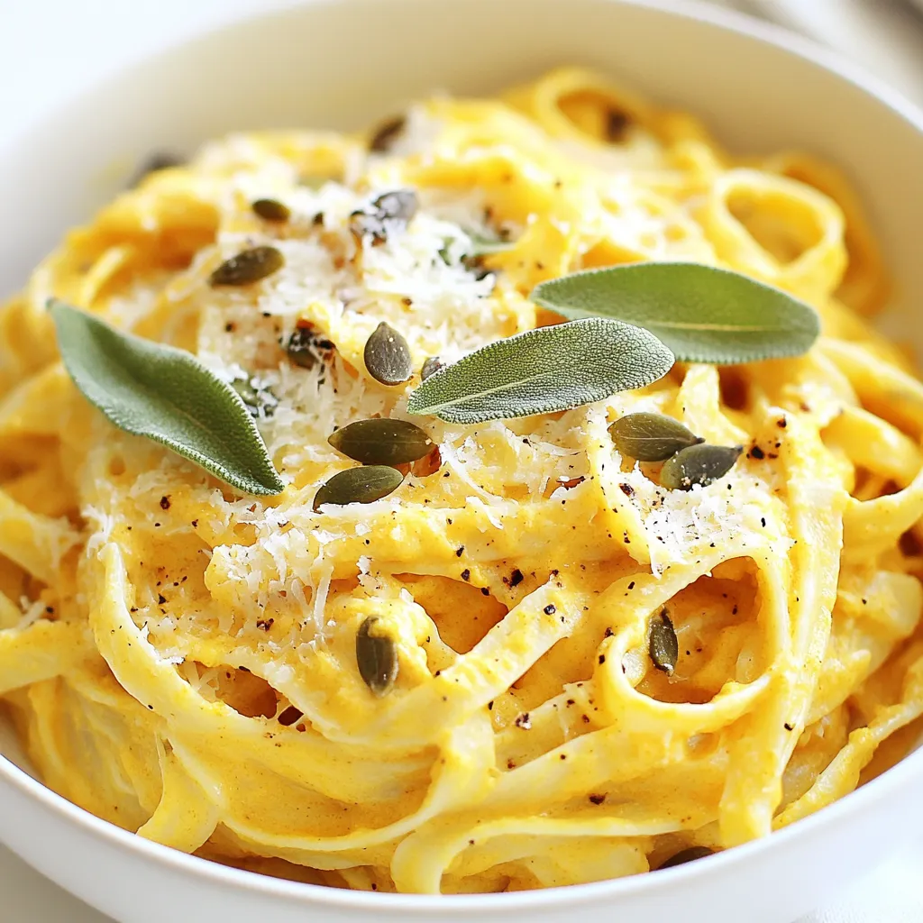 Für die herzhafte Kürbis-Salbei-Pasta brauchst du: - 2 Tassen frische Pasta (Fettuccine oder Tagliatelle) - 1 Tasse Kürbispüree (aus der Dose oder selbstgemacht) - 2 Esslöffel Olivenöl - 1 kleine Zwiebel, fein gehackt - 3 Knoblauchzehen, gehackt - 1 Teelöffel frischer Salbei, gehackt (oder 1/2 Teelöffel getrockneter Salbei) - 1/2 Teelöffel Muskatnuss - 1/2 Tasse Gemüsebrühe - 1/2 Tasse Sahne (oder Kokosnusscreme für eine milchfreie Option) - Salz und Pfeffer nach Geschmack - Geriebener Parmesan oder eine vegane Alternative zum Servieren - Geröstete Kürbiskerne zur Dekoration (optional) Diese Zutaten bringen den vollen Geschmack des Kürbisses und des Salbeis zur Geltung. Die frische Pasta sorgt für eine tolle Textur. Wenn du keine frische Pasta hast, kannst du auch getrocknete Pasta verwenden. Koche sie einfach nach Anleitung auf der Packung. Alternativ kannst du auch glutenfreie Pasta nehmen. Diese schmeckt auch gut mit der Kürbissauce. Wähle ein hochwertiges Kürbispüree für den besten Geschmack. Achte darauf, dass es keinen Zucker oder Zusatzstoffe enthält. Du kannst auch frischen Kürbis verwenden. Koche ihn einfach, püriere ihn und verwende ihn in deinem Rezept. Selbstgemachtes Kürbispüree hat oft einen reicheren Geschmack. {{ingredient_image_2}} Koche die Pasta als ersten Schritt. Nimm einen großen Topf und fülle ihn mit Wasser. Füge eine Prise Salz hinzu. Bring das Wasser zum Kochen. Gib die frische Pasta hinein. Koche sie gemäß der Packungsanweisung, bis sie al dente ist. Das dauert etwa 3 bis 5 Minuten. Bevor du die Pasta abgießt, bewahre dir 1/2 Tasse Nudelwasser auf. Dies hilft später, die Sauce zu binden. Erhitze nun das Olivenöl in einer großen Pfanne bei mittlerer Hitze. Sobald das Öl heiß ist, füge die gehackte Zwiebel hinzu. Brate sie etwa 3 bis 4 Minuten lang, bis sie weich und durchscheinend ist. Jetzt kommt der gehackte Knoblauch dazu. Rühre ihn für 1 Minute ein. Der Duft ist einfach köstlich! Füge dann den frisch gehackten Salbei hinzu. Rühre alles gut um, damit die Aromen sich verbinden. Jetzt ist es Zeit für die Sauce. Gib das Kürbispüree in die Pfanne. Vermische es gut mit den Zwiebeln und dem Knoblauch. Gieße die Gemüsebrühe hinzu und bringe alles zum Kochen. Lass die Mischung sanft köcheln, etwa 5 Minuten. Rühre dann die Sahne und Muskatnuss ein. Koche die Sauce für weitere 5 bis 7 Minuten. Sie wird schön cremig. Wenn die Sauce zu dick wird, füge etwas vom reservierten Nudelwasser hinzu. Die Pasta sollte gut mit der Sauce vermischt werden. Schmecke sie mit Salz und Pfeffer ab. Um perfekte Pasta zu machen, gibt es ein paar wichtige Punkte. Zuerst, koche die Pasta in viel Salzwasser. So wird sie gleichmäßig gar. Der richtige Zeitpunkt ist wichtig. Teste die Pasta vor dem Abgießen. Sie sollte al dente sein, also leicht fest. Wenn du die Pasta zu lange kochst, wird sie matschig. Das ist nicht gut für die Sauce. Bewahre immer etwas Nudelwasser auf. Dieses Wasser ist stärkehaltig und hilft, die Sauce zu binden. Wenn die Sauce zu dick wird, füge ein wenig davon hinzu. Das bringt die gewünschte Konsistenz zurück. Die Sauce ist das Herzstück dieses Gerichts. Beginne mit frischen Zutaten. Zwiebeln und Knoblauch geben viel Geschmack. Brate sie in Olivenöl, bis sie weich sind. Füge dann den Salbei hinzu. Er gibt der Sauce ein tolles Aroma. Das Kürbispüree ist ebenfalls wichtig. Es sollte gut gewürzt sein. Ein Hauch Muskatnuss bringt Wärme. Schmecke die Sauce mit Salz und Pfeffer ab. Probiere sie während des Kochens. So findest du die perfekte Balance. Die Garnitur macht das Gericht besonders. Geriebener Parmesan ist ein Muss. Er gibt einen salzigen, herzhaften Geschmack. Wenn du vegan bist, nutze eine pflanzliche Alternative. Geröstete Kürbiskerne bringen Crunch und Farbe. Streue sie über die Pasta kurz vor dem Servieren. Auch frische Salbeiblätter sind eine hübsche Dekoration. Sie machen das Gericht lebendig und frisch. Pro Tipps Frische Pasta verwenden: Frische Pasta absorbiert Aromen besser als getrocknete Pasta. Wenn möglich, nutze frische Fettuccine oder Tagliatelle für ein optimales Geschmackserlebnis. Kürbispüree selbst machen: Für einen intensiveren Geschmack kannst du Kürbispüree selbst zubereiten, indem du frischen Kürbis röstest und pürierst. Das gibt der Sauce eine frische Note. Variationen der Sahne: Experimentiere mit verschiedenen Sahnealternativen wie Kokosnusscreme oder Hafercreme für eine vegane Option oder um unterschiedliche Geschmäcker zu erzielen. Würze anpassen: Schmecke die Sauce immer vor dem Servieren ab. Je nach Kürbis kann die Süße variieren, sodass du eventuell mehr Salz oder Pfeffer hinzufügen musst, um das Gleichgewicht zu finden. {{image_4}} Wenn du eine vegane Version der Kürbis-Salbei-Sauce machen willst, ersetze die Sahne. Nutze stattdessen Kokosnusscreme. Diese sorgt für eine cremige Textur. Du kannst auch ungesüßte Mandelmilch verwenden. Sie gibt einen milden Geschmack. Vergiss nicht, den Parmesan durch eine vegane Alternative zu ersetzen. Diese Optionen machen das Gericht lecker und pflanzenbasiert. Wenn du eine leichtere Sauce möchtest, verwende griechischen Joghurt. Dieser hat weniger Fett als Sahne. Eine weitere Möglichkeit ist, die Sahne ganz wegzulassen. Nutze mehr Gemüsebrühe für eine dünnere Sauce. Diese Varianten sind gesund und lecker. Du behältst den Kürbisgeschmack bei und machst das Gericht weniger schwer. Um das Gericht bunter zu machen, füge mehr Gemüse hinzu. Spinat passt gut zur Kürbissauce. Du kannst auch sautierte Pilze oder gebratene Zucchini verwenden. Diese Gemüse bringen mehr Textur und Geschmack. Karotten oder Erbsen sind ebenfalls tolle Optionen. So machst du das Gericht noch nährstoffreicher und schmackhafter. Um die Reste der Kürbis-Salbei-Pasta frisch zu halten, lege sie in einen luftdichten Behälter. So bleibt der Geschmack erhalten. Im Kühlschrank hält sich die Pasta bis zu drei Tage. Wenn du länger aufbewahren möchtest, empfiehlt es sich, die Pasta einzufrieren. Portioniere sie in Gefrierbeutel. Achte darauf, möglichst viel Luft zu entfernen, bevor du sie verschließt. Wenn du die Reste aufwärmen möchtest, gehe vorsichtig vor. Erhitze die Pasta in einer Pfanne bei niedriger Hitze. Füge etwas Wasser oder Brühe hinzu, um die Sauce wieder cremig zu machen. Du kannst auch einen Spritzer Olivenöl hinzufügen. So bleibt die Pasta saftig und lecker. Mikrowellen sind auch eine Option, aber sie können die Pasta austrocknen. Die Haltbarkeit der zubereiteten Kürbis-Salbei-Pasta beträgt im Kühlschrank etwa drei Tage. Im Gefrierfach hält sie sich bis zu drei Monate. Achte darauf, die Pasta gut zu verpacken, um Gefrierbrand zu vermeiden. Vor dem Verzehr solltest du die Pasta gründlich erhitzen, um sicherzustellen, dass sie sicher zu essen ist. Die Zubereitungszeit für Kürbis-Salbei-Pasta beträgt etwa 30 Minuten. Du brauchst 15 Minuten für die Vorbereitung und 15 Minuten zum Kochen. Diese schnelle Zeit macht es zu einer perfekten Wahl für ein Abendessen unter der Woche. Es ist einfach und schnell, auch wenn du wenig Zeit hast. Ja, du kannst frischen Salbei durch getrockneten ersetzen. Verwende jedoch weniger, etwa 1/2 Teelöffel. Getrocknete Kräuter sind stärker im Geschmack, also achte darauf, nicht zu viel zu nehmen. Frischer Salbei bringt mehr Aroma, aber der getrocknete kann auch gut schmecken. Zu Kürbis-Salbei-Pasta passen viele Beilagen. Hier sind einige Ideen: - Ein frischer Salat mit Rucola und Parmesan. - Geröstetes Gemüse, wie Zucchini oder Paprika. - Knoblauchbrot, um die Sauce aufzutunken. - Ein einfacher grüner Salat mit Vinaigrette. Diese Beilagen ergänzen die Aromen der Pasta und machen das Essen rundum lecker. In diesem Blogbeitrag haben wir die besten Zutaten für Kürbis-Salbei-Pasta erkundet. Du hast gelernt, wie man die Pasta richtig kocht und die Sauce perfekt würzt. Wir haben häufige Fehler besprochen und Variationen für jede Ernährungsweise vorgestellt. Zum Schluss gab es wichtige Tipps zur Aufbewahrung. Das Zubereiten von Kürbis-Salbei-Pasta ist einfach und macht Spaß. Nutze dieses Wissen, um ein leckeres Gericht zu zaubern, das alle begeistert. Viel Spaß beim Kochen!