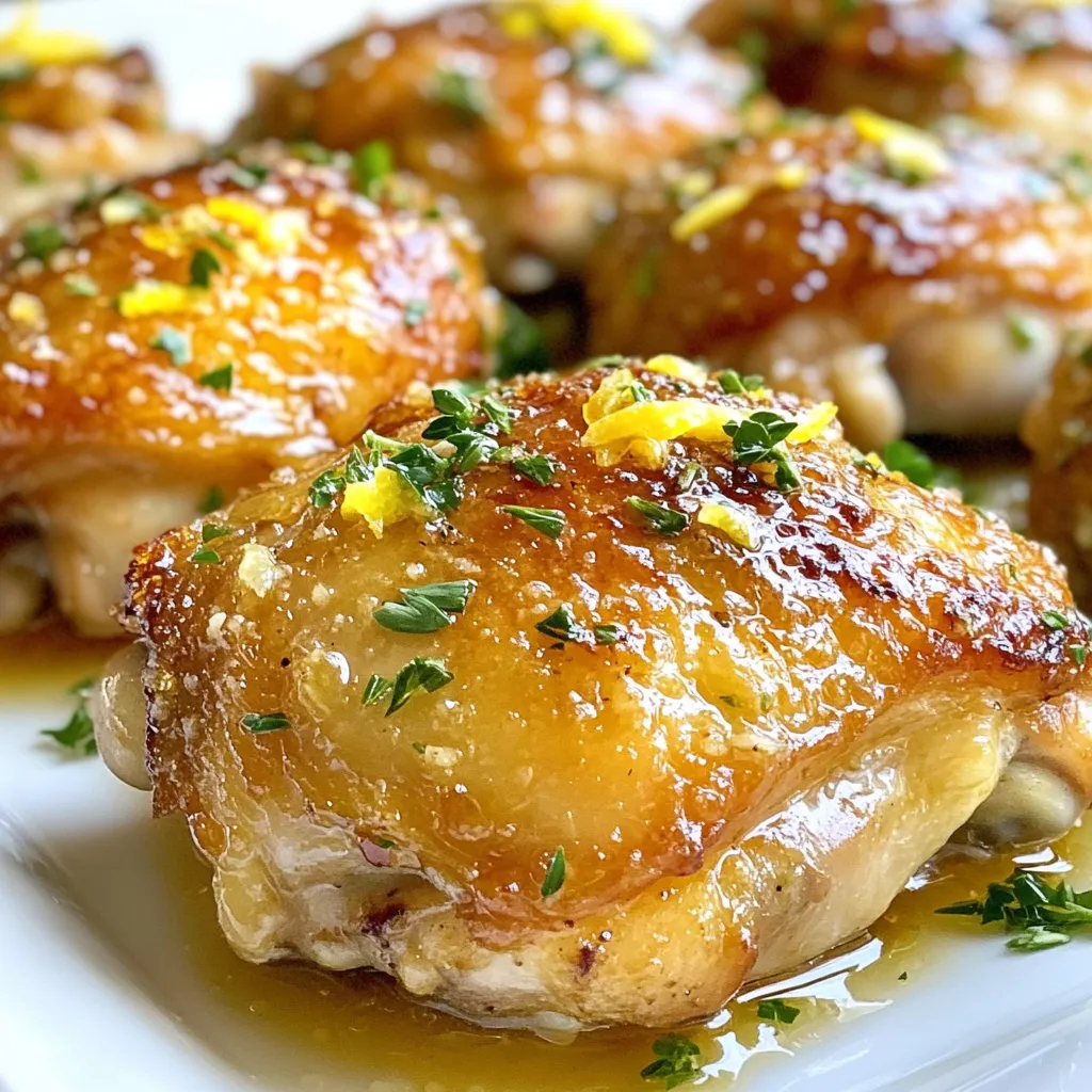 Für mein Rezept benötigst du folgende Hauptzutaten: - 4 Hühnchenschenkel mit Knochen und Haut - 4 Esslöffel ungesalzene Butter - 6 Knoblauchzehen, fein gehackt - 1 Teelöffel frische Thymianblätter (oder ½ Teelöffel getrockneter Thymian) - 1 Esslöffel Zitronensaft - 1 Teelöffel Zitronenschale - Salz und Pfeffer nach Geschmack - 1 Esslöffel Olivenöl Diese Zutaten sind wichtig, um den vollen Geschmack zu erreichen. Die Hühnchenschenkel sorgen für Saftigkeit, während die Butter und der Knoblauch das Gericht reichhaltig machen. Die Gewürze machen den Unterschied. Du verwendest: - Salz und Pfeffer - Geräuchertes Paprikapulver Diese Gewürze bringen die Aromen gut zur Geltung. Das Paprikapulver gibt eine rauchige Note, die perfekt zu Hühnchen passt. Thymian bietet frische Aromen, die das Gericht beleben. Für eine komplette Mahlzeit empfehle ich einige Beilagen: - Reis oder Quinoa - Gedünstetes Gemüse - Knuspriges Brot Diese Beilagen ergänzen das Hühnchen gut. Sie nehmen die köstliche Knoblauchbuttersauce auf und runden das Essen ab. Du kannst auch einen frischen Salat dazu servieren. {{ingredient_image_2}} Beginnen Sie mit der Vorbereitung der Hühnchenschenkel. Tupfen Sie sie mit Küchenpapier trocken. Dies hilft, die Haut knusprig zu machen. Würzen Sie die Hühnchenschenkel großzügig mit Salz, Pfeffer und geräuchertem Paprika. Diese Gewürze geben dem Hühnchen einen tollen Geschmack. Erhitzen Sie das Olivenöl in einer großen Pfanne bei mittlerer bis hoher Hitze. Sobald das Öl heiß ist, legen Sie die Hühnchenschenkel mit der Hautseite nach unten in die Pfanne. Braten Sie sie für 5 bis 7 Minuten, bis die Haut knusprig und goldbraun ist. Wenden Sie dann die Hühnchenschenkel vorsichtig und braten Sie sie weitere 5 Minuten. Reduzieren Sie die Hitze auf mittlere Stufe. Fügen Sie nun die Butter zur Pfanne hinzu. Rühren Sie den fein gehackten Knoblauch und die frischen Thymianblätter ein. Lassen Sie den Knoblauch etwa 1 bis 2 Minuten anschwitzen, bis er aromatisch riecht. Achten Sie darauf, den Knoblauch nicht zu verbrennen. Löffeln Sie die geschmolzene Knoblauchbutter über die Hühnchenschenkel. Träufeln Sie Zitronensaft und streuen Sie die Zitronenschale darauf. Kochen Sie das Hühnchen weitere 10 bis 15 Minuten, bis die Innentemperatur 75°C erreicht. Lassen Sie das Hühnchen 5 Minuten ruhen, bevor Sie es servieren. Garnieren Sie es mit frisch gehackter Petersilie für mehr Farbe und Frische. Um die Haut deiner Hühnchenschenkel knusprig zu machen, beginne mit dem Trocknen. Tupfe die Haut mit einem Küchentuch ab. Das entfernt Feuchtigkeit und hilft, eine gute Kruste zu bekommen. Würze die Haut gut mit Salz und Pfeffer, bevor du sie in die Pfanne legst. Brate die Hautseite zuerst bei mittlerer bis hoher Hitze. Lass sie 5-7 Minuten braten, bis sie goldbraun ist. Diese knusprige Haut sorgt für einen tollen Geschmack. Achte darauf, den Knoblauch nicht zu verbrennen. Füge ihn erst hinzu, wenn das Hühnchen fast gar ist. Lass ihn 1-2 Minuten anschwitzen, bis er duftet. Wenn der Knoblauch braun wird, wird er bitter. Das willst du vermeiden. Die richtige Zeit macht den Unterschied zwischen köstlichem Knoblauchgeschmack und einem unangenehmen Aroma. Die perfekte Garzeit für Hühnchenschenkel beträgt etwa 10-15 Minuten nach dem Wenden. Achte darauf, die Innentemperatur zu überprüfen. Sie sollte mindestens 75°C betragen. Verwende ein Fleischthermometer, um sicherzugehen. So bekommst du saftiges und zartes Hühnchen. Lass das Hühnchen danach 5 Minuten ruhen. Das hilft, die Säfte im Fleisch zu halten. Pro Tipps Hühnchen trocknen: Tupfen Sie die Hühnchenschenkel vor dem Würzen gut trocken, um eine knusprige Haut zu garantieren. Butter schmelzen: Achten Sie darauf, die Butter bei mittlerer Hitze zu schmelzen, damit der Knoblauch nicht verbrennt. Innentemperatur prüfen: Verwenden Sie ein Fleischthermometer, um sicherzustellen, dass das Hühnchen eine Innentemperatur von 75°C erreicht hat. Frische Kräuter: Garnieren Sie das Gericht kurz vor dem Servieren mit frisch gehackter Petersilie für zusätzliche Frische und Farbe. {{image_4}} Wenn Sie mit dem Rezept kreativ werden möchten, probieren Sie andere Gewürze und Kräuter. Rosmarin bringt einen frischen Geschmack. Oregano oder Basilikum sind ebenfalls tolle Optionen. Verwenden Sie frische Kräuter, wenn möglich. Sie geben dem Gericht mehr Aroma. Für eine Low-Carb-Variante können Sie das Hühnchen einfach mit mehr Gemüse servieren. Zucchini, Blumenkohl oder Brokkoli passen gut. Anstelle von Beilagen mit Stärke nutzen Sie diese gesunden Optionen. Sie halten das Gericht leicht und lecker. Sie können das Hühnchen auch grillen oder im Backofen zubereiten. Beim Grillen bekommen die Hühnchenschenkel ein rauchiges Aroma. Legen Sie sie auf den Grill und wenden Sie sie regelmäßig. Für den Backofen legen Sie das Hühnchen auf ein Blech und backen es bei 200 Grad. Beide Methoden bringen viel Geschmack. Wenn Sie Knoblauch-Butter-Hühnchenschenkel übrig haben, lagern Sie sie im Kühlschrank. Wickeln Sie das Hühnchen in Folie oder legen Sie es in einen luftdichten Behälter. So bleibt es saftig. Die Reste halten sich bis zu drei Tage. Um Hühnchenschenkel einzufrieren, lassen Sie sie zuerst abkühlen. Wickeln Sie die Hühnchenhälften gut ein. Verwenden Sie Gefrierbeutel oder Behälter. Beschriften Sie die Beutel mit dem Datum. So behalten Sie den Überblick. Die gefrorenen Hühnchenschenkel sind bis zu drei Monate haltbar. Zum Erwärmen empfehle ich, das Hühnchen im Ofen zu machen. Legen Sie die Hühnchenschenkel auf ein Backblech. Decken Sie sie mit Folie ab, um das Austrocknen zu verhindern. Erwärmen Sie das Hühnchen bei 180°C für etwa 20 Minuten. Alternativ können Sie die Reste in der Mikrowelle erwärmen. Achten Sie darauf, sie gleichmäßig zu erhitzen. Hühnchenschenkel benötigen insgesamt etwa 25 bis 30 Minuten zum Garen. Zuerst braten Sie sie 5 bis 7 Minuten auf der Hautseite an. Dann wenden Sie sie und braten sie weitere 5 Minuten. Nach dem Hinzufügen der Butter und des Knoblauchs lassen Sie sie 10 bis 15 Minuten bei mittlerer Hitze garen. Achten Sie darauf, dass die Innentemperatur 75 °C erreicht. So wird das Hühnchen saftig und zart. Ja, Sie können die Knoblauchbutter im Voraus zubereiten. Mischen Sie einfach die geschmolzene Butter mit dem gehackten Knoblauch und den Thymianblättern. Lassen Sie die Mischung abkühlen und bewahren Sie sie in einem luftdichten Behälter im Kühlschrank auf. So haben Sie sie bereit, wenn Sie das Hühnchen braten. Verwenden Sie die Butter innerhalb von 3 bis 5 Tagen für den besten Geschmack. Ja, Sie können dieses Rezept auch mit Hähnchenbrust machen. Hähnchenbrust ist jedoch magerer als Hühnchenschenkel. Sie müssen die Garzeit anpassen. Braten Sie die Bruststücke etwa 6 bis 8 Minuten auf jeder Seite an. Überprüfen Sie ebenfalls die Innentemperatur, um sicherzustellen, dass sie 75 °C erreicht. Auf diese Weise bleibt das Fleisch saftig und zart. Das Knoblauch-Butter-Hühnchenschenkel-Rezept ist einfach und lecker. Wir haben die Hauptzutaten, Gewürze und passende Beilagen besprochen. Die Schritt-für-Schritt-Anleitung zeigt, wie du das Hühnchen perfekt zubereitest. Tipps helfen dir, die Haut knusprig zu machen und den Knoblauch richtig zu braten. Du hast auch Variationen und Lagerinformationen erhalten. Experimentiere mit neuen Gewürzen und Methoden, um das Gericht zu verfeinern. Jetzt bist du bereit, köstliche Hühnchenschenkel zuzubereiten!