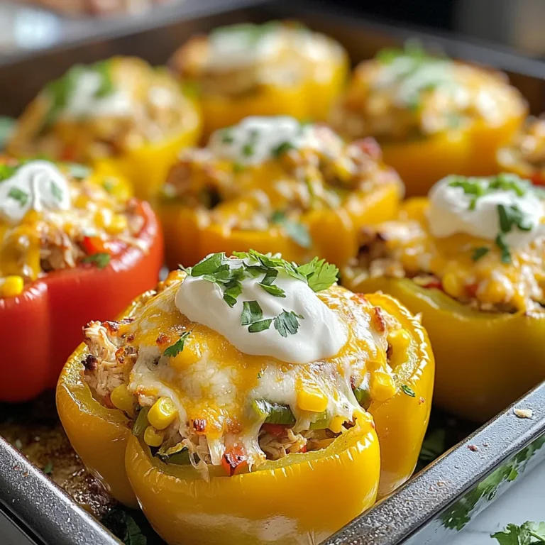 Für dieses Rezept brauchst du einige Hauptzutaten. Sie geben dem Gericht Geschmack und Textur. Hier sind die wichtigsten Zutaten: - 4 große Paprika (rot, gelb oder grün) - 2 Tassen gekochte Hühnerbrust, zerrupft - 1 mittelgroße Zwiebel, in Scheiben geschnitten - 1 mittelgroße Zucchini, gewürfelt - 1 Tasse Mais (frisch oder aus der Dose) Mit diesen Zutaten bereitest du die Füllung vor. Die Paprika sind die perfekte Hülle für die leckere Mischung. Die Gewürze machen das Gericht besonders. Sie verleihen den Hühnchen-Fajita gefüllten Paprika den richtigen Kick. Hier sind die Gewürze, die du benötigst: - 1 Teelöffel Chili-Pulver - 1 Teelöffel Paprika - 1 Teelöffel Kreuzkümmel - 1 Teelöffel Knoblauchpulver - Salz und Pfeffer nach Geschmack Diese Gewürze machen dein Gericht würzig und aromatisch. Sie bringen die Aromen der Zutaten gut zur Geltung. Käse ist ein wichtiger Teil des Rezepts. Er sorgt für Cremigkeit und Geschmack. Du kannst verschiedene Käsesorten verwenden. Hier sind einige Vorschläge: - 1 Tasse geriebener Käse (Cheddar oder eine mexikanische Käsemischung) Cheddar gibt einen kräftigen Geschmack. Die mexikanische Käsemischung bringt eine interessante Note. Experimentiere mit deinem Lieblingskäse! {{ingredient_image_2}} Heize deinen Ofen auf 190°C vor. Nimm die großen Paprika. Du kannst rote, gelbe oder grüne wählen. Schneide die Oberseiten ab und entferne die Kerne. Das macht die Paprika bereit zum Füllen. Bestreiche die Außenseiten leicht mit Olivenöl. Lege sie in eine Auflaufform, damit sie gleichmäßig garen. Erhitze in einer großen Pfanne bei mittlerer Hitze etwas Olivenöl. Füge die Zwiebelscheiben und die gewürfelte Zucchini hinzu. Brate sie etwa 5 Minuten lang. Sie sollten weich sein. Jetzt kommt das zerrupfte Hühnchen dazu. Füge auch den Mais und die Gewürze hinzu: Chili-Pulver, Paprika, Kreuzkümmel und Knoblauchpulver. Rühre alles gut um. Koche die Mischung weitere 3-4 Minuten. Sie sollte gut durchwärmt sein. Nimm die Pfanne vom Herd und rühre die Hälfte des Käses unter. Jetzt ist es Zeit, die Paprika zu füllen. Nimm jede vorbereitete Paprika und drücke die Hühnermischung gut hinein. Bestreue jede gefüllte Paprika mit dem restlichen Käse. Decke die Auflaufform mit Aluminiumfolie ab. Backe die Paprika 25 Minuten lang im Ofen. Danach entferne die Folie und backe sie weitere 10-15 Minuten. Sie sind fertig, wenn die Paprika zart sind und der Käse goldbraun ist. Lasse sie kurz abkühlen, bevor du sie servierst. Ein häufiger Fehler ist, die Paprika nicht gut vorzubereiten. Entferne die Kerne und die Membran gründlich. Wenn du die Paprika nicht gut vorbereitest, wird die Füllung ungleichmäßig. Ein weiterer Fehler ist, die Hühnermischung nicht genug zu würzen. Verwende die angegebenen Gewürze und schmecke es ab. Zu viel Flüssigkeit in der Mischung macht die Paprika matschig. Achte darauf, dass die Mischung nicht zu feucht ist. Zu Hühnchen-Fajita gefüllten Paprika passen viele Beilagen. Reis oder Quinoa sind großartige Optionen. Sie bieten eine schöne Basis. Ein frischer Salat mit Koriander und Limette bringt frische Aromen. Auch Tortilla-Chips mit Salsa sind beliebt. Sie sorgen für einen knusprigen Kontrast. Resteverwertung ist wichtig, um Lebensmittel zu sparen. Du kannst die Füllung in Tacos oder Burritos verwenden. Sie sind eine schnelle und leckere Option. Eine andere Idee ist, die Füllung in einem Auflauf zu verwenden. Mische sie mit Nudeln und Backe alles zusammen. Wenn du Reste hast, lagere sie in einem luftdichten Behälter. So bleiben sie frisch und lecker. Pro Tipps Wahl der Paprika: Verwende eine Mischung aus roten, gelben und grünen Paprika für eine bunte und ansprechende Präsentation. Käsevariationen: Experimentiere mit verschiedenen Käsesorten wie Gouda oder Monterey Jack für unterschiedliche Geschmäcker! Zusätzliche Gewürze: Füge frische Jalapeños oder andere Gewürze hinzu, um den Fajita-Geschmack noch intensiver zu gestalten. Vorkochen: Bereite die Füllung im Voraus vor und fülle die Paprika erst kurz vor dem Backen, um Zeit zu sparen! {{image_4}} Um eine vegetarische Version zu machen, ersetze das Hühnchen. Nutze stattdessen schwarze Bohnen oder Quinoa. Diese Zutaten geben dir Protein und einen tollen Geschmack. Du kannst auch mehr Gemüse hinzufügen. Zucchini, Pilze und Spinat sind eine gute Wahl. Achte darauf, die Gewürze gut zu mischen, um den Fajita-Geschmack zu bewahren. Die Gewürze sind wichtig für den Geschmack. Du kannst das Chili-Pulver reduzieren, wenn du es milder magst. Für mehr Schärfe füge eine Prise Cayennepfeffer hinzu. Wenn du es süßer magst, probiere etwas Paprika oder sogar einen Hauch von Honig. Experimentiere mit Kräutern wie Oregano oder Basilikum. So findest du deinen perfekten Geschmack. Lass deiner Kreativität freien Lauf! Fülle die Paprika mit Reis, Linsen oder sogar Käse. Füge Oliven oder Jalapeños hinzu für einen besonderen Kick. Du kannst auch eine Mischung aus verschiedenen Käsesorten verwenden. Versuche, verschiedene Gemüse wie Auberginen oder Brokkoli zu integrieren. Jede Füllung bringt eine neue Note in dein Gericht. Um gefüllte Paprika frisch zu halten, lege sie in einen luftdichten Behälter. Du kannst sie im Kühlschrank aufbewahren. Sie bleiben dort bis zu drei Tage gut. Achte darauf, die Paprika nicht zu stapeln, um Druckstellen zu vermeiden. Wenn du sie länger aufbewahren möchtest, ist das Einfrieren eine gute Option. Um die gefüllten Paprika einzufrieren, lasse sie zuerst abkühlen. Wickele jede Paprika in Frischhaltefolie und lege sie in einen Gefrierbeutel. So bleiben sie bis zu drei Monate frisch. Wenn du sie später verwenden möchtest, nimm sie einfach aus dem Gefrierfach und lasse sie im Kühlschrank auftauen. Dies kann einige Stunden oder über Nacht dauern. Wenn du die gefüllten Paprika aufwärmst, benutze den Ofen für das beste Ergebnis. Heize den Ofen auf 180°C vor. Lege die gefüllten Paprika in eine Auflaufform und decke sie mit Aluminiumfolie ab. So bleiben sie saftig. Backe sie etwa 20 Minuten lang, bis sie durchgewärmt sind. Alternativ kannst du die Paprika auch in der Mikrowelle aufwärmen. Stelle sicher, dass du sie in einem mikrowellengeeigneten Behälter aufwärmst. Gefüllte Paprika halten sich gut im Kühlschrank. Du kannst sie bis zu 4 Tage lagern. Stelle sicher, dass sie in einem luftdichten Behälter sind. So bleibt der Geschmack frisch. Wenn du sie länger aufbewahren möchtest, friere sie ein. Ja, das Grillen von gefüllten Paprika ist eine tolle Idee! Heize deinen Grill vor und bereite die Paprika wie beschrieben vor. Wickel sie in Alufolie, um das Austrocknen zu verhindern. Grille sie bei mittlerer Hitze für etwa 30-40 Minuten. So erhältst du ein rauchiges Aroma. Ja, dieses Rezept ist leicht glutenfrei. Achte darauf, dass die Gewürze und der Käse glutenfrei sind. Viele Marken bieten glutenfreie Optionen an. Du kannst auch Quinoa oder Reis als Füllung verwenden, um mehr Textur zu bieten. Diese Anleitung zeigt dir, wie du Hühnchen-Fajita gefüllte Paprika zubereitest. Wir haben die Hauptzutaten, Gewürze und Käsevariationen besprochen. Dabei gab es wichtige Tipps, um gängige Fehler zu vermeiden. Du kannst die Rezeptvariationen ausprobieren oder die Paprika richtig lagern. Das macht deine Gerichte noch besser. Denke daran, Kreativität in die Füllungen zu bringen. So bleibst du flexibel und kannst jeden Geschmack treffen. Viel Spaß beim Kochen und Experimentieren!