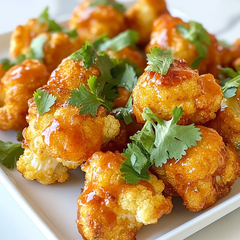 Für die Buffalo Blumenkohl Bissen brauchst du folgende Hauptzutaten: - 1 große Blumenkohl, in Röschen - 1 Tasse Allzweckmehl (oder glutenfreies Mehl) - 1 Tasse ungesüßte Mandelmilch (oder andere pflanzliche Milch) Diese Zutaten sind wichtig, um die Basis für die Bissen zu schaffen. Der Blumenkohl ist gesund und bietet eine tolle Textur. Das Mehl und die Mandelmilch bilden den Teig, der die Röschen umhüllt und sie knusprig macht. Die richtigen Gewürze machen den Unterschied: - 1 Teelöffel Knoblauchpulver - 1 Teelöffel Zwiebelpulver - 1 Teelöffel geräuchertes Paprikapulver - 1/2 Teelöffel Salz - 1 Tasse Buffalo-Sauce (nach Geschmack) Diese Gewürze fügen viel Geschmack hinzu. Die Buffalo-Sauce sorgt für die typische Schärfe. Du kannst die Menge anpassen, je nach deinem Geschmack. Du kannst verschiedene Mehle und Milchsorten nutzen: - Glutenfreies Mehl ist eine gute Wahl für Allergiker. - Kokosmilch kann die Mandelmilch ersetzen, wenn du einen süßeren Geschmack magst. Denke daran, dass die Wahl der Zutaten den Geschmack beeinflusst. Experimentiere mit verschiedenen Sorten, um deine perfekten Buffalo Blumenkohl Bissen zu finden. {{ingredient_image_2}} Heize deinen Ofen auf 230°C (450°F) vor. Lege ein Backblech mit Backpapier aus. Das Backpapier hilft, die Bissen knusprig zu machen. In einer großen Schüssel mische eine Tasse Allzweckmehl mit einer Tasse ungesüßter Mandelmilch. Füge einen Teelöffel Knoblauchpulver, einen Teelöffel Zwiebelpulver, einen Teelöffel geräuchertes Paprikapulver und einen halben Teelöffel Salz hinzu. Rühre alles gut um, bis der Teig glatt ist. Nimm einen großen Blumenkohl und teile ihn in mundgerechte Röschen. Tauche jedes Röschen in den Teig. Achte darauf, dass jedes Stück gut bedeckt ist. Lass den überschüssigen Teig abtropfen, bevor du die Röschen auf das Backblech legst. Ordne die beschichteten Blumenkohlstücke in einer einzigen Schicht auf dem Backblech an. Backe sie für 20 Minuten, bis sie goldbraun und knusprig sind. Während der Blumenkohl bäckt, bereite die Buffalo-Sauce vor. Mische in einer kleinen Schüssel eine Tasse Buffalo-Sauce mit zwei Esslöffeln geschmolzener veganer Butter, falls gewünscht. Rühre gut um, bis alles vermischt ist. Nimm den Blumenkohl aus dem Ofen. Beträufle oder werfe die gebackenen Röschen mit der Buffalo-Sauce. Lege sie zurück in den Ofen und backe sie weitere 10 Minuten. So wird die Sauce fest und die Bissen werden noch knuspriger. Lass die Bissen kurz abkühlen. Garniere sie mit frischem Koriander oder Petersilie, bevor du sie servierst. Um deine Blumenkohlbissen perfekt knusprig zu machen, beachte einige wichtige Punkte: - Mehlwahl: Verwende Allzweckmehl oder glutenfreies Mehl. Beides funktioniert gut. - Teigkonsistenz: Achte darauf, dass der Teig nicht zu flüssig ist. Er sollte dick genug sein. - Backpapier: Nutze Backpapier, damit die Bissen nicht festkleben. Das hilft auch bei der Reinigung. - Einzelne Schicht: Lege die Blumenkohlröschen in einer einzigen Schicht auf das Blech. Das sorgt für gleichmäßige Hitze. - Ruhen lassen: Lass die Bissen vor dem zweiten Backen etwas abkühlen. So wird die Sauce knuspriger. Die Buffalo-Sauce macht den Unterschied. Hier sind meine Tipps für die perfekte Sauce: - Qualität der Sauce: Nutze eine gute Buffalo-Sauce. Das verbessert den Geschmack. - Butter hinzufügen: Geschmolzene vegane Butter macht die Sauce reichhaltiger. Sie hilft auch, die Sauce besser am Blumenkohl zu halten. - Würzen nach Geschmack: Probiere die Sauce aus und passe sie an. Magst du es schärfer? Füge mehr Sauce hinzu. Die Präsentation macht viel aus. Hier sind einige Ideen: - Große Platte: Serviere die Blumenkohlbissen auf einer großen Platte. Das sieht toll aus. - Beilagen: Ergänze die Platte mit Selleriesticks. Sie passen gut zur Buffalo-Sauce. - Dip-Schalen: Stelle eine Schale mit Ranch- oder Blauschimmelkäse-Dressing bereit. Das macht das Essen noch besser. - Frische Kräuter: Garniere die Bissen mit frischem Koriander oder Petersilie. Sie bringen Farbe und Frische. Pro Tipps Die richtige Blumenkohlsorte: Wählen Sie einen frischen, festen Blumenkohl ohne braune Flecken für die besten Ergebnisse. Teigkonsistenz: Stellen Sie sicher, dass der Teig nicht zu dick oder zu flüssig ist, um eine gleichmäßige Beschichtung des Blumenkohls zu gewährleisten. Knusprigkeit erhöhen: Für extra knusprige Bissen können Sie die Blumenkohlröschen vor dem Backen leicht mit Maisstärke bestäuben. Variationen ausprobieren: Experimentieren Sie mit verschiedenen Gewürzen und Saucen, um neue Geschmäcker zu entdecken und Ihre Buffalo-Blumenkohl-Bissen zu personalisieren. {{image_4}} Ich liebe es, diese Buffalo Blumenkohl Bissen vegan zuzubereiten. Du kannst die Butter einfach weglassen oder durch eine pflanzliche Butter ersetzen. So bleibt die Rezeptur rein pflanzlich. Verwende ungesüßte Mandelmilch oder jede andere pflanzliche Milch. Das gibt dir die perfekte Basis. Der Geschmack bleibt trotzdem intensiv und köstlich. Für eine glutenfreie Version nutze glutenfreies Mehl. Es gibt viele gute Marken im Handel. Du kannst auch Mandel- oder Kokosmehl ausprobieren. Beide Mehle bringen einen feinen Geschmack mit. Achte darauf, dass die anderen Zutaten auch glutenfrei sind. So bleibt dein Gericht sicher und lecker. Ich finde, es macht Spaß, mit verschiedenen Aromen zu spielen. Für asiatische Bissen kannst du Sojasauce und Ingwer hinzufügen. Das gibt einen tollen Kick. Für BBQ-Style, mische BBQ-Sauce mit der Buffalo-Sauce. Probiere auch, etwas Honig oder Agavensirup für Süße hinzuzufügen. So kannst du die Bissen nach deinem Geschmack anpassen. Um die Reste Ihrer Buffalo Blumenkohl Bissen gut zu lagern, sollten Sie sie zuerst abkühlen lassen. Legen Sie die Bissen dann in einen luftdichten Behälter. Dazu können Sie auch etwas Küchenpapier verwenden, um die Feuchtigkeit zu reduzieren. So bleiben die Bissen knusprig und frisch. Lagern Sie sie im Kühlschrank. Wenn Sie die Bissen aufwärmen möchten, empfehle ich, den Ofen zu nutzen. Heizen Sie ihn auf 180°C vor. Legen Sie die Bissen auf ein Backblech und backen Sie sie für etwa 10 Minuten. So bleiben sie knusprig. Mikrowelle kann die Bissen weich machen, also vermeiden Sie das. Im Kühlschrank halten sich die Buffalo Blumenkohl Bissen etwa 3 bis 4 Tage. Im Gefrierschrank können sie bis zu 3 Monate aufbewahrt werden. Achten Sie darauf, sie gut einzupacken, um Gefrierbrand zu vermeiden. Lassen Sie die Bissen im Kühlschrank auftauen, bevor Sie sie aufwärmen. Um die Blumenkohlbissen knuspriger zu machen, gibt es einige Tipps. Erstens, verwenden Sie weniger Flüssigkeit im Teig. Eine dickere Schicht Teig sorgt für mehr Knusprigkeit. Zweitens, backen Sie die Bissen bei höherer Temperatur. Ein heißer Ofen hilft, die Außenseite schnell zu bräunen. Drittens, lassen Sie die Röschen nach dem Eintauchen ein wenig ruhen. So kann der Teig fester werden, bevor sie in den Ofen kommen. Zu Buffalo Blumenkohl Bissen passen viele Dips. Klassischer Ranch-Dip ist sehr beliebt. Er bietet einen kühlen Kontrast zum scharfen Blumenkohl. Blauschimmelkäse-Dressing ist eine weitere tolle Wahl. Es ergänzt die würzige Buffalo-Sauce perfekt. Für eine gesunde Option probieren Sie Hummus oder Guacamole. Diese Dips bringen frische Aromen und eine cremige Textur. Ja, Sie können die Buffalo-Blumenkohl Bissen im Airfryer zubereiten. Stellen Sie die Temperatur auf etwa 200°C ein. Legen Sie die Röschen in einer einzigen Schicht in den Korb. Backen Sie sie für etwa 15 Minuten. Schütteln Sie den Korb nach der Hälfte der Zeit, damit sie gleichmäßig garen. So erhalten Sie eine tolle Knusprigkeit ohne viel Öl. Buffalo Blumenkohl Bissen sind einfach und lecker. In diesem Artikel habe ich die Zutaten, die Zubereitung und hilfreiche Tipps erklärt. Du hast nun die Basis für knusprige Bissen und kannst mit verschiedenen Saucen und Mehlen experimentieren. Denk daran, die Reste richtig zu lagern, um lange Freude daran zu haben. Egal, ob vegan oder glutenfrei, die Variationen sind endlos. Probiere es aus und entdecke neue Geschmackserlebnisse. Mach jeden Bissen zu einem Highlight!