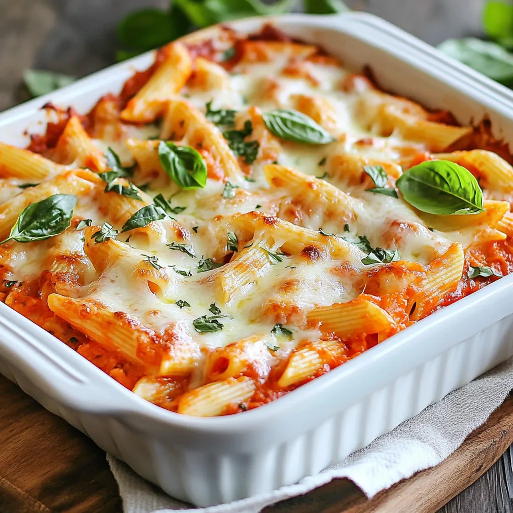 Für diesen leckeren Auflauf brauchst du folgende Hauptzutaten: - 300g Penne-Nudeln - 2 Esslöffel Olivenöl - 3 Knoblauchzehen, klein gehackt - 1 Dose (400g) gestückelte Tomaten - 200g frischer Mozzarella-Käse, gewürfelt - 1/4 Tasse frische Basilikumblätter, zerrissen - 1/4 Tasse geriebener Parmesan-Käse Diese Zutaten sind leicht zu finden. Die Kombination macht das Gericht einfach und lecker. Um den Geschmack zu verbessern, verwende diese Gewürze: - 1 Teelöffel getrockneter Oregano - Salz und Pfeffer nach Geschmack Zusätzlich kannst du mit verschiedenen Käsesorten spielen. Wenn du keinen Mozzarella magst, probiere Gouda oder Cheddar. Sie geben einen anderen, aber köstlichen Geschmack. Möchtest du etwas anderes probieren? Hier sind ein paar Ideen: - Füge frisches Gemüse wie Spinat oder Zucchini hinzu. - Verwende Hähnchen oder Wurst für mehr Protein. - Ein Esslöffel Balsamico-Glasur am Ende macht das Gericht besonders. So kannst du deinen Margherita Pasta Auflauf nach deinem Geschmack anpassen und kreativ werden! {{ingredient_image_2}} Zuerst heizen Sie den Ofen auf 180°C vor. Nehmen Sie dann einen großen Topf und füllen ihn mit gesalzenem Wasser. Bringen Sie das Wasser zum Kochen. Fügen Sie 300g Penne-Nudeln hinzu und kochen Sie sie nach Packungsanweisung, bis sie al dente sind. Das dauert etwa 8-10 Minuten. Gießen Sie die Nudeln ab und stellen Sie sie beiseite. Jetzt nehmen Sie eine große Pfanne. Erhitzen Sie 2 Esslöffel Olivenöl bei mittlerer Hitze. Fügen Sie 3 klein gehackte Knoblauchzehen hinzu und braten Sie sie 1-2 Minuten lang an. Achten Sie darauf, dass der Knoblauch nicht anbrennt, da er bitter wird. Danach geben Sie eine Dose (400g) gestückelte Tomaten und 1 Teelöffel getrockneten Oregano dazu. Würzen Sie die Mischung mit Salz und Pfeffer nach Geschmack. Lassen Sie die Sauce etwa 5 Minuten köcheln, damit sie etwas dickflüssig wird. Jetzt mischen Sie die gekochten Penne-Nudeln in die Pfanne. Rühren Sie alles gut um, bis die Nudeln vollständig mit der Sauce überzogen sind. Die Sauce ist ein wichtiger Teil des Gerichts. Achten Sie darauf, dass die Tomaten frisch und von guter Qualität sind. Wenn Sie frische Tomaten verwenden, blanchieren Sie sie zuerst für eine bessere Hautentfernung. Der Oregano bringt einen schönen Geschmack. Sie können auch frischen Oregano verwenden. Dieser muss jedoch am Ende hinzugefügt werden, um den besten Geschmack zu erzielen. Wenn die Sauce zu sauer ist, fügen Sie etwas Zucker hinzu. Um eine goldene Oberseite zu erreichen, streuen Sie 1/4 Tasse geriebenen Parmesan-Käse gleichmäßig über die Nudeln. Backen Sie den Auflauf für 25-30 Minuten im vorgeheizten Ofen. Achten Sie darauf, dass der Käse sprudelnd und goldbraun aussieht. Nach dem Backen lassen Sie den Auflauf einige Minuten abkühlen. Wenn Sie möchten, können Sie ihn mit 1 Esslöffel Balsamico-Glasur beträufeln. Dies verleiht zusätzlichen Geschmack und eine schöne Präsentation. Ein häufiger Fehler ist, die Nudeln zu lange zu kochen. Kochen Sie die Penne-Nudeln nur bis sie al dente sind. Das gibt der Pasta mehr Biss und verhindert, dass sie im Auflauf matschig werden. Ein weiterer Fehler ist, zu viel Salz in die Soße zu geben. Schmecken Sie die Soße ab, bevor Sie mehr hinzufügen. Die Soße sollte leicht eindicken, bevor Sie die Nudeln hinzufügen. Lassen Sie sie 5 Minuten köcheln. Wenn die Soße zu dick ist, können Sie etwas Wasser oder Brühe hinzufügen. Achten Sie darauf, die Nudeln gut mit der Soße zu vermischen. So nimmt die Pasta den vollen Geschmack auf. Verwenden Sie frische Kräuter für mehr Geschmack. Basilikum ist hier der Star. Fügen Sie mehr Oregano hinzu, wenn Sie es würziger mögen. Sie können auch etwas Chilipulver für eine scharfe Note nutzen. Das macht den Auflauf noch leckerer. Experimentieren Sie und finden Sie Ihre perfekte Mischung! Pro Tipps Käse frisch halten: Verwenden Sie frischen Mozzarella anstelle von vorverpacktem, um ein cremigeres und schmelzenderes Ergebnis zu erzielen. Würze anpassen: Experimentieren Sie mit zusätzlichen Kräutern wie frischem Thymian oder Rosmarin für extra Geschmack in Ihrer Soße. Vegetarische Option: Fügen Sie gegrilltes Gemüse wie Zucchini oder Auberginen hinzu, um das Gericht noch nahrhafter zu machen. Vorbereitung im Voraus: Bereiten Sie den Auflauf im Voraus vor und lagern Sie ihn im Kühlschrank, bis Sie ihn backen möchten, um Zeit zu sparen. {{image_4}} Wenn du eine vegane Version des Margherita Pasta Auflaufs machen möchtest, ist das einfach. Du kannst die folgenden Zutaten verwenden: - Pasta: Stelle sicher, dass die Penne-Nudeln ohne Ei sind. Viele Marken bieten solche an. - Mozzarella: Verwende veganen Käse. Es gibt viele gute Optionen aus Nüssen oder Soja. - Parmesan: Ersetze den Parmesan durch Hefeflocken. Sie geben einen ähnlichen Geschmack. - Balsamico-Glasur: Achte darauf, dass sie vegan ist. Viele sind das, aber überprüfe die Zutaten. Diese Änderungen machen deinen Auflauf lecker und pflanzenbasiert. Möchtest du mehr Geschmack? Probiere diese zusätzlichen Zutaten: - Gemüse: Füge Paprika, Zucchini oder Spinat hinzu. Das bringt frische und Farbe. - Oliven: Schwarze oder grüne Oliven geben einen salzigen Kick. - Chili-Flocken: Ein bisschen Schärfe macht den Auflauf interessanter. - Kapern: Diese kleinen Früchte bringen einen tollen salzigen Geschmack. Du kannst so viel hinzufügen, wie du magst. Sei kreativ! Nutze frisches Gemüse, das in der Saison ist. Dies macht deinen Auflauf gesünder und schmackhafter. Hier sind einige Ideen: - Frühling: Probiere Spargel oder Erbsen. Sie sind frisch und knackig. - Sommer: Zucchini und Tomaten sind perfekt. Sie bringen Farbe und Süße. - Herbst: Kürbis oder Pilze geben einen herzhaften Geschmack. - Winter: Wurzelgemüse wie Karotten oder Rüben sind toll. Sie sind nahrhaft und sättigend. Diese saisonalen Zutaten machen deinen Margherita Pasta Auflauf besonders. Um den Margherita Pasta Auflauf frisch zu halten, lassen Sie ihn zuerst abkühlen. Nutzen Sie dann eine luftdichte Box. Wickeln Sie den Auflauf in Frischhaltefolie, um ihn vor Luft zu schützen. Lagern Sie ihn im Kühlschrank. So bleibt er 3 bis 4 Tage frisch. Zum Aufwärmen heizen Sie Ihren Ofen auf 180°C vor. Decken Sie den Auflauf mit Alufolie ab. So trocknet er nicht aus. Wärmen Sie ihn 15 bis 20 Minuten lang auf. Sie können auch die Mikrowelle nutzen. Stellen Sie die Hitze auf mittel und erwärmen Sie ihn in 2-Minuten-Intervallen. Rühren Sie zwischendurch um, damit er gleichmäßig warm wird. Im Kühlschrank hält der Auflauf gut 3 bis 4 Tage. Wenn Sie ihn länger aufbewahren wollen, frieren Sie ihn ein. Teilen Sie den Auflauf in Portionen auf. Nutzen Sie gefriergeeignete Behälter oder Beutel. So bleibt der Geschmack bis zu 3 Monate erhalten. Zum Auftauen legen Sie ihn über Nacht in den Kühlschrank. Dann können Sie ihn wie oben beschrieben aufwärmen. Der Margherita Pasta Auflauf backt für 25 bis 30 Minuten. Du solltest ihn bei 180°C (350°F) backen. Achte darauf, dass der Käse sprudelnd und goldbraun ist. Dies zeigt, dass der Auflauf fertig ist. Lass ihn nach dem Backen einige Minuten abkühlen. So lässt er sich besser schneiden. Ja, du kannst andere Nudelsorten verwenden. Penne ist toll, aber auch Fusilli oder Rigatoni passen gut. Jede Nudelform nimmt die Sauce gut auf. Achte darauf, die Nudeln al dente zu kochen, bevor du sie in die Pfanne gibst. So bleibt der Auflauf lecker und nicht matschig. Ja, der Margherita Pasta Auflauf ist ideal für Meal Prep. Du kannst ihn im Voraus zubereiten und im Kühlschrank aufbewahren. Er hält sich gut für mehrere Tage. Wenn du ihn aufwärmen möchtest, einfach für 20 Minuten bei 180°C in den Ofen stellen. So bleibt er lecker und frisch. Der Margherita Pasta Auflauf besteht aus einfachen und leckeren Zutaten. Wir haben die Hauptzutaten sowie Gewürze und Käseoptionen besprochen. Die Schritt-für-Schritt-Anleitung zeigt die richtige Zubereitung und Backzeit. Unsere Tipps helfen dabei, häufige Fehler zu vermeiden und die Konsistenz zu verbessern. Variationen, wie vegane Alternativen, bringen frischen Wind in das Gericht. Achte auf die Lagerung, um deinen Auflauf frisch zu halten. Mit diesen Tipps gelingt dir der perfekte Margherita Pasta Auflauf!