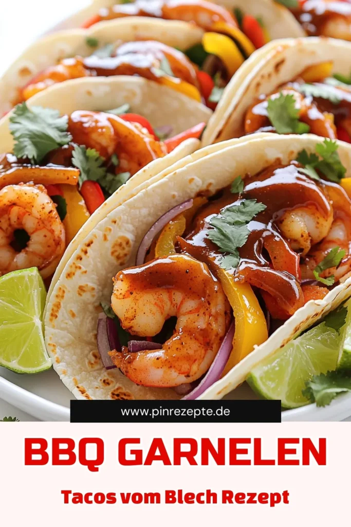 Genieße den perfekten Sommergenuss mit unseren BBQ Garnelen-Tacos auf dem Blech! Diese einfachen und schmackhaften Tacos sind in nur 25 Minuten zubereitet und bestehen aus saftigen Garnelen, buntem Gemüse und einer köstlichen BBQ-Sauce. Lass dich von diesem Rezept inspirieren und entdecke, wie du mit frischem Koriander und Limetten deinen Tacos den ultimativen Kick geben kannst. Klicke jetzt für das vollständige Rezept! #GarnelenTacos #BBQRezept #SchnelleRezepte #SommerGenuss