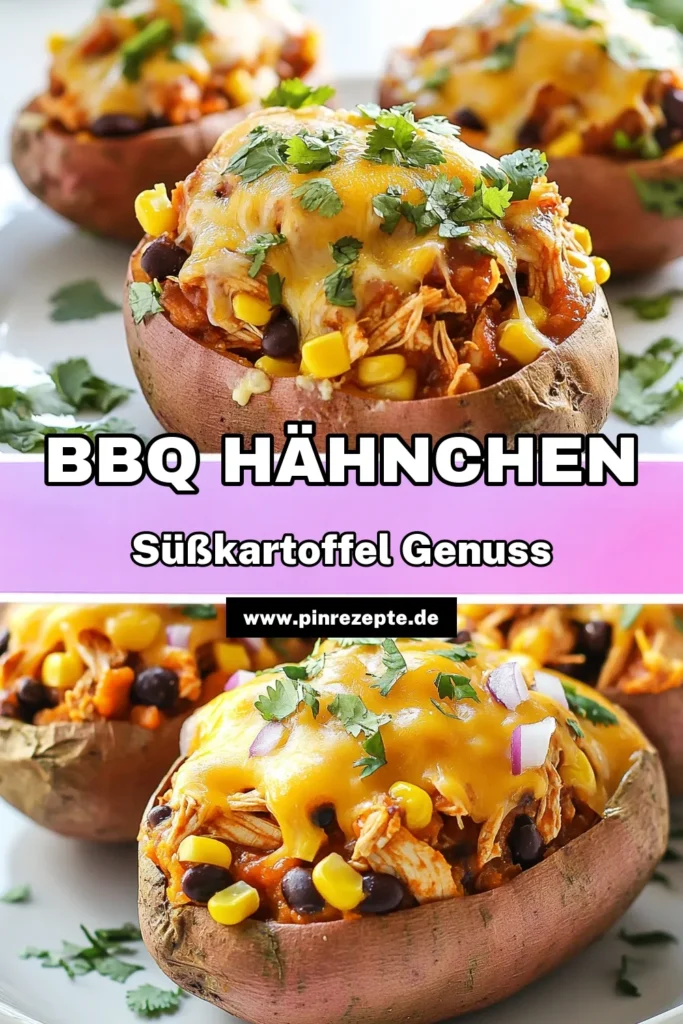 Entdecke dieses köstliche Rezept für BBQ Hähnchen Süßkartoffeln! Gefüllte Süßkartoffeln sind ein einfaches und gesundes BBQ Gericht, das perfekt für jede Gelegenheit ist. Mit zartem Hähnchen, bunten Zutaten und schmelzendem Käse sind diese einfachen Süßkartoffel Rezepte ein Genuss für die ganze Familie. Probiere es aus und teile deine Kreation! #BBQHähnchenSüßkartoffeln #gefüllteSüßkartoffelnRezept #gesundeBBQGerichte #einfacheSüßkartoffelRezepte
