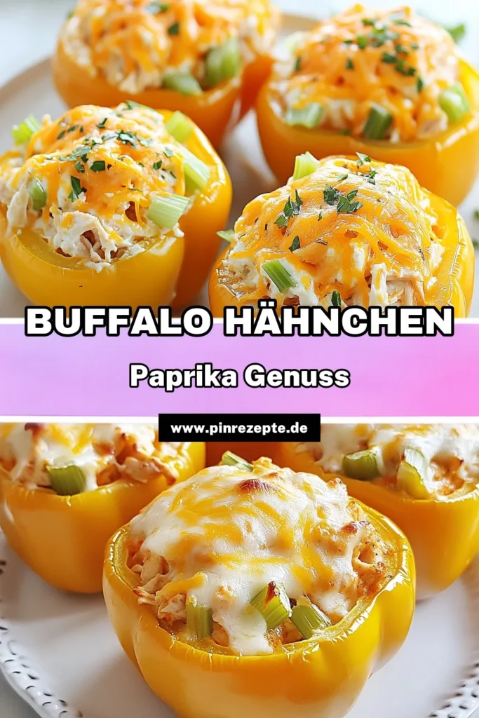 Entdecke das köstliche Rezept für Buffalo Hähnchen gefüllte Paprika, das deinen Abendessen-Lebensstil bereichern wird! Diese würzigen gefüllte Paprika sind gefüllt mit zartem Hähnchen, cremigem Frischkäse und leckerer Buffalo-Sauce. Perfekt für jeden Anlass, sie sind einfach zuzubereiten und ein Hit bei Freunden und Familie. Probiere jetzt dieses gefüllte Paprika Rezept aus! #BuffaloHähnchen #gefülltePaprika #HähnchenPaprika #würzigegefülltePaprika
