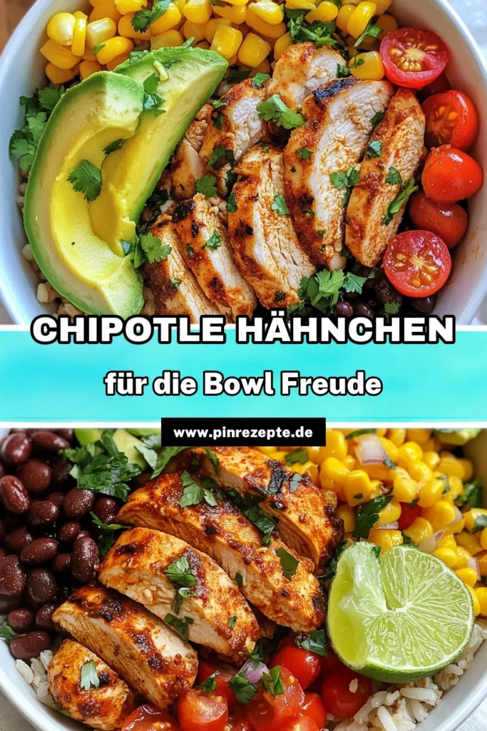 Entdecke unser einfaches und gesundes Rezept für eine Chipotle Hähnchen Burrito Bowl! Diese köstliche Burrito Bowl mit Avocado und schwarzen Bohnen ist perfekt für jede Mahlzeit. In nur 30 Minuten zubereitet, bietet sie eine ausgewogene Mischung aus Aromen und Nährstoffen. Probiere jetzt diese einfache Burrito Bowl Zubereitung aus und überrasche deine Familie! Speichere das Rezept für später! #ChipotleHähnchenBurritoBowl #gesundeBurritoBowl #HähnchenBurritoBowl #BurritoBowlMitSchwarzenBohnen