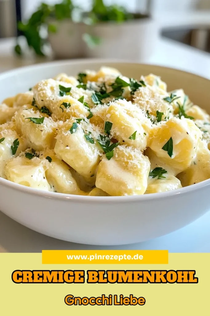 Entdecke dieses köstliche Blumenkohl-Gnocchi Alfredo Rezept, das gesunde Ernährung mit vollem Geschmack verbindet! Mit einfachen Zutaten wie Blumenkohl-Gnocchi, frischem Blumenkohl und einer cremigen Blumenkohlsoße ist die Zubereitung dieser veganen Gnocchi schnell und einfach. Perfekt für ein schnelles Abendessen! Probiere es aus und teile deine Kreationen! #BlumenkohlGnocchi #AlfredoRezept #veganeGnocchi #einfacheGnocchiZubereitung