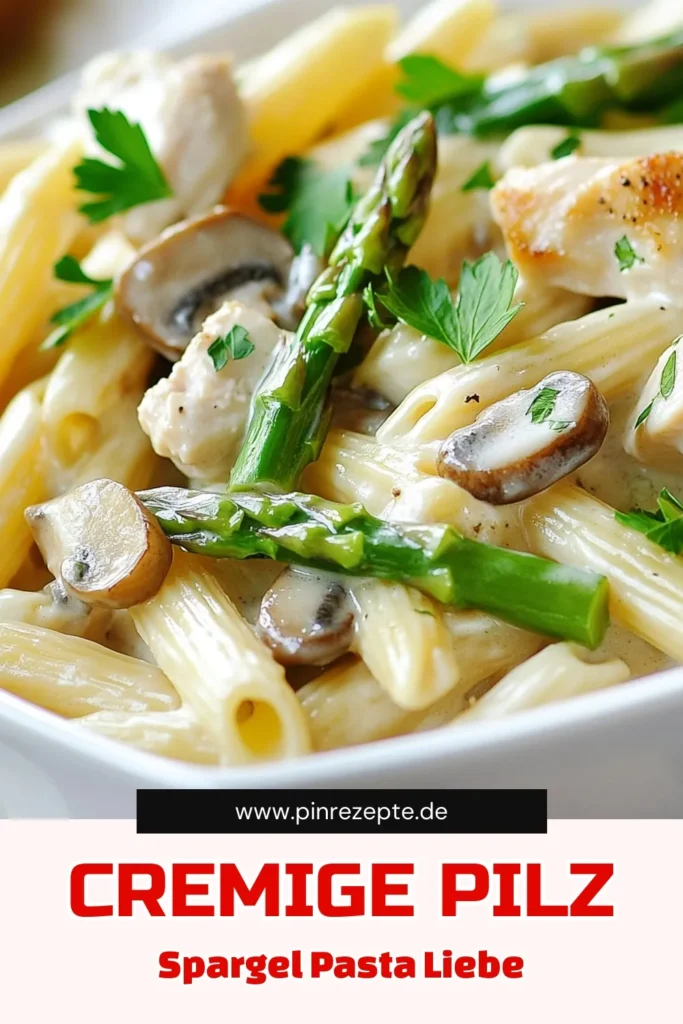Entdecken Sie unser einfaches Hühnchen-Rezept für Pilz-Spargel-Hühnchen-Penne! Diese cremige Pasta mit Champignons und frischem Spargel ist das perfekte mediterrane Nudelgericht für ein schnelles, leckeres Abendessen. Ideal für die ganze Familie! Verpassen Sie nicht diese Geschmacksexplosion und speichern Sie das Rezept für Ihre nächsten Kochabenteuer. #PenneMitHähnchenUndSpargel #CremigePastaMitChampignons #EinfachesHühnchenRezept #MediterraneNudelgerichte