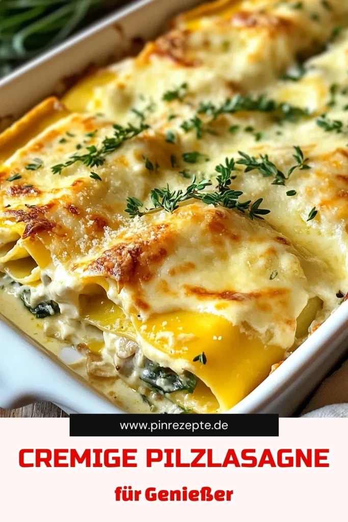 Entdecken Sie unser köstliches Pilzlasagne Rezept! Diese cremige Lasagne mit Ricotta vereint den Geschmack von Spinat und Pilzen in einer einfachen vegetarischen Lasagne, die jeder lieben wird. Genießen Sie die cremige Béchamelsauce, die das Gericht perfekt abrundet. Ideal für jeden Anlass! Speichern Sie dieses Rezept für ein herzhaftes Abendessen. Vergessen Sie nicht, es auszuprobieren! #PilzlasagneRezept #CremigeLasagne #EinfacheVegetarischeLasagne #LasagneMitSpinat