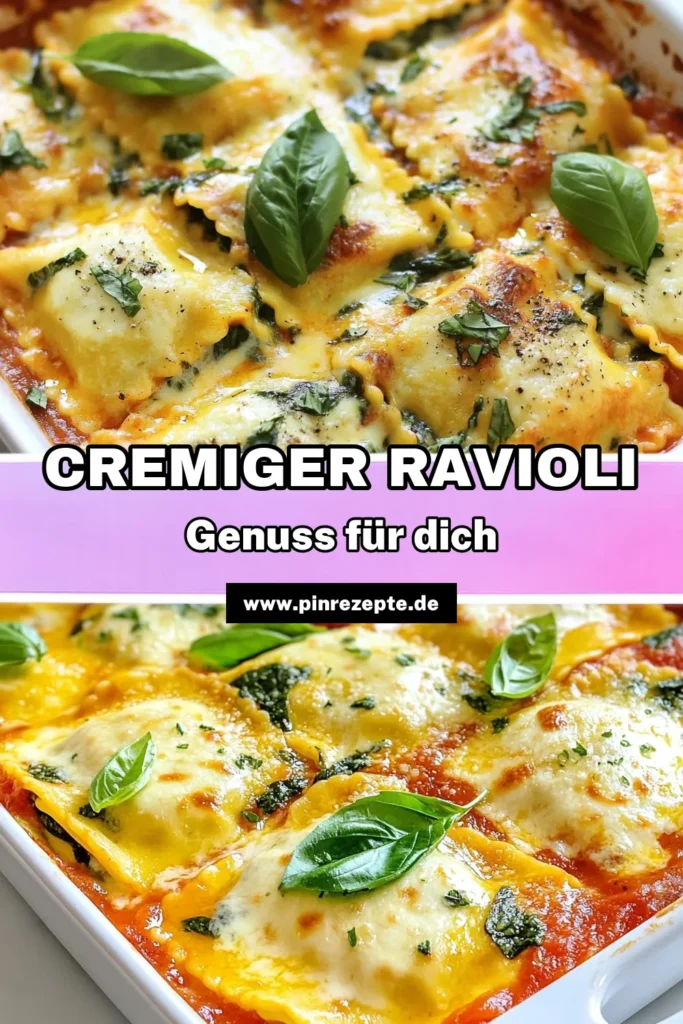 Entdecken Sie unser Rezept für einen cremigen Ricotta-Spinat-Ravioli-Auflauf – ein köstliches italienisches Nudelgericht, das perfekt für Vegetarier ist! Dieser Spinatauflauf ist einfach zuzubereiten und kombiniert frische Ravioli mit einer himmlischen Ricotta-Spinat-Füllung. Ideal für Familienessen und Gaumenfreuden. Probieren Sie es aus und lassen Sie sich von diesem vegetarischen Auflaufgericht begeistern! #Ravioli #Spinatauflauf #Vegetarisch #Nudelgericht