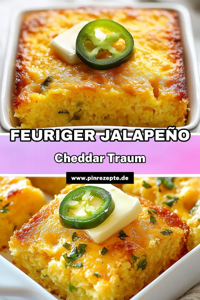Entdecken Sie unser köstliches Jalapeño Cheddar Maisbrot - das perfekte scharfe Maisbrot Rezept für jeden Anlass! Dieses herzhafte Maisbrot mit Käse vereint den Geschmack von scharfem Cheddar und frischen Jalapeños und ist ein absolutes Muss für Liebhaber von selbstgemachtem Cornbread. Folgen Sie unserem einfachen Maisbrot Rezept und beeindrucken Sie Ihre Gäste. Speichern Sie dieses Rezept für ein unvergessliches Essen! #Maisbrot #JalapeñoCheddar #Rezeptideen #Backen