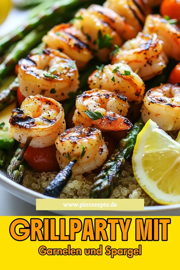 Entdecken Sie unser köstliches gegrillte Garnelen-Rezept für eine gesunde Spargel-Schüssel! Diese einfache Grillrezepte kombinieren zarte Garnelen-Spieße mit frischem Spargel und nahrhafter Quinoa. Ideal für ein schnelles Abendessen oder Meal Prep. Perfekt für Gesundheitsbewusste und Grillfans! Probieren Sie es aus und genießen Sie den Geschmack! Speichern Sie es jetzt! #GegrillteGarnelen #SpargelSchüssel #GesundeQuinoa #GarnelenSpieße