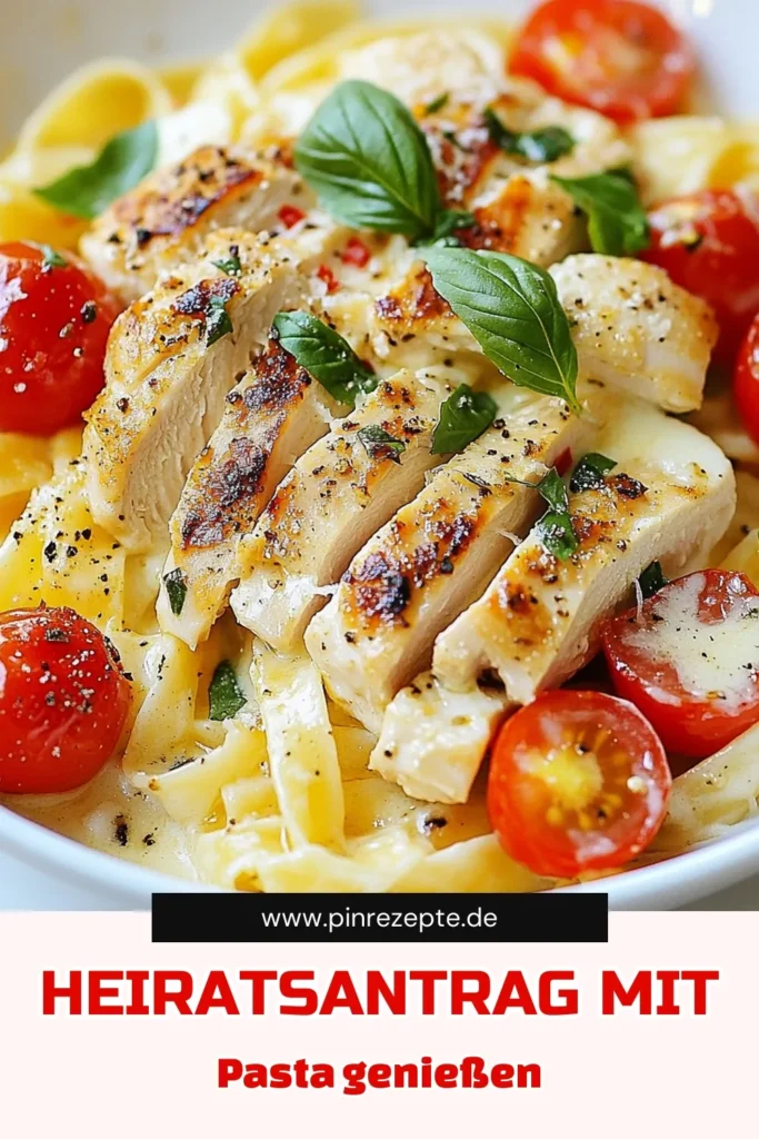 Entdecken Sie unser unwiderstehliches Marry Me Chicken Pasta Rezept – ein einfaches Pasta Gericht, das Ihre Liebsten begeistern wird! Diese cremige Hähnchen Pasta vereint saftige Hähnchenbrust mit Kirschtomaten und würziger Sahnesauce für ein köstliches italienisches Rezept. Perfekt fürs Dinner oder besondere Anlässe. Probieren Sie es aus und lassen Sie sich verzaubern! Speichern Sie das Rezept für Ihr nächstes Kochabenteuer! #PastaRezept #HähnchenPasta #ItalienischesEssen #Küchenliebe