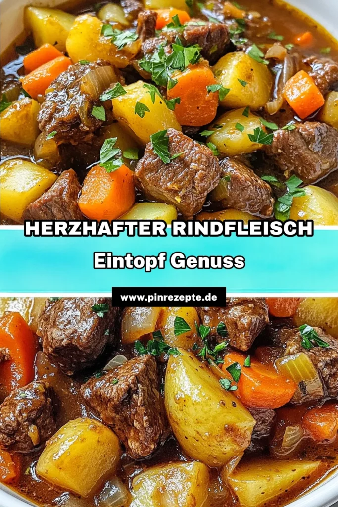 Entdecken Sie dieses köstliche Rindfleisch-Eintopf Rezept, perfekt für Ihren Slow Cooker! Dieser einfache Rindfleisch Eintopf kombiniert zartes Rinderbraten im Slow Cooker mit frischem Gemüse für einen herzhaften Eintopf selbstgemacht. Ideal für gemütliche Abende! Lassen Sie sich inspirieren und speichern Sie das Rezept. Guten Appetit! #RindfleischEintopf #SlowCookerEintopf #Kochrezepte #Hausmannskost
