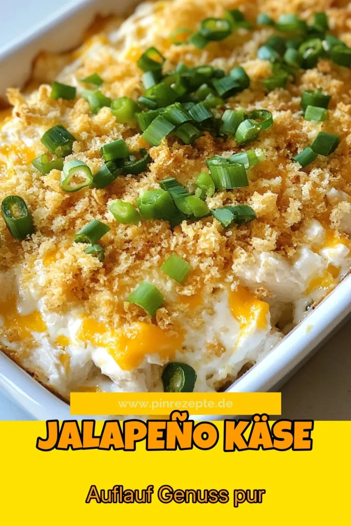 Entdecken Sie unser köstliches Jalapeño Popper Auflauf Rezept! Dieser würzige Auflauf mit Käse vereint zartes Hähnchen und gefüllte Jalapeños in einer cremigen Mischung. Perfekt für Familienessen oder Partybuffets. Mit nur wenigen Zutaten und einfacher Zubereitung ist dieser Hähnchenauflauf ein absolutes Muss! Probieren Sie es aus und speichern Sie das Rezept für später! #JalapeñoPopperAuflauf #HähnchenauflaufRezept #einfacheAuflaufrezepte #geräucherterKäse