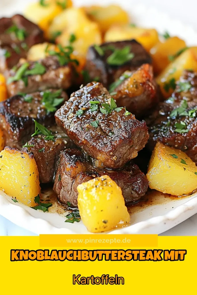 Entdecken Sie dieses köstliche Knoblauchbutter Steak Rezept mit zarten Steakbissen und knusprigen Kartoffeln! Dieses einfache Dinner Rezept lässt Ihr Rinderfilet mit Kräutern perfekt zur Geltung kommen. In nur 30 Minuten zaubern Sie ein herzhaftes Gericht, das Familie und Freunde begeistert. Holen Sie sich die Schritte und Tipps zum Nachkochen! Vertrauen Sie uns, dies wird zu einem Ihrer Lieblingsgerichte. Jetzt ausprobieren! #KnoblauchbutterSteak #SteakbissenRezept #knusprigeKartoffeln #einfacheDinnerRezepte