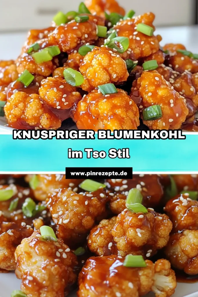 Entdecken Sie dieses unwiderstehliche Veggie-Rezept für knusprigen Blumenkohl! Unser allgemeiner Tso Blumenkohl wird in einer köstlichen, asiatischen Blumenkohl-Sauce serviert und ist der perfekte Snack oder Hauptgang. Frittierter Blumenkohl, goldbraun und lecker, bringt echten Genuss auf den Tisch. Probieren Sie es aus und überzeugen Sie sich selbst! Jetzt pinnen und nachkochen! #KnusprigerBlumenkohl #VeggieRezept #FrittierterBlumenkohl #AsiatischeBlumenkohlSauce
