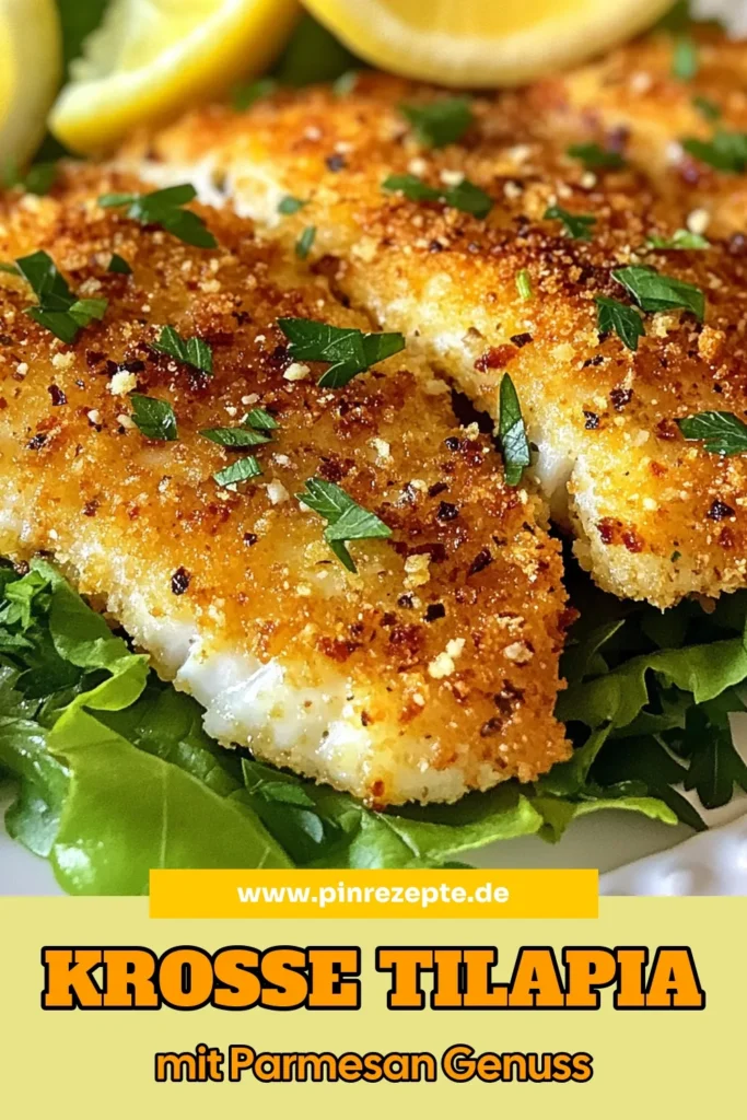 Entdecken Sie dieses krosse Tilapia-Rezept mit Parmesan-Kruste! Einfach in nur 30 Minuten zubereitet, ist dieser Panko Tilapia eine perfekte Wahl für gesunde Fischgerichte. Mit wenigen Zutaten verwandeln Sie Tilapia-Filets in ein wahres Geschmackserlebnis. Genießen Sie eine gesunde Mahlzeit, die einfach zuzubereiten ist. Speichern Sie dieses einfache Rezept mit Tilapia für Ihr nächstes Abendessen! #TilapiaRezepte #GesundeErnährung #Fischgerichte #EinfacheRezepte