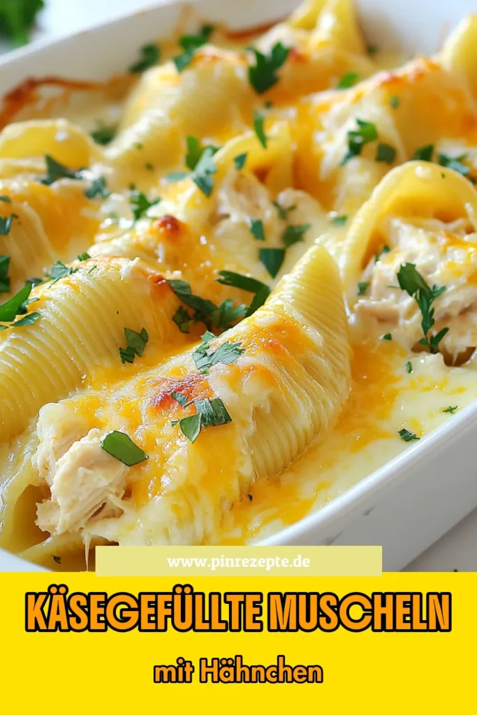 Entdecken Sie unser köstliches Rezept für Käse-Hähnchen-Alfredo Muscheln! Diese gefüllten Muscheln kombinieren zartes Hähnchen und cremige Alfredo-Soße in einem einfachen und köstlichen italienischen Pasta-Gericht. Ideal für ein schnelles Abendessen oder besondere Anlässe. Lassen Sie sich dieses einfache Muscheln mit Käse nicht entgehen! Teilen Sie Ihre Kreationen mit uns! #HähnchenAlfredo #gefüllteMuscheln #PastaRezept #italienischeKüche