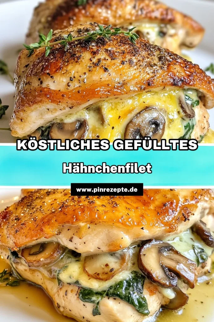 Entdecken Sie unser leckeres Pilz-Spinat Hähnchenbrust Rezept, ein gesundes Hähnchengericht, das voller Aromen und Nährstoffe steckt. Dieses gefüllte Hähnchenbrustfilet mit cremiger Füllung aus frischem Spinat und Champignons ist einfach zuzubereiten und perfekt für jede Gelegenheit. Überraschen Sie Ihre Familie und Freunde mit diesem einfachen Hähnchenbrust Rezept! Speichern Sie es für Ihr nächstes Abendessen. #HähnchenmitGemüsefüllung #gesundeRezepte #Hähnchenliebe #Kochinspiration