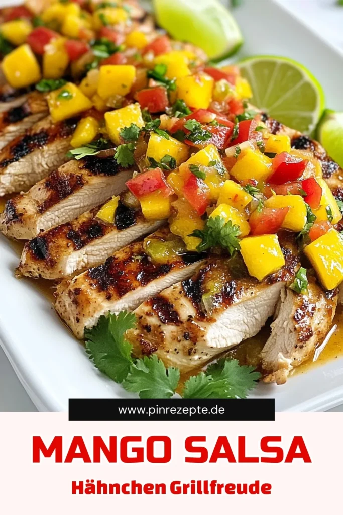 Entdecken Sie dieses erfrischende Mango Salsa Rezept für gegrilltes Hähnchen! Perfekt für sommerliche Grillabende, lässt sich Hähnchenbrustfilets marinieren, um unvergessliche BBQ Gerichte zu kreieren. Mit saftigen Mango-Würfeln und einer pikanten Salsa wird Ihr Grillfest ein Hit. Probieren Sie dieses einfache Rezept aus und verwöhnen Sie Ihre Gäste! Speichern Sie es für Ihre nächste Grillparty! #MangoSalsa #GegrilltesHähnchen #Sommergerichte #BBQRezept