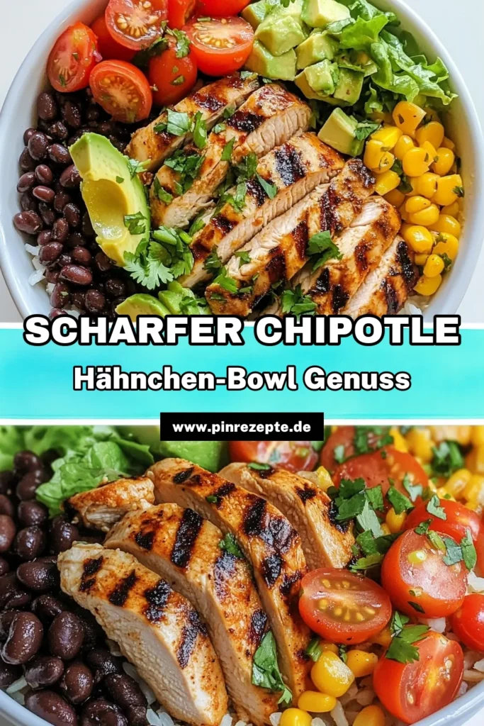 Entdecke unser gesundes und einfaches Rezept für einen Chipotle Hähnchen Burrito Bowl! Diese mexikanische Schüssel mit Hähnchen ist perfekt für ein schnelles Abendessen und bringt Exotic auf deinen Tisch. Mit würzigem Hähnchen, frischem Gemüse und einer Vielzahl von Toppings ist dies das ideale Gericht für alle Burrito-Liebhaber. Probiere dieses einfache Burrito Bowl Rezept und erlebe kulinarischen Genuss! Speichere es dir jetzt! #BurritoBowl #Chipotle #GesundeEssen #MexikanischeKüche