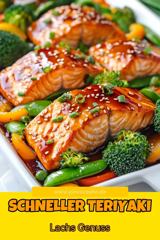 Entdecken Sie dieses leckere Teriyaki Lachs Rezept, das gesunde Lachsfilets in einem einfachen Ofengericht vereint! Dieses Blechgericht mit gesundem Gemüse harmoniert perfekt mit der süßen Teriyakisauce und ist in nur 25 Minuten zubereitet. Ideal für ein schnelles Abendessen, das die ganze Familie begeistert! Speichern Sie dieses einfaches Teriyaki Rezept für Ihren nächsten Kochabend! #TeriyakiLachs #Blechgericht #GesundesGemüsegericht #OfengerichteMitLachs
