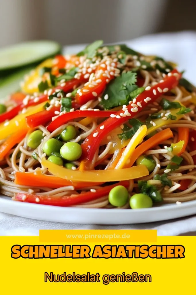 Entdecke unseren köstlichen Sesame-Ingwer-Nudelsalat, ein ideales Soba-Nudeln Rezept für einen gesunden Nudelsalat. Dieser asiatische Salat mit Ingwer vereint frische Zutaten und aromatisches Sesamöl zu einem erfrischenden Gericht, das perfekt für jede Gelegenheit ist. Probiere es aus und überrasche deine Gäste! Speichere das Rezept für später! #SesameIngwerNudelsalat #SobaNudelnRezept #GesunderNudelsalat #AsiatischerSalatMitIngwer