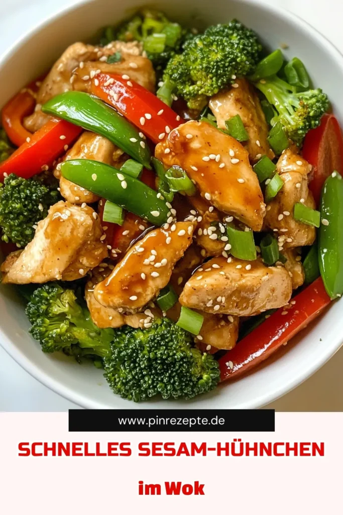 Entdecke unser köstliches Sesam-Ingwer-Hühnchen Rezept für eine schnelle und einfache Hähnchenpfanne! Ideal für alle, die gesunde Hühnchenrezepte lieben und sich nach asiatischer Küche sehnen. Diese Hähnchenpfanne vereint zartes Hähnchen mit frischem Gemüse und einer aromatischen Marinade. Perfekt für ein schnelles Abendessen! Probiere es aus und teile deine Kreationen! #SesamIngwerHühnchen #HähnchenpfanneRezept #asiatischeKücheRezept #gesundeHühnchenrezepte